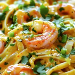 To create the perfect Bang Bang Shrimp Pasta, gather the following ingredients: - 8 oz spaghetti or fettuccine - 1 lb shrimp, peeled and deveined - 1 tablespoon olive oil - 1 teaspoon garlic powder - 1 teaspoon paprika - Salt and black pepper to taste - 1 cup heavy cream - 1/4 cup mayonnaise - 2 tablespoons sweet chili sauce - 1 tablespoon sriracha (adjust according to spice preference) - 1/2 teaspoon fresh lime juice - 3 green onions, finely chopped (for garnish) - Fresh cilantro leaves, for garnish These ingredients make this dish rich, creamy, and full of flavor. The shrimp adds a lovely texture and protein. The sweet chili sauce and sriracha bring a perfect blend of sweetness and heat. You can adjust the spice level based on your taste. Make sure to use fresh shrimp for the best taste. The pasta choice is flexible; both spaghetti and fettuccine work well. You can find the full recipe for detailed steps on how to combine these ingredients to create a delightful meal. Enjoy cooking! - Bring a large pot of salted water to a boil. - Add 8 oz of spaghetti or fettuccine. - Cook for 8-10 minutes until al dente. - Drain the pasta and set it aside, reserving some pasta water. - Take 1 lb of peeled and deveined shrimp. - Season with 1 tablespoon of olive oil, 1 teaspoon of garlic powder, and 1 teaspoon of paprika. - Add salt and black pepper to taste. - Toss everything together until shrimp are evenly coated. - Heat a large skillet over medium heat. - Place the seasoned shrimp in a single layer in the skillet. - Cook for 2-3 minutes on each side, until shrimp turn pink and opaque. - Remove the shrimp from the skillet and set aside. - In the same skillet, lower the heat to medium-low. - Combine 1 cup of heavy cream, 1/4 cup of mayonnaise, 2 tablespoons of sweet chili sauce, 1 tablespoon of sriracha, and 1/2 teaspoon of fresh lime juice. - Stir well and heat through without boiling for about 3-5 minutes. - Add the cooked pasta to the skillet with the Bang Bang sauce. - Toss the pasta in the sauce using tongs. - If the sauce is too thick, add some reserved pasta water to adjust the consistency. - Gently fold in the cooked shrimp to the pasta. - Serve the Bang Bang Shrimp Pasta in bowls or on a platter. - Garnish with chopped green onions and fresh cilantro for extra flavor. For the complete recipe, refer to the [Full Recipe]. Enjoy your cooking! To make the Bang Bang sauce shine, find the right balance of sweetness and spice. Start with sweet chili sauce for a nice base. Then, add sriracha to give it heat. Adjust the amounts based on your taste. You want a kick, but not too much. Always taste as you mix. This way, you create a sauce that fits your flavor needs perfectly. Cooking shrimp can be tricky. You want them tender, not rubbery. Heat a skillet over medium heat, then add your seasoned shrimp. Cook for 2-3 minutes on each side. Watch closely as they turn pink and opaque. If you cook them too long, they lose their nice texture. Remove them from the heat as soon as they’re done. Presentation makes a big difference. When serving, think about color and freshness. Garnish with lime zest to add brightness. It gives a nice pop and makes the dish look appealing. A drizzle of extra sweet chili sauce can also enhance flavor and appearance. Green onions and cilantro will add a fresh touch. These small details make your Bang Bang Shrimp Pasta really shine. {{image_4}} You can change the pasta to fit your needs. Try gluten-free pasta if you need it. Whole grain pasta is a tasty and healthy option too. If you want to switch the shrimp, you can use chicken. Tofu works well for a veggie twist. You can also add seasonal vegetables like zucchini or bell peppers for extra flavor. Want a kick? Add cayenne for heat or lemon zest for brightness. You can also swap the sauce. Try teriyaki or a spicy garlic sauce. Each sauce brings new life to your dish. These small changes can make your Bang Bang Shrimp Pasta even more fun to eat. Pair your pasta with a fresh side salad. A simple green salad with a light dressing works well. Garlic bread is another great choice. It adds crunch and flavor to your meal. Enjoying these sides makes for a complete and delightful dining experience. You can find the full recipe online to get started! To keep your Bang Bang Shrimp Pasta fresh, store it in airtight containers. This helps prevent moisture loss and keeps flavors intact. Let the pasta cool before sealing. If you have extra sauce, store it separately for best results. Keep the leftovers in the fridge for up to three days. When you reheat, avoid the microwave if you can. Instead, use a skillet over low heat. Add a splash of water or extra cream to keep it moist. Stir gently until heated through. This method helps maintain the pasta's texture. If you must use a microwave, heat in short bursts and stir often. You can freeze Bang Bang Shrimp Pasta for later. Just make sure to cool it completely before freezing. Use freezer-safe containers or bags. Label them with the date. It will last in the freezer for up to two months. To reheat, thaw overnight in the fridge and then follow the reheating tips. Bang Bang Shrimp Pasta is a fun and tasty dish. It combines shrimp, pasta, and a creamy sauce. The sauce has a sweet and spicy kick, making it very popular. This dish likely comes from Asian-inspired flavors. Many chefs enjoy adding their twist to it. You can find it in restaurants or make it at home. I love how easy it is to prepare with simple ingredients. The spice level can vary depending on how much sriracha you use. If you enjoy heat, add more sriracha. If you prefer it milder, use less. The sweet chili sauce helps balance the spice, making it tasty for many. You can always adjust the spice to match your taste. Just remember, you control the heat! Yes, you can prepare parts of this dish ahead of time. Cook the pasta and shrimp earlier in the day. Store them in the fridge until you're ready to combine them. When it's time to eat, warm the sauce and mix everything together. This makes it easy for busy evenings or gatherings. Just make sure to keep everything in separate containers to maintain freshness. To lighten up this dish, consider a few swaps. Use whole grain pasta instead of regular pasta. You can also use low-fat cream and mayonnaise for the sauce. Another option is to add more vegetables, like bell peppers or broccoli. These swaps keep the flavor while making the dish a bit healthier. Enjoying delicious food can also be nutritious! For the full recipe, check out Bang Bang Shrimp Pasta. In this post, I covered the ingredients and steps to make Bang Bang Shrimp Pasta. You learned how to cook the pasta, prepare the shrimp, and create a rich sauce. I shared tips to enhance flavors and suggested ingredient swaps for variety. Proper storage and reheating tips help keep leftovers fresh. This dish is versatile, easy to make, and perfect for quick meals. Try it out and enjoy a burst of delicious flavors!