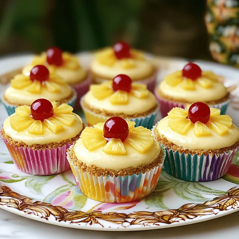 - 1 cup crushed graham crackers - 1/4 cup unsalted butter, melted - 2 tablespoons brown sugar - 1 (8 oz) package cream cheese, softened - 1/2 cup granulated sugar - 1 teaspoon vanilla extract - 1/2 cup sour cream - 1 large egg - 1 cup crushed pineapple, well-drained - Maraschino cherries for garnish