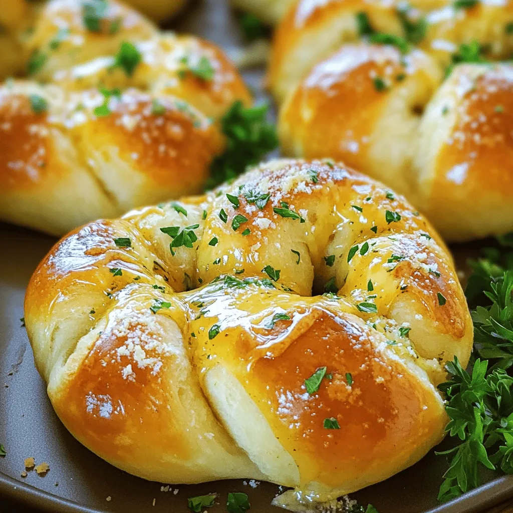 - 1 package (1.5 lbs) pizza dough (can be store-bought or homemade) - 4 tablespoons unsalted butter, melted - 5 cloves garlic, finely minced - 1 teaspoon dried oregano - 1 teaspoon dried basil - 1 teaspoon garlic powder - Salt, to taste - Freshly cracked black pepper, to taste To make garlic knots, you need a few key ingredients. Pizza dough is the base. You can use store-bought or make your own. You also need butter, which adds richness. Garlic, both fresh and powder, gives the knots their distinct flavor. Dried herbs like oregano and basil enhance the taste. Don’t forget salt and pepper to season. - Grated Parmesan cheese - Fresh parsley for garnish Adding grated Parmesan cheese is a lovely touch. It gives a salty, nutty flavor. Fresh parsley adds color and freshness on top. These optional ingredients make the knots even more special. You can choose to use them based on your taste. For the full recipe, check out the detailed instructions that follow. - Preheat your oven to 400°F (200°C). - Line a baking sheet with parchment paper for easy cleanup. - If using store-bought pizza dough, let it rest for 30 minutes. Letting the dough rest helps it soften. This makes it easier to shape into knots. If you make your own dough, skip this step. - Lightly flour a clean surface and roll out the dough. Aim for a rectangle about ½ inch thick. - Use a sharp knife or pizza cutter to slice the dough into strips. Each strip should be about 1 inch wide and 5-6 inches long. - Take each strip and tie it into a knot. Tuck the ends underneath for a nice shape. Arrange them on the baking sheet, leaving space between each knot. Shaping the knots can be fun! You can make them as loose or tight as you like. Just remember, they will puff up in the oven. - In a bowl, mix melted butter, minced garlic, oregano, basil, garlic powder, and a pinch of salt and pepper. Stir well. - Use a pastry brush to coat each knot with this garlic butter mixture. Make sure to get garlic and herbs on every knot. - Place the baking sheet in the oven and bake for 15-18 minutes. Look for a golden brown color and a puffed-up look. After baking, brush the knots with any leftover garlic butter. Sprinkle chopped parsley and Parmesan cheese on top for extra flavor. These garlic knots are warm and tasty! You will want to eat them right away. For the full recipe, check the details above. Using store-bought dough is quick and easy. It saves time and effort. Allow the dough to rest for 30 minutes. This helps it become soft and easy to shape. Homemade dough is great if you have time. It gives a fresh taste and texture. For both types of dough, ensure you shape the knots well. Tie each strip into a secure knot. Tuck the ends underneath. This helps them rise nicely in the oven. Space them apart on the baking sheet. They need room to expand while baking. To boost flavor, add herbs like thyme or rosemary. They add a nice twist to the garlic knots. You can also sprinkle in some crushed red pepper for heat. Adjust the garlic amount to suit your taste. If you love garlic, use more! If you prefer less, reduce it. Mix your herbs into the garlic butter well. This ensures each knot gets a burst of flavor. You can also experiment with different oils. Olive oil can replace butter for a lighter option. These small changes can make the knots your own. For the full recipe, check the details above and enjoy making these delightful treats! {{image_4}} You can make garlic knots even more fun with flavor twists. One great option is adding cheese. You can stuff the knots with mozzarella or cheddar before tying them. Melted cheese inside adds a gooey, delicious surprise. Just press some cheese into the dough before you tie the knot. Another twist is to make spicy garlic knots. Simply add chili flakes to the garlic butter mix. This gives your knots a kick. Adjust the amount based on your spice level. I love the heat, and it pairs well with the garlic. If you're gluten-free, you can still enjoy these knots. Many stores sell gluten-free pizza dough. Just follow the same steps for preparation. The taste may differ slightly, but they will still be tasty. For those who avoid dairy, there are vegan options too. You can replace the butter with olive oil or vegan butter. The garlic and herbs will still shine through. This way, you can enjoy garlic knots without compromising your diet. For more details and the complete recipe, check out the Full Recipe. To keep your garlic knots fresh, store them in an airtight container. Place a paper towel inside to absorb moisture. This helps maintain their soft texture. If you plan to eat them within three days, store them at room temperature. For longer storage, refrigerate them for up to a week. When reheating, the oven gives the best results. Preheat it to 350°F (175°C). Place your garlic knots on a baking sheet. Heat for about 5 to 10 minutes. The knots will regain their crispness. You can use a microwave too, but they may turn soft. Heat them in 15-second bursts until warm. Enjoy these tasty treats just like when they were fresh! How long can garlic knots be stored? You can store garlic knots in the fridge for up to three days. Just place them in an airtight container. If you want them to last longer, try freezing them. They can stay fresh in the freezer for about three months. Can garlic knots be frozen? Yes, garlic knots can be frozen! To freeze, let them cool completely. Then, wrap them tightly in plastic wrap and place them in a freezer bag. When you're ready to eat, just thaw and reheat them. Can I use pizza dough for other recipes? Absolutely! Pizza dough is very versatile. You can use it for calzones, breadsticks, or even flatbreads. Just shape it as needed and bake. What's the best way to keep garlic knots warm while serving? To keep garlic knots warm, place them in a bread basket lined with a clean kitchen towel. This will help trap heat. You can also cover them loosely with foil. You learned how to make garlic knots from scratch. We covered the main and optional ingredients, along with step-by-step instructions. I shared tips for perfecting the knots and ideas for flavor variations. Storage and reheating methods were also discussed. With these simple steps, you can enjoy warm, tasty garlic knots any time. Get creative with flavors and enjoy sharing this treat with others. Happy cooking!