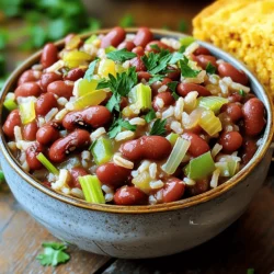 - 1 cup dried red kidney beans (or 2 cans, drained and rinsed) - 1 tablespoon olive oil - 1 medium onion, diced - 2 cloves garlic, minced - 1 green bell pepper, diced - 1 stalk celery, diced - 1 teaspoon smoked paprika - 1/2 teaspoon dried thyme - 1/2 teaspoon cayenne pepper (adjust to taste) - 1 bay leaf - 4 cups vegetable or chicken broth - 1 cup long-grain white rice - Salt and pepper to taste - Fresh parsley, chopped (for garnish) When I make red beans and rice, I love using dried kidney beans. They have a wonderful texture. If you are short on time, canned beans work just as well. Just be sure to rinse them well. The base of this dish is rich in flavor. I start with olive oil, onion, garlic, green bell pepper, and celery. These veggies bring a fresh taste and aroma. For seasoning, I add smoked paprika and dried thyme. They give the dish depth. Cayenne pepper adds a kick, while a bay leaf infuses the broth with flavor. For the liquid, use vegetable or chicken broth. It makes the dish hearty and satisfying. Don't forget the rice! Long-grain white rice is my go-to. It absorbs the flavors perfectly. Finally, I like to finish with salt, pepper, and fresh parsley. This adds a nice pop of color and taste. For the full recipe, check the link to create this comforting dish! 1. Rinse and soak dried beans overnight in a large bowl of water. This helps them soften. If you don’t have dried beans, use two cans of red kidney beans. 2. Drain and rinse the canned beans under cold water. This removes extra salt and helps with flavor. 3. In a large pot, heat one tablespoon of olive oil over medium heat. When hot, add the diced onion, minced garlic, diced green bell pepper, and diced celery. 4. Cook the mixture for about 5 to 7 minutes. The veggies will soften and smell great. 5. Stir in one teaspoon of smoked paprika, half a teaspoon of dried thyme, half a teaspoon of cayenne pepper, and one bay leaf. Cook for one minute to toast the spices. 6. Now, add the soaked beans and four cups of vegetable broth to the pot. If using canned beans, wait to add them later. Bring the mixture to a boil. 7. Once boiling, reduce the heat and let it simmer uncovered for about 30 minutes. This gives the beans time to soften and the flavors to blend. 8. Stir in one cup of long-grain white rice, cover the pot, and cook for 20 to 25 minutes. The rice will absorb most of the liquid and become tender. If you used canned beans, add them in the last five minutes to heat through. 9. When finished, taste the dish. Season with salt and pepper to your liking. Don’t forget to remove the bay leaf before serving. For the full recipe, check out the detailed instructions. To make your red beans tender, soak dried beans overnight. This softens them and helps them cook evenly. If you forget to soak, you can use canned beans instead. They save time and still taste great. When using cayenne pepper, start with a little. You can always add more if you like heat. Adjust it based on your spice comfort level. Everyone has different tastes, so find what works for you. For a pretty plate, ladle the beans and rice into bowls. Sprinkle chopped parsley on top for color. This simple step makes your dish look fancy without much work. Pair your red beans and rice with cornbread or a fresh salad. The cornbread adds a nice crunch, while the salad brings freshness. Together, these sides create a well-rounded meal. Use a heavy pot or Dutch oven for even cooking. These pots retain heat and help your beans cook perfectly. They also keep the flavors rich and deep. Helpful tools include a good knife for chopping and measuring cups. Accuracy in measuring spices and broth is key to great taste. These tools make cooking fun and easy! {{image_4}} You can easily make red beans and rice vegan. Just swap in vegetable broth for the chicken broth. This choice keeps the dish tasty and plant-based. You can also add more veggies like carrots, zucchini, or spinach. Each adds color and flavor. If you want plant-based protein, consider using lentils or chickpeas. They will make your meal filling and nutritious. Want more heat? Add jalapeños or your favorite hot sauce. This will spice things up! You can also play with spices. Try adding cumin or coriander. These spices will add depth to the flavor. Adjust the cayenne pepper to your taste, too. A little goes a long way, so taste as you go! Red beans and rice has roots in many cultures. You can bring in Caribbean flavors by adding coconut milk or spices like allspice. For a traditional New Orleans twist, include andouille sausage. Cut it into slices and sauté with the veggies. This addition makes the dish hearty and rich. Each variation gives you a chance to explore new tastes and traditions. To keep your red beans and rice fresh, store them in airtight containers. Let the dish cool to room temperature before sealing. Place the containers in the fridge. Use them within four days for the best taste. If you want to save some for later, freezing is a great option. - For freezing, divide the dish into single portions. - Use freezer-safe containers or bags to avoid freezer burn. - Label each container with the date for easy tracking. When you want to enjoy the leftovers, reheating is simple. You can use the microwave or stovetop. If using the microwave, place a portion in a bowl. Add a splash of water to keep it moist. Heat on medium power for about two to three minutes. Stir halfway through for even heating. On the stovetop, pour the beans and rice into a pan. Add a small amount of broth or water to help with moisture. Heat over medium-low, stirring often. This will keep the flavors and texture just right. Enjoy your meal again, just like the first time! Red beans and rice comes from Louisiana. It has deep roots in Creole and Cajun culture. The dish became popular in the 18th century. It often used leftover beans and rice from Sunday meals. Families would cook it on Mondays with the leftover ham from the weekend. This dish shows the resourcefulness of the people in New Orleans. It also reflects the mix of African, French, and Spanish influences in the region. Today, it's a staple in many homes and restaurants, bringing warmth and comfort to all who eat it. Yes, you can use other beans. While red kidney beans are classic, you can try black beans, pinto beans, or navy beans. Each bean adds a different taste and texture. If you want a creamier dish, navy beans work well. Black beans can add a nice color contrast. Pinto beans are also a good option for a similar flavor profile. Just make sure to adjust cooking times based on the bean you choose. To make red beans and rice gluten-free, pick the right broth. Use vegetable or chicken broth that says "gluten-free" on the label. Check all spice labels, as some might contain gluten. Avoid using any pre-made mixes that may have gluten. Ensure your rice is also gluten-free. Most long-grain white rice is safe, but it’s best to check. By following these steps, you can enjoy this dish without worry. For a complete recipe, check out the Full Recipe link. Red beans and rice combine simple ingredients for a delicious meal. We covered the recipe steps, from prepping beans to simmering the dish. Remember, spices and presentation make a difference. You can tweak this dish to suit your taste or diet. Store leftovers well and easily reheat to enjoy again. Red beans and rice is more than a meal; it’s tradition and comfort. I hope you feel inspired to create your version at home. Enjoy your cooking journey!