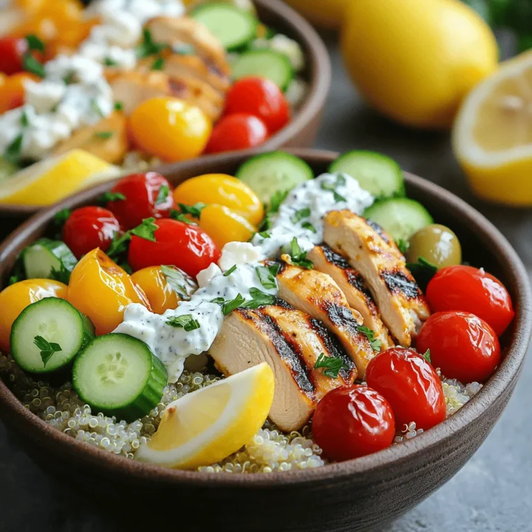 For a delicious Greek Chicken Bowl, you need fresh and vibrant ingredients. Here’s what you will use: