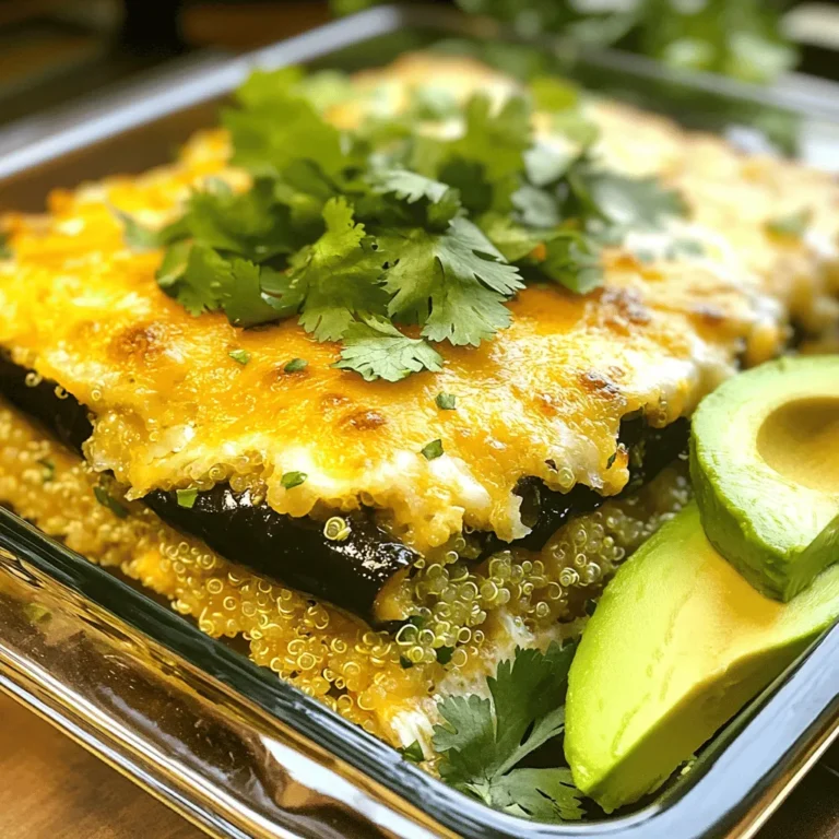 - 4 large poblano peppers - 1 cup cooked quinoa (or substitute with brown rice) - 1 cup shredded Monterey Jack cheese - 1 cup shredded sharp cheddar cheese