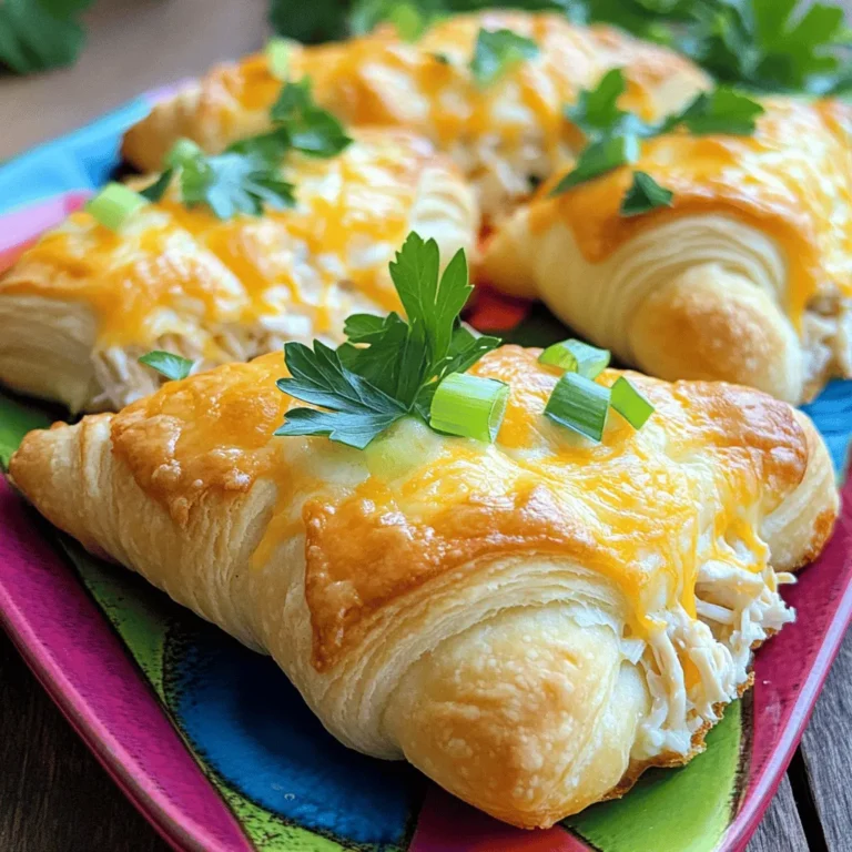 - 2 cups cooked chicken, shredded - 1 cup cream cheese, softened to room temperature - 1 cup shredded mozzarella cheese - 1/2 cup diced green onions (scallions) - 1 teaspoon garlic powder - 1 teaspoon onion powder - Salt and pepper to taste - 1 package refrigerated crescent roll dough - 1 egg, beaten (for egg wash) The main ingredients create a creamy and savory filling. Start with cooked chicken. Shred it into small pieces for easy mixing. Cream cheese adds richness, while mozzarella brings a nice stretch. The green onions give a fresh bite. For seasoning, garlic and onion powder add depth. A pinch of salt and pepper enhances all the flavors. The crescent roll dough is the star. It wraps around the filling and puffs up in the oven. The beaten egg wash gives a shiny finish on top. You can find the full recipe linked above. This dish is fun and easy. Enjoy making these savory chicken bombs! - Preheat the oven to 375°F (190°C). - Line a baking sheet with parchment paper. - In a large bowl, combine 2 cups of shredded chicken, 1 cup of softened cream cheese, 1 cup of shredded mozzarella, and 1/2 cup of diced green onions. - Add 1 teaspoon of garlic powder, 1 teaspoon of onion powder, and salt and pepper to taste. Mix well until smooth. - Unroll the crescent roll dough into triangles. - Take one triangle and scoop about 2 tablespoons of the filling into the center. - Fold the sides over the filling and roll from the wide end to the point. Pinch the seams closed. Repeat this for each triangle. - Place the chicken bombs on the lined baking sheet. - Brush the tops with the beaten egg for a golden finish. - Bake for 15-20 minutes, until they are puffed and golden brown. For the full recipe and more tips, check out the Full Recipe. Enjoy your savory chicken bombs! - Ensure the cream cheese is fully softened for easy mixing. This helps blend flavors well. - Avoid overfilling to prevent spilling during baking. Too much filling makes a mess. - Serve with ranch dipping sauce for added flavor. This pairs nicely with the chicken bombs. - Garnish with fresh parsley for presentation. A little green makes the dish pop! These tips will help you create perfect chicken bombs every time. You can find the full recipe earlier in this article for more details. {{image_4}} You can change the filling to suit your taste. Substitute the chicken with cooked bacon for a smokier flavor. The crispy bacon adds richness and depth. You could also mix in jalapeños for a spicy kick. This will add heat and excitement to each bite. If you want a lighter dish, try a low-carb option. Use cauliflower rice instead of chicken. This vegetarian twist keeps the same shape and flavor but cuts carbs. Cauliflower rice absorbs flavors well, making it a great choice. You can still enjoy all the yummy spices and cheese. For the full recipe, check out the Cheesy Chicken Bombs section. Store your leftover chicken bombs in an airtight container. Keep them in the fridge. They will stay fresh for up to four days. This makes it easy to enjoy them later. To reheat, place the chicken bombs in the oven. Set the temperature to 350°F (175°C). This method keeps the texture nice. Bake them for about 10 to 15 minutes. Check if they are warm throughout before serving. Yes, you can freeze them before or after baking for up to 2 months. Freezing is a great way to save time and enjoy these bites later. Just wrap them well in plastic wrap or foil. You can also use a freezer bag for extra protection. Cooked chicken bombs can last 3-4 days when stored properly. Make sure to keep them in an airtight container to keep them fresh. This way, you can enjoy them as snacks or quick meals. Pair with fresh salad or vegetable sticks for a complete meal. A light salad brings a nice crunch and balances the cheesy chicken. You can also serve with a side of ranch dip for extra flavor. Yes, you can prepare them a day in advance and bake just before serving. This makes hosting easy and fun. Just store them in the fridge after assembling, then pop them in the oven when guests arrive. For the full recipe, check out the main section. This guide covered how to make delicious chicken bombs using simple ingredients. You learned the main components, from cooked chicken to crescent roll dough. We shared tips for cooking and ways to change up the filling. Plus, we discussed storage and reheating to keep your bombs tasty. Chicken bombs are easy and fun to make. They are great for meals or snacks. Enjoy making them your own and impressing your friends!
