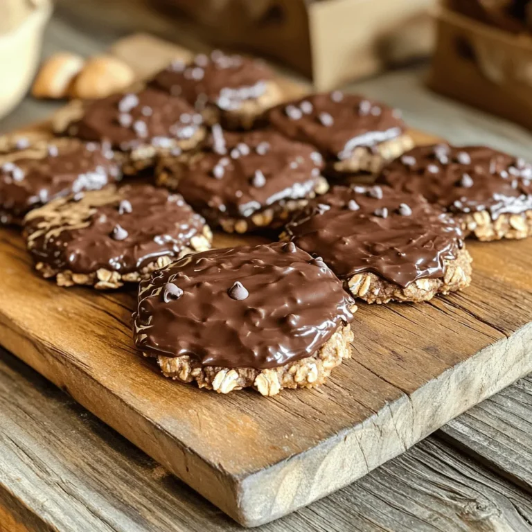 - 1 cup rolled oats - 1/2 cup creamy peanut butter - 1/2 cup honey or maple syrup - 1/4 cup unsweetened cocoa powder - 1/4 cup coconut oil, melted - 1 teaspoon vanilla extract - 1/4 cup mini chocolate chips (optional) - Pinch of salt To make these no-bake chocolate oatmeal cookies, you need simple ingredients. Each one plays a key role in creating flavor and texture. - Suggested nut butters: Try almond or cashew butter for a twist. - Alternative sweeteners: Maple syrup works well if you want a different flavor. - Gluten-free options: Use certified gluten-free oats to keep it safe for all. Using these ingredients can help you make a cookie that fits your taste. Feel free to switch things up! If you want to go beyond the basic recipe, these variations can give you new ideas. Check out the Full Recipe for more details on how to put it all together. Making no-bake chocolate oatmeal cookies is quick and fun. The prep time is just 10 minutes. The total time is about 40 minutes, including chilling. Each step is important for making tasty cookies. Following these steps ensures you get the right texture and flavor. Step 1: Combine ingredients in the saucepan Start by taking a medium saucepan. Add the melted coconut oil, honey (or maple syrup), unsweetened cocoa powder, and creamy peanut butter. Heat this mixture over low heat. Stir it continuously until smooth. Make sure there are no lumps, as this makes the cookies nice and creamy. Step 2: Stir in vanilla and salt Once the mixture is smooth, remove the saucepan from the heat. Stir in the vanilla extract and add a pinch of salt. This salt enhances the sweet flavors and balances the cocoa. It makes a big difference in taste! Step 3: Mix oats with chocolate mixture In a large bowl, place the rolled oats. Pour the warm chocolate mixture over them. Use a spatula or wooden spoon to mix it well. Make sure all the oats are coated in the chocolate. This chocolatey goodness is what makes these cookies special. Now it's time to shape the cookies. Use a tablespoon or cookie scoop to portion out heaping spoonfuls. Place them onto a parchment-lined baking sheet. Gently flatten each mound to form cookie shapes. Once shaped, move the baking sheet to the refrigerator. Let the cookies set for at least 30 minutes. This helps them firm up and hold their shape. After they set, they are ready to enjoy! You can store any leftovers in an airtight container in the fridge. 1. Overheating the mixture When you heat the chocolate mixture, keep the heat low. If it gets too hot, the mixture can burn. This ruins the flavor and texture. Stir it gently until smooth and remove it from heat. 2. Not allowing enough time to set After you shape the cookies, let them chill. I recommend at least 30 minutes in the fridge. If you skip this step, they may fall apart when you try to eat them. - Storing methods for desired texture For a chewy texture, keep the cookies in an airtight container in the fridge. If you want them firmer, use a freezer-safe bag and freeze them. They can last for up to three months frozen. - Using parchment paper vs. greasing the pan Parchment paper works best for these cookies. It keeps them from sticking and makes cleanup easy. Greasing can leave a greasy residue that affects the taste. - Serving suggestions Serve the cookies on a rustic wooden board or a colorful plate. They look great and taste even better! Pair them with a cold glass of milk or a warm cup of coffee for a delightful treat. - Garnishing ideas You can drizzle some melted chocolate over the top for extra flair. Add some colorful sprinkles or chopped nuts for a fun twist. This makes your treats not only tasty but also pretty to look at. {{image_4}} You can easily change the taste of these cookies. Adding nuts or dried fruits gives them extra crunch and flavor. Try walnuts, almonds, or even raisins for a sweet burst. You can also use flavored protein powders. This adds a unique twist and boosts the health factor. Chocolate or vanilla protein powder works well. If you want vegan options, swap honey for maple syrup. This keeps the cookies plant-based. You can also use almond butter instead of peanut butter. For keto adaptations, use a low-carb sweetener like erythritol. This change helps keep the cookie sweet without the carbs. Make these cookies festive by adding holiday flavors. Think of cinnamon for fall or peppermint for winter. Changing the type of chocolate can also impact taste. Use dark chocolate for a rich flavor, white chocolate for sweetness, or milk chocolate for a classic taste. Each variation brings something new to the table. For the full recipe, check out the No-Bake Chocolate Oatmeal Cookies section above! To keep your no-bake cookies fresh, use airtight containers. They keep moisture out and flavor in. You can also use plastic baggies for short-term storage. If you have extra cookies, refrigerate them. This helps maintain their chewy texture. For longer storage, freeze the cookies. Just make sure they are in a freezer-safe container. No-bake chocolate oatmeal cookies stay fresh for about one week in the fridge. In the freezer, they can last up to three months. Check for signs of spoilage, like an off smell or a change in texture. If they feel sticky or hard, it's time to toss them. To serve leftovers, you can enjoy the cookies cold right from the fridge. If you prefer them warm, place them in the microwave for a few seconds. This warms them up without drying them out. Both ways are delicious! Yes, you can swap peanut butter for other nut butters. Almond butter works well too. Sunflower seed butter is great for nut-free options. Each swap adds its own flavor. Just make sure the substitute is creamy. If you use a thicker butter, it may change the texture. If the mixture feels too runny, add more oats. Start with a few tablespoons at a time. Stir well after each addition. If it is still too wet, you might try adding a bit more cocoa powder. This helps thicken the mix without changing the taste much. These cookies have some healthy benefits. Oats provide fiber, which is good for digestion. Peanut butter adds protein, which helps you feel full. Honey or maple syrup gives natural sweetness. However, keep portion sizes in mind. They are still a treat and should be enjoyed in moderation. To make these cookies gluten-free, use certified gluten-free oats. Regular oats often have gluten. You can also check labels on peanut butter and sweeteners. This way, you know everything is safe to eat. Enjoy your gluten-free treats without worry! This blog post walked you through the easy steps to make no-bake chocolate oatmeal cookies. You learned about the key ingredients and how to mix them. We covered tips to avoid common mistakes and ideas for variations. Remember, you can swap ingredients based on your taste. Enjoy these cookies as a quick snack or treat. With simple prep and fun options, you’ll love making them. Happy baking!