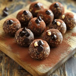Let’s gather the ingredients for your chocolate hazelnut energy balls. These snacks are simple to make and are packed with flavor. Here’s what you need: - 1 cup roasted hazelnuts - 1 cup Medjool dates, pitted - 1/2 cup rolled oats - 2 tablespoons cocoa powder - 1 tablespoon almond butter - 1 teaspoon vanilla extract - Pinch of sea salt - Optional: 1/4 cup mini dark chocolate chips Using roasted hazelnuts gives a rich taste. Medjool dates add natural sweetness and help bind the mix. Rolled oats provide texture and fiber, making these bites more filling. Cocoa powder adds a deep chocolate flavor. Almond butter brings a creamy element and healthy fats. Vanilla extract and sea salt enhance all the flavors. If you like, mini dark chocolate chips can add extra sweetness and fun. These ingredients come together to create a tasty snack you can enjoy anytime. For the full recipe, check the description above! To make chocolate hazelnut energy balls, start by chopping the hazelnuts. Use a food processor for this task. Pulse the hazelnuts until they are finely chopped. Be careful not to blend them into a paste. Once done, transfer the chopped hazelnuts to a bowl and set them aside. Next, blend the mixture. In the same food processor, add the pitted Medjool dates, rolled oats, cocoa powder, almond butter, vanilla extract, and a pinch of sea salt. Blend these ingredients until the mixture is sticky. It should hold its shape when pressed together. Now, it's time to portion the mixture. With clean hands, scoop out small portions of the mix. Aim for about 1 inch in diameter for each ball. Roll them into smooth shapes. After rolling, arrange the energy balls on a baking sheet lined with parchment paper. Place the baking sheet in the refrigerator. Chill them for at least 30 minutes. This helps them firm up nicely. When serving your energy balls, think about presentation. Place them in a decorative bowl. For a nice touch, sprinkle some cocoa powder or cacao nibs on top. This not only adds flavor but also makes them look more appealing. Enjoy your healthy snack! For the complete recipe, check out [Full Recipe]. To avoid a paste consistency, chop the hazelnuts until they are fine. Do not over-blend them in the food processor. This keeps the crunchiness. After mixing the ingredients, blend just enough to hold the shape. You want sticky, not smooth. For even distribution, add the chopped hazelnuts last. Pulse the mixture lightly to mix everything. If you add chocolate chips, fold them in gently. This keeps their shape and flavor intact. To boost flavor, consider adding spices like cinnamon or nutmeg. A little pinch can brighten the energy balls. You can also try extracts like almond or coconut for new tastes. Incorporating other nuts or seeds can add variety. Walnuts or pumpkin seeds work well. They add extra nutrition and crunch. These energy balls are packed with nutrition. Hazelnuts give healthy fats and protein. Dates add natural sweetness and fiber. Oats provide whole grains for energy. Eating these energy balls can give you a quick energy boost. They are great for snacks or before workouts. Plus, they are easy to make and packed with goodness. {{image_4}} You can mix things up with different flavors. Try peanut butter chocolate energy balls for a nutty twist. Just swap almond butter for peanut butter in the recipe. The taste will be rich and creamy. Another option is coconut almond energy balls. Use almond butter and add shredded coconut. This gives a tropical vibe to your snack. If you follow a vegan diet, you can still enjoy these energy balls. All the ingredients are plant-based. For gluten-free options, make sure to use certified gluten-free oats. If you have nut allergies, replace hazelnuts with sunflower seeds. This keeps the recipe safe while still being tasty. You can change the ingredients based on the season. In the summer, add dried fruits like cranberries or apricots. These fruits add a burst of flavor. In the fall, consider adding spices like cinnamon or nutmeg. These spices warm up the taste, perfect for cozy days. You can also use seasonal nuts, like pecans in winter, to keep things fresh. Feel free to explore these variations to find your favorite twist on the classic chocolate hazelnut energy balls. For the full recipe, check the earlier sections in this article. Store your chocolate hazelnut energy balls in an airtight container. This keeps them fresh. You can place them in the fridge or freezer. Refrigeration works well for short-term storage. Freezing is best for long-term storage. If you freeze them, wrap each ball in parchment paper. Then, place them in a freezer-safe bag. This helps to prevent freezer burn. In the refrigerator, these energy balls last up to two weeks. Always check for signs of spoilage. If they smell sour or look dry, toss them out. Fresh energy balls should be soft and moist. If they feel hard or crumbly, it’s time to let them go. A serving size is about one energy ball. This makes it easy to manage your snacks. To prepare ahead, you can make a big batch. Roll the balls and store them in the fridge. This way, you always have a healthy snack ready to go. You can also pack a few for on-the-go munching. Check out the [Full Recipe] for more details! Chocolate hazelnut energy balls last up to two weeks in the fridge. Store them in an airtight container to keep them fresh. If you freeze them, they can last for about three months. Just remember to thaw them before eating. Yes, you can make these energy balls ahead of time. They are perfect for meal prep. Just roll them into balls and store them in the fridge. This way, you’ll always have a quick snack ready! If you don’t have Medjool dates, you can use other dried fruits like figs or prunes. They give a similar sweetness and texture. Make sure to chop them well so they blend nicely with the other ingredients. Absolutely! Kids love the sweet taste and chewy texture. They are a great snack for after school. Plus, you can get creative and add fun toppings or mix-ins. To boost the protein in these energy balls, add a scoop of protein powder. You can also mix in some chia seeds or flaxseeds. These additions will not only add protein but also enhance the nutritional value. These energy balls are tasty and fun to make. We covered how to choose ingredients, prepare, and serve them. You learned about variations and how to store them well. These bites boost energy and taste great, whether you enjoy them as a snack or a quick meal. Experiment with flavors or add different nuts to keep things fresh. With these tips, you'll create snacks that everyone will love. Keep enjoying your journey with these energy balls!