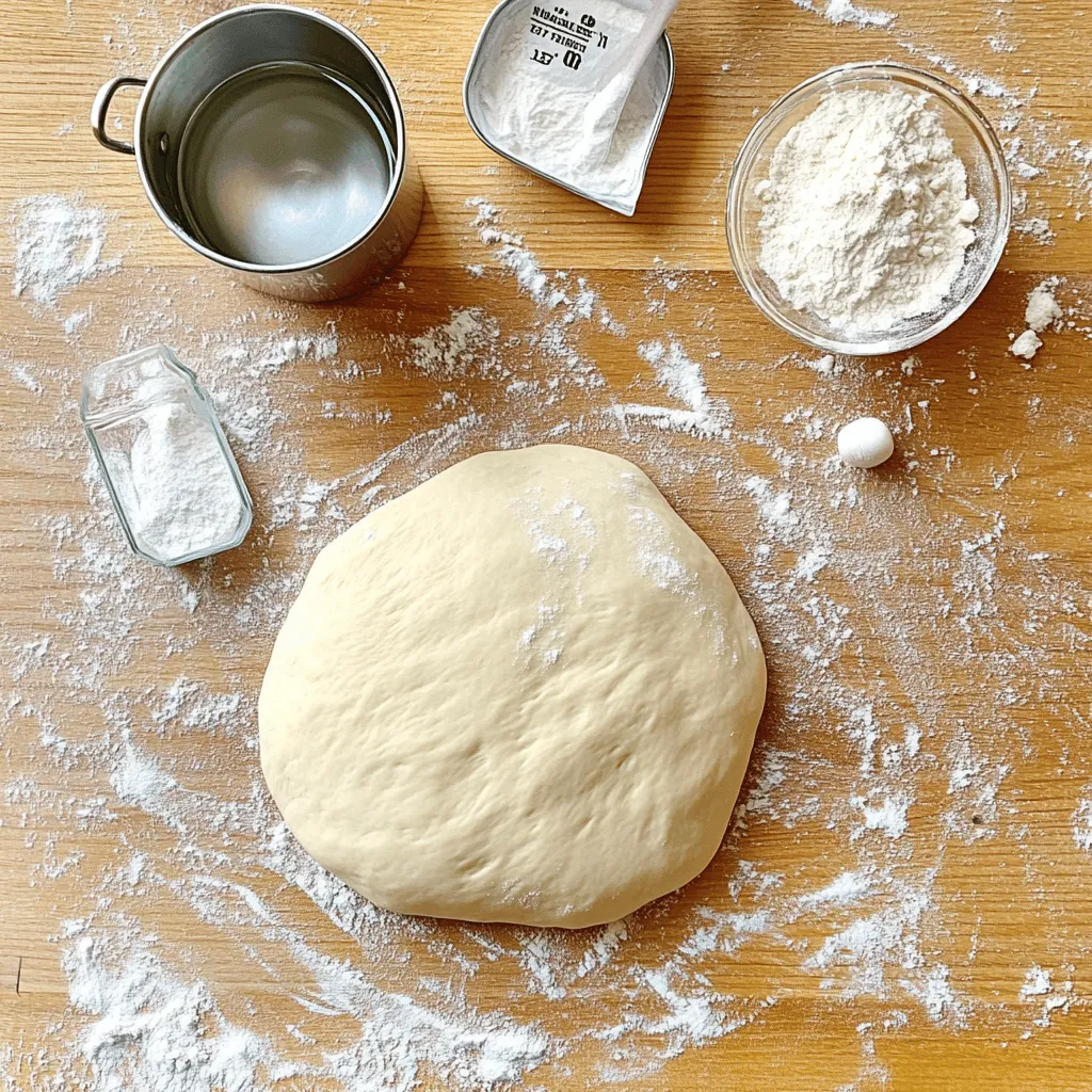 To make the best pizza dough, you need simple ingredients. Here’s what you will need: - 2 ½ cups all-purpose flour - 1 teaspoon instant yeast - 1 teaspoon sugar - 1 teaspoon salt - ¾ cup warm water (about 110°F or 43°C) - 1 tablespoon olive oil - Extra flour for dusting These ingredients work together to create soft and tasty dough. The yeast helps it rise, while the flour gives it structure. You can add fun flavors to your dough! Here are some ideas: - 1 teaspoon garlic powder - 1 teaspoon dried oregano - 1 teaspoon dried basil - A pinch of crushed red pepper flakes Mix these in with the dry ingredients. They add extra flavor to your crust, making it special. Using the right tools makes cooking easier. For this recipe, you will need: - Large mixing bowl - Fork or hands for mixing - Clean surface for kneading - Damp cloth or plastic wrap for covering - Rolling pin (optional) - Pizza stone or baking sheet Having these tools ready will help you make your dough with ease. Enjoy the process, and soon you'll have fresh homemade pizza dough! For the complete recipe, check out the Full Recipe. Start by gathering your ingredients. You need flour, yeast, sugar, and salt. In a large bowl, mix 2 ½ cups of all-purpose flour with 1 teaspoon of instant yeast, 1 teaspoon of sugar, and 1 teaspoon of salt. Stir them well. Mixing these dry ingredients evenly helps the dough rise properly. Next, you’ll combine the wet and dry parts. Make a well in the center of your dry mixture. Pour in ¾ cup of warm water and 1 tablespoon of olive oil. Warm water helps activate the yeast. Use a fork or your hands to stir it all together. Mix until you see a shaggy dough forming. This is the start of your pizza dough. Now, it's time to knead. Transfer the dough to a lightly floured surface. Knead the dough for about 8-10 minutes. Sprinkle more flour as needed to keep it from sticking. You want the dough to be smooth and elastic. Once done, shape it into a ball. Place it in a bowl coated with olive oil. Cover it with a damp cloth. Let it rise for about 1 hour in a warm spot. After it doubles in size, your dough is ready to use! For the full recipe, check out the Easy Peasy Homemade Pizza Dough section. To get the best dough texture, start with fresh ingredients. Use high-quality flour for a strong base. Mix the dry ingredients well before adding water. This helps the yeast activate better. When kneading, look for a smooth and elastic feel. If the dough sticks to your hands, sprinkle more flour. Knead until it feels soft and silky. Letting the dough rest is key. Cover it well to keep it moist. Place it in a warm area, away from drafts. A warm oven (turned off) works well. Allow the dough to rise until it doubles in size. This usually takes about an hour. Watch for bubbles forming in the dough, which shows it's ready. One mistake is not measuring ingredients properly. Use dry measuring cups for flour and liquids. Another mistake is skipping the kneading step. This step builds gluten, giving the dough strength. Avoid using cold water; it slows yeast growth. Lastly, don’t rush the rising time. A good rise makes a big difference in your pizza. {{image_4}} You can make pizza dough gluten-free. Use a blend of gluten-free flour. Mix it with the same yeast, sugar, and salt as in the regular dough. Add xanthan gum for better texture. This helps bind the dough. Follow the same steps from the Full Recipe. It will rise and bake like regular dough. Whole wheat flour adds a nutty flavor and extra nutrients. Replace half of the all-purpose flour with whole wheat flour. Keep the other ingredients the same. The dough will be denser and richer. You may need to add a bit more water. This dough works well for a hearty pizza base. You can spice up your dough with flavors. For herb-infused dough, add dried herbs like oregano or basil to the dry mix. For garlic flavor, mix minced garlic into the wet ingredients. These options make your crust delicious. Experiment with different spices to find your favorite. If you have leftover pizza dough, store it in a bowl. Lightly coat the bowl with olive oil. Cover the bowl with plastic wrap or a damp cloth. This will keep the dough moist. Place it in the fridge for up to three days. When you are ready to use it, take it out to warm up. Let it sit for about 30 minutes before rolling it out. You can freeze pizza dough for later use. First, shape the dough into a ball. Wrap it tightly in plastic wrap. Then place it in a freezer bag. Label the bag with the date. The dough can stay frozen for up to three months. When you want to use it, move it to the fridge overnight. Let it thaw slowly and rise at room temperature for about an hour. To reheat leftover pizza, use your oven for the best results. Preheat the oven to 375°F (190°C). Place the pizza on a baking sheet. Heat for about 10-15 minutes. This keeps the crust crispy. You can also use a skillet. Heat it over medium heat, then cover it. Cook for about 5-8 minutes. This method warms the pizza without making it soggy. Enjoy your tasty leftovers! Yes, you can make pizza dough ahead of time. To do this, prepare the dough as usual. After kneading, let it rise until it doubles in size. Then, punch it down and shape it into a ball. Wrap it tightly in plastic wrap and store it in the fridge for up to 3 days. When you're ready to use it, take it out and let it warm up for about 30 minutes. This gives the dough a nice texture when you roll it out. If you don’t have all-purpose flour, you can use bread flour. It gives the dough a chewier crust. You can also try whole wheat flour for a healthier option. Just remember, whole wheat flour needs extra water as it absorbs more. For a gluten-free option, substitute with a gluten-free flour blend. Make sure it has xanthan gum to help with texture. To check if your dough has risen enough, look for it to double in size. You can gently poke the dough with a finger. If the indentation stays, it is ready. If it springs back, give it more time. The dough should feel light and airy, showing that the yeast has done its job well. Trust your senses, and you will get the best results! Homemade pizza starts with the right dough. We covered essential ingredients, equipment, and step-by-step mixing. I shared tips to avoid mistakes and achieve the best texture. You can also explore dough variations like gluten-free or flavored options. Plus, I showed you how to store dough for later use. With these insights, you can make delicious pizza right at home, every time. Enjoy your pizza-making journey!