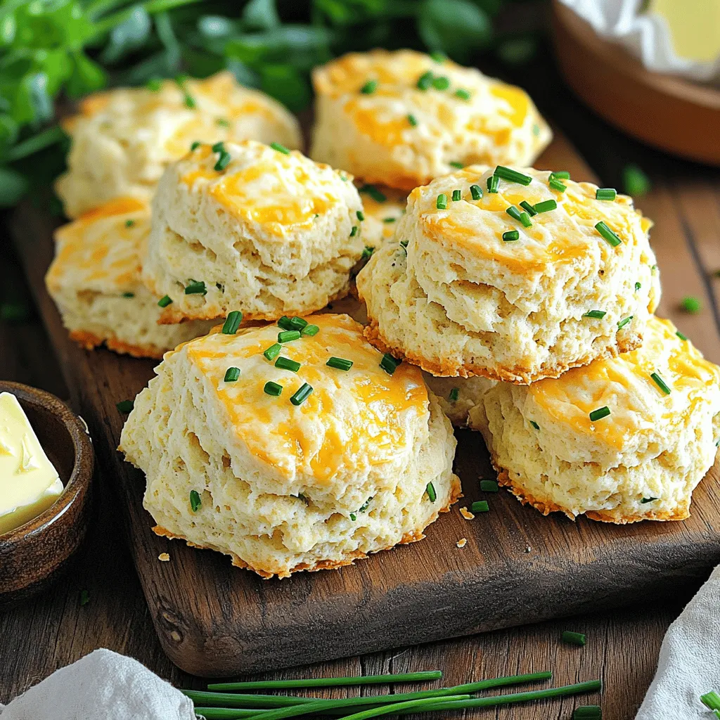 To make these tasty scones, you need a few key ingredients. Here’s what you will need: - 2 cups all-purpose flour - 1 tablespoon baking powder - 1/2 teaspoon salt - 1/4 teaspoon black pepper - 1/2 cup cold unsalted butter, cubed - 1 cup sharp cheddar cheese, finely grated - 1/4 cup fresh chives, finely chopped - 2/3 cup whole milk - 1 large egg (for egg wash) These ingredients work together to create a rich and savory flavor. The sharp cheddar gives a nice bite, while the chives add a fresh touch. You can add fun twists to your scones. Here are some optional ingredients to consider: - Crumbled bacon for a smoky flavor - Sun-dried tomatoes for a burst of sweetness - Different cheeses like feta or pepper jack for new tastes Using these optional ingredients can make each batch unique. Feel free to mix and match to find your favorite combination! If you have dietary needs, you can still enjoy these scones. Here are some easy swaps: - Use gluten-free flour instead of all-purpose flour for a gluten-free version. - Swap the butter for coconut oil or vegan butter for a dairy-free option. - Substitute almond milk or soy milk for whole milk to make it dairy-free. These substitutions keep the flavor while meeting your dietary needs. Enjoy the process and make it your own! First, preheat your oven to 400°F (200°C). Line a baking sheet with parchment paper. In a mixing bowl, combine 2 cups of all-purpose flour, 1 tablespoon of baking powder, 1/2 teaspoon of salt, and 1/4 teaspoon of black pepper. Whisk these dry ingredients well. Next, add 1/2 cup of cold, cubed unsalted butter. Use your fingertips or a pastry cutter to mix the butter until it looks like coarse crumbs, with some larger pieces for flakiness. Now, fold in 1 cup of finely grated sharp cheddar cheese and 1/4 cup of finely chopped fresh chives. Mix until they are evenly spread throughout. Gradually pour in 2/3 cup of whole milk while gently mixing with a fork. Stop as soon as the dough starts to come together. This keeps your scones light and fluffy. Lightly flour a clean surface and place the dough on it. Knead the dough gently just a few times to combine everything. Shape the dough into a round disc that is about 1 inch thick. With a sharp knife, cut the disc into 8 wedges. You can also use a round cutter for classic scone shapes. Place the pieces on the prepared baking sheet, leaving enough space for them to rise. In a small bowl, beat 1 large egg until smooth. Use a pastry brush to coat the tops of the scones with the egg wash. This gives them a nice golden color when baked. Now, place your baking sheet in the preheated oven. Bake the scones for 15-20 minutes. They should be golden brown and sound hollow when tapped on the bottom. Once baked, let them cool on the sheet for a few minutes. Then, transfer them to a wire rack or serving platter. For the full recipe, check the earlier section. Enjoy your warm, savory cheddar and chive scones! To get the best texture, keep your butter cold. When you mix it with flour, it should be in small pieces. This helps make your scones flaky. I recommend using your fingers or a pastry cutter. Aim for a mix that looks like coarse crumbs. Fresh ingredients make a big difference. Use sharp cheddar cheese for a strong taste. Chives should be fresh and bright green. If you can, buy them from a local market. Fresh ingredients add life to your scones and can transform your meal. Don’t overwork your dough. Mix just until it comes together. Over-kneading makes scones tough. Also, avoid skipping the egg wash. It gives your scones a lovely golden color. Lastly, make sure your oven is preheated. This helps them rise well and bake evenly. For a full recipe, check out the [Full Recipe] section. {{image_4}} You can switch up the cheese for different tastes. Try using Gruyère for a nutty flavor. Or go with feta for a salty twist. Each cheese brings its own charm to the scones. Mixing cheeses can also give you a fun blend. Experimenting is part of the fun! Herbs can add a burst of freshness. Basil or parsley can brighten the flavor. You can also use dill for a unique taste. Adding herbs gives your scones a garden-fresh note. Don’t be afraid to mix different herbs for a special touch. You’ll love the new flavors you create! If you want a change, try sweet scones. Replace cheese and chives with fruits like blueberries. Add sugar and a hint of vanilla for sweetness. Sweet scones are great for breakfast or tea time. They provide a nice contrast to the savory ones. You can enjoy both styles for variety! For the full details on making these delightful scones, check out the Full Recipe. To keep your savory cheddar and chive scones fresh, store them in an airtight container. This method helps retain moisture and prevents them from drying out. If you plan to eat them within a day or two, this method works perfectly. - Cool completely before storing. - Layer with parchment paper if stacking. - Avoid the fridge; cold air can make them tough. When you want to enjoy a warm scone, reheating is simple. You can use an oven or a microwave. - Oven method: Preheat to 350°F (175°C). Place scones on a baking sheet. Heat for about 5-10 minutes, or until warm. - Microwave method: Place a scone on a microwave-safe plate. Heat for 10-15 seconds. Check for warmth, adding more time if needed. Freezing scones is a great way to keep them delicious for longer. This method lets you enjoy them anytime. - Cool completely before freezing. - Wrap each scone in plastic wrap. - Place wrapped scones in a freezer bag. Remove as much air as possible. You can freeze them for up to three months. When ready to eat, thaw in the fridge overnight then reheat. For the full recipe, check the link above. You can tell your scones are done when they turn golden brown. When you tap the bottom, it should sound hollow. This means they cooked well. The baking time usually ranges from 15 to 20 minutes. Keep an eye on them as ovens can vary. Enjoy the lovely aroma; it’s a good sign! Yes, you can make the dough ahead of time. After mixing, wrap it tightly in plastic wrap. Store it in the fridge for up to 24 hours. When you're ready to bake, just roll it out and cut it. This makes it easy for busy days. Just remember to let it warm a bit before baking. Savory cheddar and chive scones pair well with many things. Serve them with butter or cream cheese. They also go great with soup or salad. Try topping them with avocado or smoked salmon. For a special touch, add a sprinkle of extra chives on top. They make a perfect snack or brunch item. - Full Recipe: Savory Cheddar and Chive Scones You now have all the tools to bake perfect savory cheddar and chive scones. We covered essential and optional ingredients, plus fun variations to try. I shared step-by-step instructions to guide your baking. Remember, fresh ingredients and avoiding common mistakes will make a big difference. Enjoy experimenting with flavors and storing them for later use. These scones can be a great treat any time. Take your time and have fun baking!
