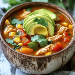 For a quick and flavorful meal, here’s what you need for Easy Chicken Fajita Soup: - 1 lb boneless, skinless chicken breasts, diced into bite-sized pieces - 1 tablespoon olive oil - 1 large onion, thinly sliced - 1 red bell pepper, thinly sliced - 1 green bell pepper, thinly sliced - 2 cloves garlic, minced - 1 can (15 oz) black beans, thoroughly drained and rinsed - 1 can (15 oz) diced tomatoes with green chilies - 4 cups chicken broth - 1 tablespoon chili powder - 1 teaspoon ground cumin - 1 teaspoon smoked paprika - Salt and freshly cracked pepper, to taste - 1 cup corn (use frozen or drained canned corn) - Juice of 1 fresh lime - Fresh cilantro, finely chopped (for garnish) - Slices of ripe avocado (for topping) Easy Chicken Fajita Soup relies on fresh and pantry staples. The chicken brings protein. Onions and peppers add crunch and flavor. Garlic boosts taste. Black beans add fiber and texture. Diced tomatoes with green chilies give a tangy kick. Chicken broth ensures the soup is rich and comforting. You can enhance the soup with toppings. Fresh cilantro adds brightness. Creamy avocado adds richness. A squeeze of lime gives a fresh finish. These garnishes make each bowl feel special and inviting! To start, gather your chicken and vegetables. Use 1 lb of boneless, skinless chicken breasts. Dice them into bite-sized pieces. This helps them cook evenly. Next, slice 1 large onion and 1 red and 1 green bell pepper. Thin slices blend well into the soup. Mince 2 cloves of garlic, which will add great flavor. Heat 1 tablespoon of olive oil in a large pot or Dutch oven over medium heat. Once hot, add the chicken pieces. Cook them for 5-7 minutes, stirring often until they turn golden brown. This step seals in juices and flavor. Add the sliced onion and bell peppers to the pot. Cook for 4-5 minutes until they soften. Stir in the minced garlic for about 1 minute. You want it fragrant but not brown. Next, pour in 1 can of diced tomatoes with green chilies and 4 cups of chicken broth. Add 1 can of black beans, drained and rinsed, and 1 cup of corn. Mix everything well. Season the soup with 1 tablespoon of chili powder, 1 teaspoon of ground cumin, 1 teaspoon of smoked paprika, salt, and cracked pepper. Turn up the heat to bring the soup to a gentle boil. Then lower to a simmer. Cover the pot and let it cook for 15-20 minutes. Stir occasionally. This time allows all the flavors to blend perfectly. Just before serving, stir in the juice of 1 fresh lime. This adds a bright flavor. Serve the soup hot in bowls. Top each bowl with chopped fresh cilantro and slices of creamy avocado. For the full recipe, check the earlier section. Enjoy your delicious Easy Chicken Fajita Soup! To make the best chicken fajita soup, use two main methods: sautéing and simmering. Start by sautéing the chicken in olive oil. This creates a nice sear. It adds great flavor. Cook the chicken for about 5-7 minutes until it is golden. Next, add your onions and peppers. Sauté these for 4-5 minutes until they soften. This step builds a strong base for your soup. After you add the rest of the ingredients, simmer the soup. Keep it on low heat for 15-20 minutes. This helps the flavors blend. It makes the soup richer and tastier. Stir occasionally to prevent sticking. To boost the flavor, consider adding a few extra spices. You can add a pinch of cayenne for heat. If you like smoke, try adding more smoked paprika. Fresh lime juice gives a bright taste. Add it just before serving for the best flavor. Fresh cilantro adds freshness, too. These small tweaks can make your soup shine. For this recipe, you need a few key tools. A large pot or Dutch oven works best for cooking. Use a sharp knife for slicing your veggies. A cutting board is essential for safe chopping. A wooden spoon helps stir the soup without scratching the pot. These tools make cooking easy and fun. For the full recipe, check the detailed instructions above. {{image_4}} You can change the protein in your soup. Feel free to use shredded rotisserie chicken, turkey, or even tofu. For veggies, swap in zucchini or mushrooms. These swaps add new flavors and textures. You can even try different beans like kidney or pinto beans. Each change makes the soup unique. If you want a gluten-free version, use gluten-free broth. Most canned goods are gluten-free, but check the labels. For a vegetarian option, skip the chicken and double the beans. You can add more veggies like carrots or spinach. This keeps the soup hearty and satisfying. To make the soup mild, skip the chili powder and use sweet paprika instead. If you want more heat, add jalapeños or cayenne pepper. You can also use hot salsa for a spicy kick. Adjust the spices until you find your perfect level. Cooking is all about your taste! To store leftovers of your Easy Chicken Fajita Soup, allow it to cool first. Then, place it in an airtight container. This keeps the soup fresh and safe to eat. You can store it in the fridge for up to three days. When you're ready to enjoy it again, just take it out and reheat. If you want to save some for later, freezing is a great option. Pour the cooled soup into freezer-safe bags or containers. Leave some space at the top, as it will expand when frozen. You can freeze it for up to three months. When you want to eat it, move it to the fridge to thaw overnight. To reheat the soup, pour it into a pot over medium heat. Stir it often to prevent sticking. Heat until it's hot all the way through. If you want to keep the flavor fresh, add a splash of lime juice before serving. Enjoy your soup just like the first time! Yes, you can use rotisserie chicken. It saves time and adds flavor. Just shred the chicken and add it to the pot during the last 10 minutes of cooking. This keeps it moist and delicious. You can also skip the first steps of cooking raw chicken. This way, you speed up the recipe and still enjoy great taste. To make your soup spicier, add diced jalapeños or a pinch of cayenne pepper. You can also mix in hot sauce to your taste. Another option is to use spicy diced tomatoes instead of regular ones. Start with a small amount, then taste and adjust as needed. This way, you can find the right heat level for your liking. This soup pairs well with tortilla chips or warm bread. You can also serve it with a side salad for a fresh touch. Slices of lime or fresh avocado on top add a great flavor boost. If you want to make it a full meal, add rice or quinoa for extra filling. Enjoy your delicious soup with these tasty sides! This blog post showed you how to make Easy Chicken Fajita Soup. We covered essential ingredients, step-by-step cooking, and tips for perfect flavor. You learned about fun variations and how to store leftovers well. Remember, you can adjust heat levels to suit your taste. Experiment with garnishes or try different proteins to keep things fresh. Enjoy every sip of your delicious soup, and share it with friends!