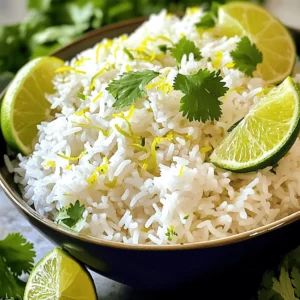 To make coconut lime rice, you'll need the following ingredients: - 1 cup jasmine rice - 1 can (13.5 oz) coconut milk - 1 cup water - 1 tablespoon lime zest - 2 tablespoons fresh lime juice - 1 teaspoon sugar (optional) - ½ teaspoon salt - Fresh cilantro, chopped (for garnish) - Lime wedges (for serving) Choosing the right ingredients makes a big difference. Use high-quality jasmine rice for the best texture. Look for coconut milk that is creamy and rich. This adds a nice flavor to the rice. Fresh limes are key for bright taste. Always buy limes that feel heavy for their size; these are juicier. When it comes to cilantro, fresh is best. Dried herbs just won't give the same punch. If you can’t find jasmine rice, you can use basmati rice instead. It has a nice aroma and cooks well. For a dairy-free option, use a coconut cream instead of coconut milk for a richer taste. If you don't have fresh limes, lime juice in a bottle will work, but fresh is always better. You can skip the sugar if you prefer no sweetness. Just remember to adjust the salt to keep the flavor balanced. To start, rinse the jasmine rice well under cold water. Keep rinsing until the water runs clear. This step is key to fluffy rice. Next, gather your ingredients. You will need one cup of jasmine rice, one can of coconut milk, one cup of water, one tablespoon of lime zest, and two tablespoons of fresh lime juice. Also, have one teaspoon of sugar and half a teaspoon of salt ready. For garnish, chop fresh cilantro and have some lime wedges on hand. In a medium saucepan, mix the rinsed rice with coconut milk, water, salt, and sugar if you choose. Stir gently to combine everything well. Place the saucepan over medium-high heat and bring it to a boil. When it bubbles, reduce the heat to the lowest setting. Cover the saucepan tightly and let it simmer for about 15 minutes. This allows the rice to absorb all the liquid. Once done, remove it from heat but leave the lid on for another 10 minutes. This resting period makes the rice even fluffier. After resting, fluff the rice with a fork to separate the grains. Now, fold in the lime zest and fresh lime juice gently. Taste the rice to see if it needs more salt or lime juice. Serve the coconut lime rice warm. Garnish with cilantro and add lime wedges for a fresh touch. This dish pairs well with grilled chicken or fish and adds a tropical flair to any meal. For the complete recipe, refer to the Full Recipe section. One mistake is not rinsing the rice. Rinsing removes extra starch and makes the rice fluffy. Another error is using too much heat while cooking. This can burn the rice or make it sticky. Keep the heat low once it boils. Also, don’t skip the resting time after cooking. Letting it sit helps the rice absorb flavors better. To get the best texture, use jasmine rice. It has a lovely aroma and a soft bite. Make sure to measure the liquid carefully. The right ratio of coconut milk and water is key. If you want creamier rice, add more coconut milk. If it’s too wet, cook it without the lid for a few minutes. You can add other ingredients to spice things up. For a tropical twist, mix in some diced pineapple. If you like heat, toss in a pinch of chili flakes. Adding fresh herbs like mint can also brighten the dish. For a savory note, try a squeeze of fish sauce. These options can elevate your coconut lime rice to a new level. For the full recipe, check out the sections above. {{image_4}} You can take coconut lime rice to new heights with fun flavors. Add pineapple for a sweet twist. Just mix in small chunks of fresh pineapple after cooking. This brightens the dish and adds a tropical flair. You can also try adding spices. A pinch of cumin gives a warm taste. If you like heat, add a bit of chili powder. For a fresh note, toss in some green onions or even a dash of ginger. Each of these options will change the dish and make it even more exciting! Coconut lime rice is easy to adjust for different diets. To make it vegan, just stick to the basic recipe. Use only coconut milk and water. You won’t need any animal products. It is already gluten-free too! Always check your coconut milk brand for gluten. Some brands might add gluten during processing. This dish can fit into many diets without much change. Coconut lime rice pairs well with many main dishes. It goes great with grilled chicken or shrimp. The light flavors complement the rich taste of the meat. You can also serve it alongside fish tacos for a fun dinner. If you want a vegetarian option, try it with black beans and veggies. This adds a colorful and healthy touch to your plate. The Full Recipe for coconut lime rice is versatile, so feel free to mix and match! To store leftover coconut lime rice, let it cool first. Place it in an airtight container. This keeps moisture in and prevents drying out. Make sure to seal it well. Label the container with the date. This helps you keep track of freshness. When you want to reheat the rice, add a splash of water. This helps restore moisture. You can use a microwave or stovetop. For the microwave, heat it in short bursts. Stir it in between to ensure even warming. On the stovetop, use low heat and stir often. Coconut lime rice lasts about four days in the fridge. If you want to keep it longer, freeze it. It can stay in the freezer for up to three months. When freezing, use a freezer-safe container. Make sure to leave some space for expansion. When you’re ready to eat, thaw it in the fridge overnight. Then, reheat as mentioned before. Enjoy your delicious coconut lime rice anytime! To make Coconut Lime Rice vegan, simply use coconut milk. The main ingredient is already vegan. Ensure you skip any non-vegan toppings. You can add extra veggies, like peas or bell peppers, for more flavor and nutrients. Yes, you can use brown rice instead of jasmine rice. Brown rice has a nuttier flavor and takes longer to cook. Adjust your water and cooking time. Use about 1 ½ cups of water for 1 cup of brown rice. Cook for about 40-45 minutes instead of 15. Coconut Lime Rice pairs well with many dishes. Here are some great options: - Grilled chicken or shrimp - Spicy curry - Tacos or burritos - Stir-fried vegetables - Black bean salad These dishes complement the rice's creamy and zesty flavor. Enjoy this tasty side with your favorite main meals! You can check the Full Recipe for detailed cooking steps. This blog post covered every important detail for making Coconut Lime Rice. You learned about the best ingredients, preparation steps, and cooking tips. We also discussed storage options and common FAQs. By applying these ideas, you can make a tasty dish that suits your needs. Enjoy experimenting with flavors and variations to create your perfect Coconut Lime Rice. Happy cooking!