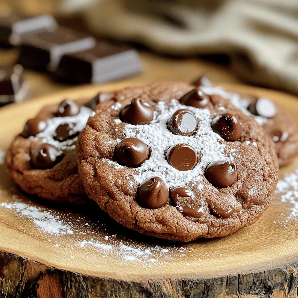 - 1 cup unsalted butter, softened to room temperature - 1 cup firmly packed brown sugar - 1/2 cup granulated sugar - 1 large egg - 2 teaspoons pure vanilla extract - 2 cups all-purpose flour - 1/2 cup unsweetened cocoa powder - 1 teaspoon baking soda - 1/2 teaspoon fine sea salt - 1 tablespoon instant coffee granules (or espresso powder) - 1 cup semi-sweet chocolate chips - 1/2 cup chopped walnuts (optional) When I bake these cookies, I always check my ingredients first. This helps me avoid any last-minute rush. Start with good quality butter; it makes a big difference. I prefer unsalted butter, as it lets me control the salt level. Mixing brown sugar and granulated sugar creates a nice balance of flavors. I love adding instant coffee granules. They enhance the chocolate taste without being too strong. If you don’t have instant coffee, espresso powder works well too. For those who like a little crunch, walnuts are a perfect choice. Measuring accurately is key. Use measuring cups for dry ingredients and a liquid measuring cup for wet ones. Level off the flour with a knife for precision. Do not pack it down; this can make your cookies dense. For the cocoa powder, scoop it gently. This keeps it light. If you’re unsure, weigh your ingredients for the best results. You can swap out some ingredients if needed. Use coconut oil instead of butter for a dairy-free option. Replace the granulated sugar with coconut sugar for a healthier touch. If you want to skip eggs, try a flax egg. Mix one tablespoon of ground flaxseed with three tablespoons of water. Let it sit for five minutes to thicken. These easy substitutions help everyone enjoy my mocha chocolate chip cookies. For the full recipe, check out the complete instructions above. First, gather all your ingredients. This makes the process smooth and fun. Start by preheating your oven to 350°F (175°C). Line a baking sheet with parchment paper. This helps cookies not stick. In a large mixing bowl, cream the softened butter, brown sugar, and granulated sugar. Use an electric mixer on medium speed. Mix until the mix is light and fluffy, about 2-3 minutes. Next, add one large egg and two teaspoons of pure vanilla extract. Mix until smooth. In another bowl, whisk together two cups of all-purpose flour, half a cup of cocoa powder, one teaspoon of baking soda, half a teaspoon of fine sea salt, and one tablespoon of instant coffee granules. Ensure no lumps exist for a good mix. Gradually add this dry mix to the wet mix. Stir on low speed until just combined. Do not overmix; this keeps the cookies soft. Now, gently fold in one cup of semi-sweet chocolate chips and half a cup of chopped walnuts, if you like added crunch. Using a cookie scoop or a tablespoon, drop rounded balls of dough onto the prepared baking sheet. Ensure to leave about two inches of space between each ball. This helps them spread while baking. Bake in the preheated oven for 10-12 minutes. The edges should look set, but the centers will stay soft. This is key for that perfect texture. After baking, take the cookies from the oven. Let them cool on the baking sheet for five minutes. This helps them firm up. Then transfer the cookies to a wire rack to cool completely. For serving, arrange warm cookies on a nice plate. You can add whipped cream or drizzle some melted chocolate on top. Dust them with powdered sugar for a lovely touch. Enjoy your mocha chocolate chip cookies! For the full recipe, check the earlier sections. To get soft and chewy cookies, you need to cream the butter and sugars well. Mix until fluffy but don’t overdo it. When you add the dry mix, fold gently. This keeps the cookies tender. The dough should feel soft but not runny. If it's too sticky, chill it for 30 minutes. This helps shape the cookies and makes them easier to handle. To boost the mocha flavor, use high-quality cocoa powder. You can also try different coffee types. Espresso powder adds a strong kick. For a twist, add a pinch of cinnamon or a splash of almond extract. These flavors blend well with chocolate and coffee. If you love nuts, mix in some hazelnuts for a special touch. Mix only until the dry ingredients disappear. Overmixing makes cookies tough. It develops the gluten in the flour too much. When you fold in chocolate chips, do it lightly. This keeps your cookies soft and delicious. If you see streaks of flour, that’s okay. A few lumps won’t hurt. Remember, less is more here! {{image_4}} You can make gluten-free mocha chocolate chip cookies using gluten-free flour. Just replace all-purpose flour with a 1:1 gluten-free flour blend. This change keeps the taste and texture similar. Make sure the blend has xanthan gum for better binding. To create a vegan version, swap the butter for coconut oil or vegan butter. Replace the egg with a flax egg, made by mixing one tablespoon of flaxseed meal with two and a half tablespoons of water. Let this sit for five minutes before adding it to the mix. Use dairy-free chocolate chips for a fully vegan treat! You can get creative by adding different nuts or types of chocolate. Try pecans or almonds for a new crunch. For chocolate, use dark chocolate chips for a richer flavor. You can even mix in white chocolate chips for a fun twist. The options are endless, and each change brings a unique taste! You can store the cookies at room temperature. Place them in an airtight container. They will stay fresh for about a week. Keep them in a cool, dry place. If they sit out too long, they may lose their soft texture. Freezing is a great option if you want to save some cookies. First, let them cool completely. Then, wrap each cookie in plastic wrap. Place the wrapped cookies in a freezer bag. They can last for up to three months in the freezer. When ready to eat, simply thaw them at room temperature. If you want warm cookies, reheating is easy. Preheat your oven to 300°F (150°C). Place the cookies on a baking sheet. Heat them for about 5-8 minutes. This will revive their soft, gooey center. Enjoy the fresh-out-of-the-oven taste again! For the full recipe, check the earlier section. Yes, you can use decaf coffee. It gives the same mocha taste without the caffeine. Just use the same amount of decaf as instant coffee. You will enjoy the rich flavor without the buzz. To make chewier cookies, try these tips: - Use more brown sugar than white sugar. - Chill the dough for at least 30 minutes before baking. - Bake for a shorter time, about 9-10 minutes. These changes keep moisture in the cookies, making them soft and chewy. If you lack instant coffee, use espresso powder instead. It works the same way and adds deep flavor. You can also brew strong coffee and reduce it to use in this recipe. Just make sure to cool it before adding it to the mix. Absolutely! Feel free to add more chocolate chips to the dough. You can increase it to 1 ½ cups or even more if you love chocolate. Just keep the balance of the dough in mind. Too many chips might make it hard to shape. For the full recipe and detailed instructions, check out the Mocha Delight Chocolate Chip Cookies. This blog post shared how to make delicious cookies using simple ingredients. We covered the key components, including butter, sugar, and chocolate chips. I showed you how to mix and bake them perfectly. Plus, we explored tips, variations, and storage ideas to keep your treats fresh. Remember, you can customize your cookies to suit your taste. Experiment with flavors and enjoy every bite. Happy baking!
