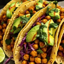 - 1 can (15 oz) chickpeas, thoroughly drained and rinsed - 1 tablespoon olive oil - 1 teaspoon smoked paprika - 1 teaspoon ground cumin - 1/2 teaspoon cayenne pepper - 1/2 teaspoon garlic powder - 1/2 teaspoon salt - 1/4 teaspoon freshly cracked black pepper - 8 small corn or flour tortillas - 1 ripe avocado, sliced - 1 cup finely shredded red cabbage - 1/2 cup fresh cilantro, chopped - 1 lime, cut into wedges - Hot sauce for extra spice These core ingredients create a tasty base for your tacos. The chickpeas pack a protein punch. The spices add warmth and flavor. You can always adjust the cayenne to fit your heat preference. If you want extra zing, a dash of hot sauce will do the trick. Serve your spicy chickpea tacos with lime wedges on the side. The lime juice adds a fresh twist. Arrange the tacos on a colorful platter. Garnish with cilantro sprigs and lime wedges. This makes your dish look appealing and fun. You can also serve them with a side of rice or a fresh salad to round out the meal. For a simple dessert, try fresh fruit to keep things light and refreshing. This recipe is quick and easy, so you can whip it up in no time. For the full recipe, check out the detailed instructions that follow. Enjoy your cooking! To start, I heat olive oil in a large skillet. I use medium heat until the oil shines. Next, I add the drained and rinsed chickpeas. This lets them sizzle and get warm. I then sprinkle smoked paprika, cumin, cayenne pepper, garlic powder, salt, and black pepper over the chickpeas. Stir the chickpeas well so they soak in the spices. I cook them for about 5-7 minutes, stirring often. This gives them a warm, crispy texture. While the chickpeas cook, I warm the tortillas. I either use a separate skillet or a microwave. I want them soft and easy to fold. This step is key for tasty tacos. When the chickpeas are ready, they should smell amazing and be slightly crispy. I check the seasoning and adjust if needed. Now it’s time to build the tacos! I take each tortilla and place a spoonful of the spicy chickpea mix in the center. Next, I add sliced avocado for creaminess. Then, I layer on shredded red cabbage for a nice crunch. Finally, I sprinkle fresh cilantro on top for brightness. I serve lime wedges on the side. A squeeze of lime adds a zesty finish. If you like heat, offer hot sauce for an extra kick. For the full recipe, check out the Zesty Spicy Chickpea Tacos section. To save time, use canned chickpeas. Rinse them well to remove the canning liquid. This step helps reduce sodium and enhances flavor. If you prefer dried chickpeas, soak them overnight. Cook them until tender, which takes about one hour. Soaking and cooking dried chickpeas takes longer but adds a nice touch. Warm your tortillas before using them. You can do this in a skillet or microwave. Heat them for about 20 seconds on each side in the skillet. This makes them soft and easy to fold. If you’re using corn tortillas, consider warming them until slightly charred for extra flavor. Add more spices to give your tacos a unique twist. Try chili powder or coriander for warmth. Fresh herbs like mint or parsley can add a refreshing note. You can also mix in some sautéed onions or bell peppers for more texture. Don’t forget, a squeeze of lime brightens everything up! For the complete process, check the Full Recipe. {{image_4}} If you want a different base, try black beans or lentils. Both are great sources of protein. They soak up flavors well and add a nice twist. You can add them in the same way as chickpeas. Just cook them until warm and mix in your spices. Taco toppings can change the whole dish. Try adding fresh tomatoes for sweetness or jalapeños for extra heat. You can use shredded carrots for crunch or corn for sweetness. Adding cheese or a dollop of sour cream can also make it richer. Each topping adds a new layer of flavor and texture. Adjusting the spice level is easy. If you like it mild, cut back on the cayenne pepper. You can also try using sweet paprika instead of smoked. For a spicy kick, add more cayenne or even some diced fresh chilies. Taste as you go to find your perfect heat level. For the full recipe and details, check out the [Full Recipe]. To keep your tacos fresh, store them in an airtight container. Place the chickpea mix and toppings separate from the tortillas. This way, the tortillas stay soft and do not get soggy. You can store them in the fridge for up to three days. When you want to enjoy the leftovers, reheat the chickpea mixture in a skillet over medium heat. Stir it for about five minutes until it's hot. Warm the tortillas quickly in the microwave for about 30 seconds. This keeps them soft and easy to fold. If you want to save the chickpea mix for later, freezing is a great option. Let the mixture cool down first. Then, place it in a freezer-safe bag or container. It will keep well for up to three months. When you’re ready to eat, thaw it in the fridge overnight and reheat as mentioned earlier. For the full recipe, check the details above. Yes, you can use dried chickpeas. Start by soaking them overnight. Rinse and cook them until they are soft. This process takes longer but adds a fresh taste. Canned chickpeas are quicker but less fresh. Both options work well in spicy chickpea tacos. You can serve many sides with spicy chickpea tacos. Here are some great ideas: - Mexican rice for a filling side. - Black beans for extra protein. - A fresh salad with lime dressing. - Grilled corn on the cob for a sweet touch. - Guacamole for creamy goodness. These sides add variety and flavor to your meal. To make these tacos gluten-free, use corn tortillas. They provide a nice texture and flavor. Always check the label to ensure they are gluten-free. You can also add gluten-free toppings like fresh veggies or avocado. Enjoy your tacos without worry! For the full recipe, check out the Zesty Spicy Chickpea Tacos. Spicy chickpea tacos are fun and tasty. This guide covered ingredients, preparation, tips, and variations. You can customize flavors and adjust spice levels. You learned how to store leftovers and make these tacos gluten-free. I hope you feel ready to make your own spicy chickpea tacos at home. Enjoy the cooking process and the delicious outcome!