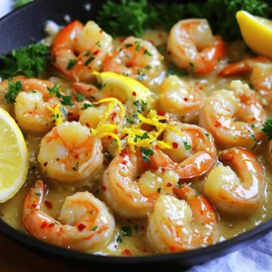 To make lemon garlic shrimp, gather these simple items: - 1 pound large shrimp, peeled and deveined - 4 cloves garlic, minced - 1/4 cup unsalted butter - Juice of 2 fresh lemons - Zest of 1 lemon - 1 tablespoon extra virgin olive oil - 1 teaspoon red pepper flakes - Salt and freshly ground pepper to taste - 1/4 cup fresh parsley, finely chopped - Optional: Lemon wedges for garnish You can swap the shrimp for other proteins, like chicken or tofu. For the butter, use olive oil or coconut oil for a different flavor. If you don’t have fresh lemons, lemon juice from a bottle works, but fresh is best. Instead of parsley, try basil or cilantro for a unique twist. Fresh shrimp taste great, but frozen shrimp are just as good. If using frozen shrimp, thaw them in the fridge overnight. This keeps them safe and tasty. Always check for quality. Look for shrimp that smell clean and fresh. Avoid any that smell fishy or have dark spots. First, gather your ingredients for lemon garlic shrimp. You’ll need: - 1 pound large shrimp, peeled and deveined - 4 cloves garlic, minced - 1/4 cup unsalted butter - Juice of 2 fresh lemons - Zest of 1 lemon - 1 tablespoon extra virgin olive oil - 1 teaspoon red pepper flakes - Salt and freshly ground pepper to taste - 1/4 cup fresh parsley, finely chopped - Optional: Lemon wedges for garnish Make sure your shrimp are thawed if frozen. Rinse them under cold water. Pat them dry. This helps the shrimp sear better. Now, let's cook! Heat a spacious skillet over medium heat. Add the unsalted butter and olive oil. Wait until they melt and bubble gently. Then, add the minced garlic. Sauté it for about 1 minute. Stir constantly. You want it fragrant but not brown. Next, sprinkle in the red pepper flakes. Stir to combine. This adds a nice kick. Now raise the heat to medium-high. Gently add the shrimp in a single layer. Season with salt and pepper. Cook for 2-3 minutes without moving them. This helps form a nice crust. Flip the shrimp and cook for another 2-3 minutes. They should turn pink and opaque. Once done, squeeze the fresh lemon juice over the shrimp. Add lemon zest and stir well. This brightens the flavor! Remove the skillet from heat. Sprinkle chopped parsley for color and freshness. Plate the shrimp hot. Serve with lemon wedges on the side. This dish pairs well with rice or crusty bread. For more details, check the full recipe. Enjoy your vibrant lemon garlic shrimp! To keep shrimp tender, watch the time closely. Cook them for 2-3 minutes per side. Watch for their color change to pink and opaque. Remove them from heat as soon as they reach this stage. If you cook them too long, they will turn rubbery. You can boost flavors with spices like paprika or cumin. Fresh herbs like basil or cilantro add a nice touch too. A splash of white wine while cooking can deepen the taste. Feel free to adjust the red pepper flakes for your heat level. Before cooking, gather all your ingredients. This makes the process smooth and quick. Chop garlic and measure spices in advance. Keep your workspace clean to avoid clutter. Using a large skillet helps manage the shrimp easily. You’ll enjoy cooking more with an organized kitchen! For more details, check out the Full Recipe. {{image_4}} This dish packs a punch! Start by cooking your favorite pasta. While it cooks, make the lemon garlic shrimp. Drain the pasta, then mix it with the shrimp. Add a splash of pasta water for creaminess. Toss in some fresh parsley and lemon zest. The sauce clings to the noodles, creating a delightful meal. Grilling brings out amazing flavors! Marinate the shrimp in lemon juice, garlic, and oil for 30 minutes. Thread the shrimp onto skewers. Grill them over medium heat for 2-3 minutes per side. Serve with a side of rice or a fresh salad. The smoky flavor adds a new twist. This is a light and fresh option! Start with a bed of mixed greens. Top with the cooked lemon garlic shrimp. Add sliced cucumbers, cherry tomatoes, and avocado for color. Drizzle with a simple lemon vinaigrette. This salad is a great way to enjoy shrimp while keeping it healthy. Try these variations to keep your meals exciting! For the basic recipe, check out the Full Recipe. To keep your lemon garlic shrimp fresh, store any leftovers in the fridge. Place them in an airtight container. This helps lock in flavors and moisture. Try to eat them within two days for best taste. When reheating, use a skillet over low heat. This method warms the shrimp evenly and keeps them tender. You can add a splash of lemon juice for extra zing. Avoid the microwave, as it can overcook the shrimp. Use glass or BPA-free plastic containers for storage. These materials are safe and don't affect the food's taste. Choose containers with tight-fitting lids to prevent air from getting in. This keeps your shrimp fresh and flavorful. For easy meal prep, label your containers with dates. I recommend using large shrimp for this lemon garlic shrimp dish. Large shrimp have a great texture, and they soak up the flavors well. Look for shrimp that are fresh or frozen. If you buy frozen shrimp, ensure they are easy to peel and devein. Wild-caught shrimp often have a better taste than farmed shrimp. It’s your choice! Yes, you can make this dish in advance! Cook the shrimp, but leave out the lemon juice and zest until just before serving. This way, the shrimp stay fresh and tasty. Store the cooked shrimp in an airtight container in the fridge for up to two days. When you are ready to serve, just heat them gently in a skillet and add the lemon juice and zest. You can tell shrimp are done cooking when they turn pink and opaque. This usually takes about 4-6 minutes total, depending on their size. The shrimp should curl slightly, forming a C shape. If they look straight and firm, they might be overcooked. Keep an eye on them to ensure they stay tender! This blog post covered the best ingredients and detailed steps to make lemon garlic shrimp. You learned about ingredient swaps and how to pick the right shrimp. I shared tips to avoid overcooking and add flavor. You now know tasty variations and smart storage tips. Remember, cooking should be fun and simple. Enjoy making this dish your own!