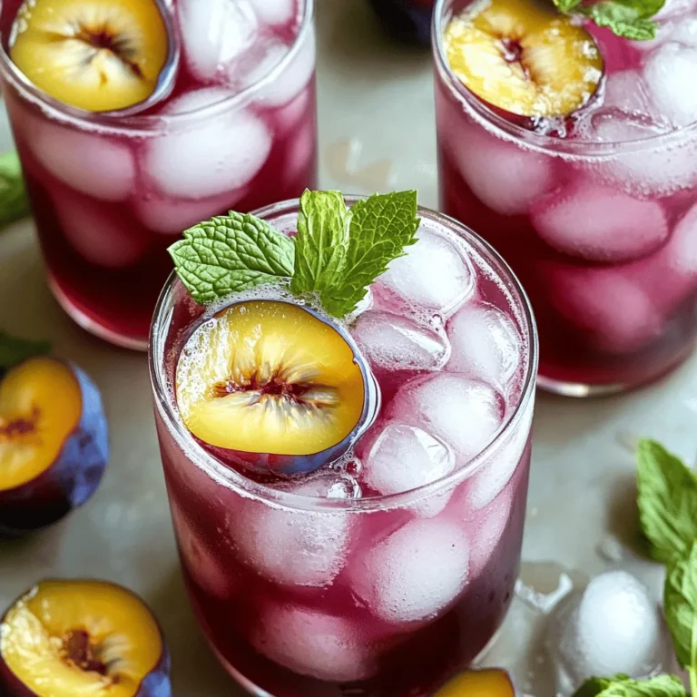 To make this tasty drink, gather these ingredients: - 2 cups brewed kombucha (either store-bought or made at home) - 1 cup ripe plums, pitted and finely chopped - 1 tablespoon fresh ginger, finely grated - 2 tablespoons honey or maple syrup (adjust based on your preference) - Juice of 1 fresh lime - Sparkling water (optional, to add extra fizz) - Fresh mint leaves for garnish These items create a blend of sweet, tart, and spicy flavors. The kombucha gives it a refreshing zing. Plums add natural sweetness, and ginger brings warmth. If you can't find plums, try ripe peaches or apricots. They will still bring a lovely taste. Instead of honey, you can use agave syrup or even stevia. The lime juice adds brightness, but you could swap it for lemon juice if needed. This drink is not just tasty; it's also good for you. Kombucha is full of probiotics, which help your gut health. Plums are packed with vitamins and antioxidants. They support your immune system and keep your skin healthy. Ginger helps with digestion and can reduce inflammation. This drink is a delightful way to enjoy health benefits! Start by gathering your ingredients. You need ripe plums, fresh ginger, honey, and lime juice. First, pit and chop the plums finely. Next, grate the ginger until you have one tablespoon. Add the plums, ginger, honey, and lime juice into a blender. Blend on high until smooth. This creates a sweet and tangy base for your drink. After blending, you must strain the mixture. Use a fine mesh sieve to separate the liquid from the pulp. Press down with a spoon to get all the juice. This step is key for a smooth drink. Now, take your freshly brewed kombucha. You can use store-bought or homemade. Pour the strained plum-ginger liquid into a mixing bowl. Gently add the kombucha and stir slowly. Be careful not to lose the bubbles in the kombucha. The fizz adds a fun touch to your drink. If you want more fizz, add a splash of sparkling water. This is optional but tasty! Taste the mixture and see if it needs more sweetness. If so, add a bit more honey or syrup and mix again. To serve, fill each glass with ice cubes. Pour the kombucha mixture over the ice. This keeps your drink cold and refreshing. For a lovely garnish, add fresh mint leaves on top. You can also add a slice of lime or a cherry for a pop of color. This drink is perfect for hot days or gatherings. It’s tasty, healthy, and looks great on the table. Enjoy your homemade Plum Ginger Kombucha Pop! For the complete recipe, check the Full Recipe section above. To make your Plum Ginger Kombucha Pop truly refreshing, focus on carbonation. Start with cold kombucha. The colder it is, the better the bubbles will hold. When mixing, stir gently. This helps keep the fizz alive. If you want more bubbles, add sparkling water just before serving. It gives an extra pop. Sweetness can change the whole drink. Taste your mixture before serving. If it’s too tart, add more honey or maple syrup. Start with a little, then taste again. You can mix in more if needed. Remember, the plums and ginger already bring natural sweetness. So, balance is key here. You can make your drink unique by adding flavors. Fresh herbs like mint or basil can elevate your drink. Try adding a slice of lime or lemon for extra zing. You could also add a hint of cinnamon for warmth. Experiment with the ingredients to suit your taste! This is your drink, so have fun with it. For the full recipe, check out the [Full Recipe]. {{image_4}} You can mix things up by using different fruits. Instead of plums, try peaches or cherries. These fruits add new flavors and colors. You can also blend berries like strawberries or blueberries for a sweet twist. Each fruit offers unique taste and health benefits. Experiment with what you have at home or what’s in season. You might create a new favorite! Sweeteners play a big role in your drink. If you want less sugar, consider using stevia or agave. Honey and maple syrup are great for a natural touch, but they can add more sugar. You can also try fruit juice for a hint of sweetness without added sugar. Taste as you go to find your perfect balance. For a fun twist, you can make an alcoholic version. Just add a splash of vodka or gin to your kombucha pop. It adds a new layer of flavor and makes it perfect for parties. Make sure to serve it responsibly and enjoy in moderation. This variation is a hit for gatherings or celebrations. For the full recipe, check out the Plum Ginger Kombucha Pop section! If you have extra Plum Ginger Kombucha Pop, store it in the fridge. Use a glass jar with a tight lid. This keeps the fizz and flavor fresh. Try to drink it within three days for the best taste. Make sure your brewing area is clean. Use sanitized jars and utensils. Allow your kombucha to ferment for the right amount of time. Too long can make it too sour. Check your kombucha daily and taste it to see if it’s ready. Homemade kombucha can last about one month in the fridge. Look for signs of spoilage. If you see mold or a strange smell, do not drink it. It should have a fizzy, tangy scent. If it smells off, it's best to toss it out. Always trust your senses! Kombucha is a fizzy drink made from sweetened tea and a special culture. This drink is loaded with probiotics. Probiotics are good for your gut health. They help balance your digestive system. Kombucha also has antioxidants. These help fight off free radicals in your body. Many people say it boosts energy and improves mood. Enjoying kombucha can also help with hydration. Yes, you can use store-bought kombucha. It is a great option if you are short on time. Just make sure to choose a brand that has live cultures. This way, you still get the health benefits. Store-bought kombucha works well in your Plum Ginger Kombucha Pop. You can find it in most grocery stores. You might find pre-made Plum Ginger Kombucha Pop at health food stores. Some cafes and juice bars sell it too. Check local markets that focus on fresh and healthy drinks. If you can’t find it, try making it at home. The [Full Recipe] I shared is simple and fun to make! Homemade kombucha lasts about one month in the fridge. After that, it may lose its fizz and flavor. Always check for any strange smells or signs of spoilage. If it tastes off, it’s best to throw it away. Keep it in a clean glass jar with a tight lid. This helps keep it fresh longer. Yes, you can ferment your Plum Ginger Kombucha Pop more if you want! This will give it a stronger taste. Just let it sit at room temperature for another day or two. Be careful, as it may build up more carbonation. Always check it to avoid overflow. Enjoy experimenting with flavor and fizz! In this blog post, we explored how to make Plum Ginger Kombucha Pop, from the essential ingredients to tasty variations. We covered tips for perfect carbonation and adjusting sweetness for your taste. Remember, this drink not only hits the spot but offers health benefits too. Keep experimenting with fruits and flavors to make it your own. Store leftovers properly to enjoy them later. Enjoy your homemade treat and share your creations with friends!