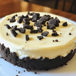 - 24 Oreo cookies, finely crushed - 1/4 cup unsalted butter, melted - 16 oz cream cheese, softened to room temperature - 1 cup powdered sugar - 1 teaspoon pure vanilla extract - 1 cup heavy whipping cream - 8 Oreo cookies, roughly chopped (for filling) - Additional crushed Oreos for topping - 9-inch springform pan - Mixing bowls - Electric mixer or whisk - Spatula - Measuring cups and spoons The ingredients for a No-Bake Oreo Cheesecake are simple but key to its taste. You need 24 Oreo cookies to create a nice, rich crust. I always crush them finely for a smoother texture. Mix these crumbs with melted unsalted butter. This combination helps hold the crust together. Next, for the filling, you’ll need 16 ounces of cream cheese. It should be soft and at room temperature. This makes it easy to mix. Add 1 cup of powdered sugar for sweetness and 1 teaspoon of pure vanilla extract for flavor. These ingredients create a creamy and sweet base. To make it even creamier, use 1 cup of heavy whipping cream. Whip it until stiff peaks form. This step makes your cheesecake light and fluffy. Fold in 8 roughly chopped Oreo cookies to give it that signature cookie taste. Don't forget to have extra crushed Oreos ready for topping. They add a nice crunch and look beautiful on the cheesecake. For equipment, a 9-inch springform pan is best. It helps you easily remove the cheesecake after it sets. You’ll also need mixing bowls, measuring cups, and a spatula. An electric mixer or whisk will speed up your mixing and whipping. These ingredients and tools make your No-Bake Oreo Cheesecake a quick delight. For the complete preparation steps, check the Full Recipe. 1. Mix crushed Oreos with melted butter: In a medium bowl, take 24 finely crushed Oreo cookies. Add 1/4 cup of melted unsalted butter. Mix until it looks like damp sand. 2. Press mixture into the springform pan: Grab a 9-inch springform pan. Press the Oreo mixture firmly into the bottom. Make sure it is even. Use the back of a measuring cup to pack it tightly. Set it aside to firm up. 1. Beat softened cream cheese until smooth: In a large bowl, add 16 ounces of softened cream cheese. Use an electric mixer to beat it until creamy and smooth. No lumps should remain. 2. Add powdered sugar and vanilla extract: Slowly add 1 cup of powdered sugar and 1 teaspoon of pure vanilla extract. Mix until fully blended and silky. 3. Whip heavy cream to stiff peaks and fold into mixture: In another bowl, whip 1 cup of heavy whipping cream. Beat until stiff peaks form. This adds lightness to your cheesecake. 4. Fold in roughly chopped Oreos: Gently fold in 8 roughly chopped Oreo cookies. This gives more Oreo flavor throughout your filling. 1. Pour filling over chilled crust: Slowly pour the creamy cheesecake filling over the prepared Oreo crust. 2. Smooth the top with a spatula: Use a spatula to smooth the top of the filling evenly. 3. Refrigerate for a minimum of 4 hours: Cover the springform pan with plastic wrap. Chill in the fridge for at least 4 hours. For best results, let it sit overnight. For the full recipe, check out the details above. Enjoy making this creamy and quick delight! To get the best texture, ensure your cream cheese is at room temperature. This helps it blend smoothly. If it's cold, your cheesecake may be lumpy. Gently fold the whipped cream into the cream cheese mixture. This keeps the lightness and airiness. Be careful not to stir too hard or fast. Serve your cheesecake chilled for a fresh taste. Top each slice with whipped cream and crushed Oreos. This adds a crunchy texture. You can also add chocolate shavings or a drizzle of chocolate sauce on top. This extra touch makes your dessert look fancy and delicious. If your cheesecake doesn't set properly, check the whipping cream. It should be whipped to stiff peaks. If it is too soft, the cheesecake may stay runny. For a perfect crust, press the Oreo mixture firmly into the pan. This helps it hold together well when sliced. Follow these tips for a smooth and tasty cheesecake. {{image_4}} You can change the taste of your cheesecake easily. Try adding peanut butter for a nutty twist. Just mix in about half a cup of creamy peanut butter with your cream cheese. If you prefer a fresh taste, add mint extract. A teaspoon will do. You can also switch up the cookies in the crust. Use chocolate wafer cookies or even graham crackers for a unique flavor. Some friends may need special diets. For a gluten-free option, use gluten-free Oreos instead of regular ones. This makes the crust safe for everyone to enjoy. If you're looking for dairy-free choices, find plant-based cream cheese and whipped cream. These swaps keep the cheesecake creamy without dairy. Toppings can make your cheesecake stand out. Fresh fruit like strawberries or raspberries adds color and taste. Just slice the fruit and place it on top before serving. You can also drizzle caramel or chocolate sauce over your cheesecake. This adds a rich, sweet flavor that everyone loves. For extra crunch, sprinkle some crushed Oreos on top. For the full recipe, check out No-Bake Oreo Cheesecake Delight. Once your cheesecake is ready, keep it in the fridge. Cover it well with plastic wrap. This helps keep it fresh and tasty. The cheesecake stays good for about 5 days in the fridge. After that, the texture may change, and it might not taste as good. If you want to save it for later, you can freeze the cheesecake. First, let it cool in the fridge for a few hours. Then, wrap it tightly in plastic wrap and aluminum foil. This keeps out air and prevents freezer burn. You can keep it frozen for up to 3 months. When you want to eat it, move it to the fridge to thaw overnight. Avoid microwaving it, as this can change the texture. Got leftovers? Don’t throw them away! You can use pieces of cheesecake in new desserts. Crumble it over ice cream or mix it into a milkshake. You could even layer it in a parfait with fruit and whipped cream. This way, you can enjoy your cheesecake in different ways! Enjoy more ideas on how to make the best out of your no-bake Oreo cheesecake with the Full Recipe. A No-Bake Oreo Cheesecake is a creamy dessert made without baking. It uses crushed Oreo cookies for the crust and a rich filling made of cream cheese and whipped cream. You mix the ingredients and chill the cheesecake until it sets. This recipe is simple and quick, perfect for any occasion. You can easily impress your friends and family with this treat. The cheesecake needs to chill in the fridge for at least 4 hours. For firmer results, you can leave it overnight. The time allows the filling to thicken and hold its shape. If you cut it too soon, it may fall apart. So, patience is key for a perfect slice! Yes, you can use low-fat cream cheese. It will change the texture and taste slightly. The cheesecake may not be as rich, but it still tastes great. If you want a lighter version, this swap works well. Just make sure it's softened to mix smoothly. Absolutely! You can make this cheesecake a day or two in advance. Just store it in the fridge, covered with plastic wrap. This way, the flavors can blend nicely. Plus, it saves you time on the day of your gathering. Just remember to add any toppings right before serving. No-bake Oreo cheesecake is an easy and tasty treat. With just a few simple ingredients, you can impress your friends and family. Remember to use room-temperature cream cheese for a creamy texture. This dessert is versatile; feel free to experiment with flavors, toppings, and dietary needs. Store it well and enjoy leftovers in new desserts. Making this cheesecake is fun, and it always satisfies. Try it out and enjoy a rich, delicious slice anytime!