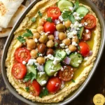 To make Greek loaded hummus, you need some key ingredients. Here’s what to gather: - 1 can (15 oz) chickpeas, thoroughly drained and rinsed - 1/4 cup tahini (sesame paste) - 2 tablespoons freshly squeezed lemon juice - 2 cloves garlic, finely minced - 1/4 cup extra virgin olive oil - 1 teaspoon ground cumin - Sea salt, to taste These main ingredients create a smooth and rich base. The chickpeas provide protein, while tahini adds creaminess. Fresh lemon juice gives it a zesty kick, and garlic brings in great flavor. Now, let's talk about the toppings that make this dish pop! Here are the delicious extras you’ll want to add: - 1/2 cup cherry tomatoes, halved - 1/2 cucumber, diced into small cubes - 1/4 red onion, finely chopped - 1/2 cup Kalamata olives, pitted and sliced - 1/2 cup feta cheese, crumbled - Fresh parsley leaves, for garnish These toppings add color and texture. The tomatoes and cucumbers bring freshness, while olives and feta add a salty bite. Together, they create a feast for the eyes and taste buds. When serving Greek loaded hummus, it’s important to choose the right pairings. I recommend: - Pita bread, warmed - Fresh vegetable sticks (like carrots, bell peppers, or celery) Pita bread is a classic choice. It’s soft and perfect for scooping. Fresh veggies add crunch and make it even healthier. Enjoy this tasty dish with your favorite sides! For the full recipe, check out [Full Recipe]. To start, I place one can of chickpeas into a food processor. I always drain and rinse them first. Next, I add 1/4 cup of tahini. Then, I squeeze two tablespoons of fresh lemon juice. I also add two cloves of minced garlic. Now, I pour in 1/4 cup of extra virgin olive oil and one teaspoon of ground cumin. I sprinkle in sea salt to taste. I blend everything until it’s smooth and creamy. If it’s too thick, I add a little water or more olive oil. Once blended, I carefully transfer the hummus into a shallow dish. I use the back of a spoon to create a well in the center. Now comes the fun part! I take halved cherry tomatoes and arrange them in the well. I also add diced cucumber and finely chopped red onion. Next, I slice Kalamata olives and place them on top. This makes the dish colorful and inviting! I sprinkle 1/2 cup of crumbled feta cheese over everything. Then, I drizzle a bit more olive oil across the top. This step adds extra flavor and richness. Finally, I finish with fresh parsley leaves to add a pop of green. I love serving Greek loaded hummus with warm pita bread. The soft bread makes it easy to scoop up the hummus. You can also use fresh veggie sticks, like carrots or bell peppers. They add crunch and freshness. This dish is perfect for sharing at parties or enjoying as a snack. For the full recipe, just check the details above! To get smooth hummus, start with well-cooked chickpeas. If you have the time, soak dried chickpeas overnight and cook them until soft. Use a food processor for blending. Mix the chickpeas with tahini, lemon juice, garlic, olive oil, and cumin. Blend until creamy. If it’s too thick, add a bit of water or more olive oil. This small step makes your hummus lighter and fluffier. Making hummus ahead of time is easy. Prepare the hummus and store it in an airtight container. Keep it in the fridge for up to five days. This allows the flavors to meld, making it taste even better. When serving, add the toppings right before you eat. This keeps them fresh and vibrant. To elevate your hummus, try adding spices like smoked paprika or cayenne for heat. You can also mix in roasted garlic or herbs like dill for a fresh twist. For a Mediterranean flair, consider adding sun-dried tomatoes or roasted red peppers. These small changes can transform your dish. For a full experience, check the Full Recipe for more ideas! {{image_4}} If you want to keep this dish vegan, there are easy swaps for creaminess. Instead of feta cheese, use avocado or vegan cheese. You can also add a splash of coconut milk or use silken tofu. These options give you a rich texture without dairy. Toppings make your Greek loaded hummus pop. Think about roasted red peppers or artichokes for a sweet twist. You can also use grilled zucchini or sun-dried tomatoes for extra flavor. If you want a crunchy bite, add toasted pine nuts or sunflower seeds. Each option adds a new taste to your dish. Want to kick up the flavor? Add spices or herbs! Try smoked paprika for a smoky touch. Fresh dill or mint can brighten the dish. You can even mix in a bit of za'atar for a unique flavor. Experimenting with spices makes your hummus special every time. Remember, you can find the full recipe above to get started on your Greek loaded hummus journey! To keep leftover hummus fresh, place it in an airtight container. Make sure to cover the top with a thin layer of olive oil. This helps seal in moisture and keeps it creamy. Store it in the fridge for up to five days. If you notice any change in smell or texture, it's best to toss it. For the toppings, store them separately in airtight containers too. Cherry tomatoes and cucumbers can last for 3 to 4 days in the fridge. Feta cheese should be kept in its brine to stay fresh longer. If you use olives, store them in a small jar with some olive oil. This will keep them tasty and moist. Check the expiration dates on all ingredients before use. Chickpeas in a can usually last for 2 to 5 years. Tahini can last up to a year when unopened. Once opened, use it within 6 months. Fresh veggies like cucumbers and tomatoes are best used within a week. Always check for freshness to ensure the best flavor in your Greek loaded hummus. For a full recipe, refer to the Greek Loaded Hummus Delight section above. Greek loaded hummus has roots in both Middle Eastern and Greek cuisine. Hummus, made from chickpeas, dates back centuries. It is a staple in many cultures. The Greek twist adds ingredients like feta, olives, and fresh veggies. This makes it unique and flavorful. It reflects the vibrant flavors of the Mediterranean diet. You can enjoy it as a dip or a light meal. Yes, you can freeze Greek loaded hummus. However, some textures may change. When you freeze it, place it in an airtight container. Leave some space at the top for expansion. To thaw, move it to the fridge overnight. Stir well before serving to regain smoothness. Toppings should be added fresh, not frozen. Greek loaded hummus lasts about 3 to 5 days in the fridge. Store it in an airtight container. Make sure to keep it covered well. If you notice any off smells or colors, it's best to discard it. Keeping it fresh helps maintain its great taste and texture. For the best flavor, enjoy it sooner rather than later. You can find the full recipe above to make it fresh whenever you want! Greek Loaded Hummus is simple and fun to make. We explored key ingredients, tasty toppings, and perfect pairings. The step-by-step guide helps you create a flavorful dip. Tips shared ensure your hummus has great texture and taste. Variations offer fresh ideas, while storage info keeps leftovers safe. Remember, this dish is versatile and great for sharing. Enjoy your hummus creation, and don’t be afraid to experiment with flavors!