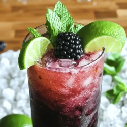 - Fresh blackberries - Fresh mint leaves - Sweetener options (honey or agave syrup) - Sparkling water or club soda - Fresh lime juice - Crushed ice - Lime wedges for garnish The Blackberry Mint Julep Mocktail is a refreshing drink perfect for any occasion. You need simple ingredients to create this tasty treat. First, gather fresh blackberries. They give the drink a sweet and tart flavor. Next, add fresh mint leaves. Mint adds a cool twist to the drink. For sweetness, you can use honey or agave syrup. Both options work well. You will also need sparkling water or club soda. This makes the mocktail fizzy and fun. Fresh lime juice is key too. It brightens the drink and adds a zesty punch. Don't forget crushed ice. It keeps your drink chilly and enjoyable. Lastly, prepare lime wedges for garnish. They make the drink look appealing and add extra flavor. This list makes it easy to create the Blackberry Mint Julep Mocktail at home. If you want to see the full recipe, just check the section above. For this mocktail, you need a cocktail shaker or a sturdy jar. Start by adding one cup of fresh blackberries and ten fresh mint leaves to your shaker. The key to great flavor lies in muddling. Use a muddler or the back of a spoon to press down gently. Crush the blackberries until they break open and release their juices. This step also helps the mint let out its fragrant oils, which enhance the drink's flavor. After muddling, add two tablespoons of honey or agave syrup to the shaker. This will sweeten your drink, but taste-test to find what you like best. Next, squeeze in two tablespoons of fresh lime juice for a zesty kick. Stir the mixture well to blend everything together. Then, fill the shaker with crushed ice. Finally, pour in one cup of sparkling water or club soda over the ice. This creates a fizzy and refreshing mix. Give it a gentle stir with a long spoon or straw to keep those bubbles intact. Now, it’s time to serve your delicious mocktail! Fill two highball glasses with more crushed ice. Pour the blackberry mint mixture over the ice, allowing it to flow and create a lovely layered look. For that perfect finishing touch, garnish each glass with a sprig of mint on top and a lime wedge on the rim. This not only makes your drink look great but adds extra aroma as you sip. Enjoy your refreshing Blackberry Mint Julep Mocktail! To make your mocktail just right, adjust the sweetness. You can use honey or agave syrup. Start with two tablespoons, then taste. Add more if you want it sweeter. Fresh mint is key to this drink. Look for bright green, fragrant leaves. Wilting mint can dull your drink's flavor. Use clear glassware to show off your drink's colors. The dark purple of the blackberries paired with green mint looks stunning. Colorful straws add fun and charm. They also help you sip without getting mint bits in your mouth. Chill all your ingredients before mixing. Cold ingredients make your drink even more refreshing. You can also add extra ice. This gives your mocktail a slushier texture. It feels like summer in a glass. For the full recipe, check out the complete list of ingredients and instructions above. {{image_4}} You can switch up the blackberries in your mocktail for other fruits. Raspberries work well, adding a nice tart flavor. Strawberries are another great choice, bringing sweetness and a bright color. You can also mix different fruits together. A blend of blackberries and strawberries creates a fun twist. This variety keeps your drink fresh and exciting. Not a fan of honey or agave? You have other options! Maple syrup adds a unique flavor and sweetness. Coconut sugar is another great choice, giving a hint of caramel. You can even use stevia or monk fruit for a low-calorie option. Each sweetener changes the drink's taste slightly, so feel free to experiment. If you want to make an alcoholic version, bourbon is the classic choice. It pairs perfectly with the blackberries and mint. Start with 1.5 ounces of bourbon per drink. This keeps your drink balanced without overpowering the fresh flavors. You can also try rum for a sweeter taste. Just remember to adjust the sweetener to keep it delicious! To store your Blackberry Mint Julep Mocktail, keep it safe and fresh. Pour any leftovers into a clean, airtight container. A glass jar works great for this. Make sure the lid seals tightly. This helps keep out air and light, which can spoil the drink. In the fridge, your mocktail can last about 2 days. After that, it may lose its nice taste and fizz. Look for signs it is no longer fresh. If the colors dull or it smells off, it’s time to toss it. Always trust your senses. Enjoy it while it’s still vibrant and tasty! A Blackberry Mint Julep Mocktail is a tasty, non-alcoholic drink. It blends fresh blackberries, mint, and lime juice. You get all the flavor of a classic mint julep without the alcohol. This drink is great for warm days or any festive gathering. The sweetness from the honey or agave syrup balances the tartness of the lime. Plus, the fizz from sparkling water makes it a refreshing treat. Yes, you can prepare this mocktail ahead of time. Start by muddling the blackberries and mint leaves. Mix in the honey and lime juice, then store this mix in the fridge. Just before serving, add the crushed ice and sparkling water. This keeps the drink fizzy and fresh. If you want to save time, you can also pre-make the blackberry-mint mixture. Assemble it right before your guests arrive for the best results. If you don’t have mint, you can try other herbs. Basil adds a sweet twist, while rosemary gives a strong flavor. You might also enjoy using lemon balm for a citrusy note. Each herb brings a unique taste, so feel free to experiment. Just remember, the key is to muddle the herb to release its oils, just like with mint. This gives your mocktail a fresh and vibrant flavor. This blog post covered how to make a refreshing Blackberry Mint Julep Mocktail. We explored the key ingredients, from blackberries to fresh mint leaves. I shared step-by-step instructions for muddling and combining the flavors. You learned tips for enhancing taste and great presentation ideas. I also offered variations and important storage info. Enjoy crafting your own mocktail. With these tips, you’re set to impress!
