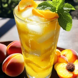 - Fresh Peaches - Freshly Squeezed Lemon Juice - Granulated Sugar - Water - Fresh Mint Leaves - Ice Cubes To create this refreshing Peach Lemonade, gather these simple ingredients. Each one plays a key role in making your drink taste amazing. Fresh Peaches: Look for ripe, fragrant peaches. Their sweetness is vital for rich flavor. Four ripe peaches will give you a bright peach taste. Freshly Squeezed Lemon Juice: Use about six to eight medium-sized lemons. Fresh juice adds tartness, balancing the sweet peaches. Granulated Sugar: One cup of sugar is a great start. You can adjust it based on your taste. Want it sweeter? Add more sugar! Water: You need four cups total. Three cups mix with the lemon juice, and one cup helps make the peach syrup. Fresh Mint Leaves: These leaves add a nice aroma and a fresh twist. They make your drink feel fancy. Ice Cubes: Ice is essential. It keeps your lemonade chilled and refreshing on hot days. Using these ingredients, you will create a deliciously sweet and zesty Peach Lemonade. For the full experience, check the Full Recipe. To make the peach syrup, start by slicing four ripe peaches. Place the sliced peaches in a small saucepan. Add one cup of water. Heat the saucepan over medium heat. Stir occasionally to avoid sticking. Once the peaches soften, about 5-7 minutes, add one cup of granulated sugar. Mix well until the sugar dissolves completely. Remove the saucepan from heat and let it cool slightly. Strain the syrup using a fine sieve. Press down on the solids to get all the flavor. Set the syrup aside to cool completely. In a large pitcher, pour in one cup of freshly squeezed lemon juice. This usually takes about six to eight medium-sized lemons. Add the remaining three cups of water to the pitcher. Stir the mixture well until everything combines evenly. Once the peach syrup cools down, add it to the lemonade. Mix everything together until well combined. Taste your lemonade! You can add more sugar or syrup if you like it sweeter. To serve your Peachy Zesty Lemonade, fill each glass with ice cubes. Pour the lemonade over the ice. For a fun touch, garnish each glass with fresh mint leaves. This adds a nice aroma and extra flavor. Enjoy your refreshing drink on a hot summer day! When picking peaches, look for ripe fruit. Ripe peaches feel slightly soft but not mushy. Their skin should have a warm, golden color. A sweet smell means they are ready to use. Avoid peaches with dark spots or wrinkles. These signs show they might be overripe. Always choose organic peaches when you can. They taste better and are healthier for you. Sweetness is key in peach lemonade. Start with one cup of sugar. After mixing, taste the lemonade. If it’s not sweet enough, add more sugar or syrup. Stir well to dissolve the sugar completely. You can also use honey or agave syrup for a different twist. For a less sweet drink, cut down on the sugar. Remember, you can always add more, but you can't take it out. You can boost the flavor of your lemonade with simple extras. Fresh herbs like mint or basil add a nice touch. You can muddle them at the bottom of your glass. For a spicy kick, add a pinch of ginger. You can also blend in other fruits like strawberries or raspberries. These options create a fun, fruity mix. If you want a fizzy drink, try adding sparkling water. This makes your lemonade even more refreshing. These tips will help you craft the perfect Peachy Zesty Lemonade. For the complete recipe, check out the [Full Recipe]. {{image_4}} You can make a fun twist on peach lemonade by adding alcohol. Vodka works well. Use about 1.5 ounces per glass. If you want something sweeter, try peach schnapps. Add 1 ounce for a fruity flavor. Mix it into your peach lemonade before serving. For a sugar-free option, use a sugar substitute. Stevia or monk fruit can replace sugar. Start with half the amount, then taste. You can also use sparkling water instead of regular water. This keeps the drink light and bubbly. Feel free to mix other fruits into your peach lemonade. Strawberries add a nice color and taste. Blackberries or raspberries also work great. Just blend them with the peaches for a new flavor. You can even add herbs like basil for a twist. Check the Full Recipe for more ideas! Store leftover Peach Lemonade in a pitcher or jar. Use an airtight container to keep it fresh. Place it in the fridge to maintain its coolness. Make sure to consume it within a few days for the best taste. Peach Lemonade lasts about 3 to 5 days in the fridge. After that, the flavor may fade. If you notice any off smells or flavors, it's time to toss it out. Always check for freshness before serving. You can reuse peach syrup in other drinks or desserts. Pour it over pancakes or yogurt for added sweetness. If you have leftover lemons, use them in salads or dressings. Fresh mint leaves can enhance other beverages, too. Get creative and enjoy their flavors in different ways! Peach lemonade is not just tasty; it has health perks too. Peaches are high in vitamins A and C. These vitamins help keep your skin healthy and your immune system strong. The lemon juice adds vitamin C, which boosts your immune system even more. This drink is also hydrating, making it a great choice for hot summer days. Plus, it has natural sugars from the peaches, giving you a sweet taste without added junk. Yes, you can use frozen peaches! They work well when fresh peaches are not in season. Just let them thaw before using. You may need to add a bit more sugar since frozen peaches can be less sweet. Blend them well to get that peachy flavor in your drink. You can easily make peach lemonade ahead of time. Just prepare the peach syrup and lemonade mix, then store them in the fridge. Keep the syrup and lemonade separate until you are ready to serve. This way, the flavors stay fresh and bright. When it’s time to enjoy, mix them together and pour over ice. For the full recipe, check out the Peachy Zesty Lemonade section. To sum up, this guide covered how to make refreshing peach lemonade. We explored ingredients like fresh peaches, lemon juice, and mint leaves. I shared step-by-step instructions, tips for choosing peaches, and options for variations. Remember, you can adjust sweetness or add fun flavors. Proper storage can keep your drink fresh, too. Enjoy your peach lemonade, and feel free to experiment with different fruits and flavors. This drink can bring joy to any gathering or hot day. Now, it's your turn to make something delicious!