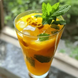 - 2 cups freshly squeezed tangerine juice - 1 teaspoon ground turmeric - 1 tablespoon raw honey (or substitute with maple syrup for a vegan option) - 1 tablespoon freshly grated ginger - 1 cup coconut water - 1/2 teaspoon freshly cracked black pepper - Fresh mint leaves, for garnish - Ice cubes (optional) Each ingredient in tangerine turmeric tonic adds great health benefits: - Tangerine Juice: Packed with vitamin C, it boosts your immune system. - Turmeric: Contains curcumin, which fights inflammation and supports joint health. - Raw Honey: Offers natural sweetness and has antibacterial properties. - Ginger: Helps with digestion and reduces nausea. - Coconut Water: Rehydrates and replenishes electrolytes. - Black Pepper: Increases the absorption of turmeric, making it more effective. - Mint Leaves: Freshens breath and aids digestion. To enjoy the best tangerine turmeric tonic, focus on fresh ingredients: - Tangerines: Look for firm, bright ones with a sweet scent. - Turmeric: Choose high-quality ground turmeric; organic is best. - Honey: Opt for raw honey from local sources for better flavor. - Ginger: Select fresh ginger with smooth skin for a stronger taste. - Coconut Water: Pick pure coconut water with no added sugars. - Black Pepper: Use freshly cracked pepper for the best flavor. - Mint: Choose vibrant green leaves without browning. These tips will help you make the best version of this refreshing tonic. For the full recipe, check out the details above! To make your tangerine turmeric tonic, start with fresh tangerines. Squeeze them to get about two cups of juice. This juice gives your tonic a bright and refreshing taste. Next, gather the other ingredients: ground turmeric, raw honey, freshly grated ginger, coconut water, black pepper, mint leaves, and ice cubes if you like it cold. Place the tangerine juice, turmeric, honey, and ginger in a blender. Blend it on high speed. This step mixes all the flavors together. You want it smooth and well-combined. After blending, pour the coconut water into a large pitcher. Add the blended mixture and stir gently. This helps the flavors mix evenly. Next, add the black pepper. It helps your body absorb the turmeric better. Stir once more to ensure everything is well mixed. You can taste your tonic at this point. If you want it sweeter, add more honey or maple syrup and blend again briefly. When you're ready to serve, pour the tonic over ice cubes. This makes it a cool drink. Garnish each glass with fresh mint leaves. Not only does this look nice, but it also adds a pleasant aroma. For a fun touch, use clear glasses to show off the vibrant color of the tonic. This drink is perfect for sharing, and you can keep the recipe handy for later. For the full recipe, check out the complete steps and ingredients. To make your tangerine turmeric tonic even better, try adding a pinch of salt. This small step brightens the flavors. You can also experiment with herbs like basil or rosemary. These herbs add depth and a fresh twist. If you want to change the sweetness, try different options. Maple syrup is a great vegan choice. Agave nectar adds a mild sweetness too. For a low-calorie option, use stevia or monk fruit sweetener. Each sweetener gives a unique taste. When serving at a party, make it fun! Use clear glasses to show off the bright color. Add ice cubes for a refreshing chill. Garnish with fresh mint leaves for a beautiful touch. You can even rim the glasses with sugar for a sweet surprise. To learn how to make this drink, check the Full Recipe. {{image_4}} You can change the tangerine turmeric tonic by using other citrus fruits. Try oranges, grapefruits, or lemons. Each fruit adds a unique taste that can brighten the drink. Use fresh juice for the best flavor. Mix different juices for a fun tropical twist. For example, a blend of orange and lemon makes a zesty tonic that wakes up your senses. For a warming touch, swap the tangerine juice with lemon juice. Add more ginger for a stronger kick. This version is great for cold days. The lemon gives a tart taste, while ginger warms your belly. You can also add a pinch of cayenne pepper. This adds heat and boosts the health benefits even more. You can also mix the tonic with iced tea for a refreshing drink. Brew a strong herbal tea, like chamomile or mint. Let it cool, then mix it with your tangerine turmeric base. This adds a different flavor and makes it a lovely summer drink. Pour it over ice and garnish with mint leaves for a fancy feel. For full details on making the tonic, check the Full Recipe. Store your tangerine turmeric tonic in an airtight container. This keeps it fresh and safe. Glass jars work well for this. Make sure to seal tightly. Always label your container with the date. This helps you keep track of how long it lasts. Your tonic stays good in the fridge for about three days. After that, the flavors may fade. The fresh juice can lose its zing over time. Always give it a good shake before serving. This helps mix the ingredients again. If you want to keep it longer, freezing is a good option. Pour the tonic into ice cube trays. This way, you can use small amounts later. When you need it, just pop a cube into your drink. Let it thaw in the fridge or at room temperature. Enjoy the vibrant taste any time! For the complete recipe, check out the Full Recipe section. This tonic packs a punch of health benefits. Tangerine juice is rich in vitamin C. It boosts your immune system and helps fight colds. Turmeric contains curcumin, known for its anti-inflammatory properties. This helps reduce swelling and pain in your body. Ginger adds warmth and aids digestion. Coconut water hydrates and replenishes electrolytes. Together, these ingredients create a refreshing drink that supports overall health. Plus, the black pepper helps your body absorb turmeric better. Yes, you can make this tonic ahead of time! Prepare the drink and store it in the fridge. It keeps well for up to three days. Just remember to give it a good stir before serving. If you want to keep it fresh, add ice just before drinking. Making it ahead saves time on busy days and lets you enjoy a tasty health boost whenever you want. Turmeric is safe for most people when used in food. However, some may experience stomach upset or nausea. It can thin the blood, so those on blood thinners should be careful. If you're pregnant or nursing, consult a doctor before using it in large amounts. In moderation, turmeric is a great addition to your diet. Enjoy your tangerine turmeric tonic for a tasty and healthy drink! In this post, we explored the key ingredients and their health perks. I shared tips for picking the best items and offered a clear prep process. You learned how to enhance flavors and serve it as a fun party drink. Variations like the ginger-lemon twist keep it exciting. Lastly, I covered smart storage to keep your drink fresh. Healthy drinks can transform your day. Try these steps and enjoy the benefits!