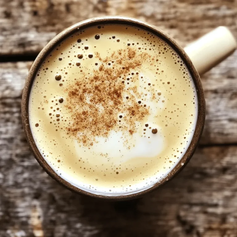 - 1 cup rolled oats - 3 cups water - 1 teaspoon ground cardamom - 1 vanilla bean (or 1 teaspoon pure vanilla extract) To make a great Cardamom Vanilla Oat Latte, you need the right base. Rolled oats give your latte a creamy texture. The oats blend well with water to create homemade oat milk. Ground cardamom adds a warm, spicy note. It lifts the flavor and gives a lovely aroma. A vanilla bean or pure vanilla extract brings sweetness and depth. These ingredients blend together to create a delightful drink. - 2 tablespoons maple syrup (adjust to taste) - A pinch of sea salt - Ground cinnamon for garnish These add-ins can enhance your latte. Maple syrup adds natural sweetness. Adjust it to your taste for the perfect balance. A pinch of sea salt brightens the flavors. Ground cinnamon on top adds a hint of spice and looks great, too. You can mix and match these options based on what you enjoy. - High-speed blender - Nut milk bag or fine mesh sieve - Small saucepan - Milk frother or whisk Gather your tools to make the process easier. A high-speed blender helps create smooth oat milk. A nut milk bag or fine mesh sieve will strain the mixture well. Use a small saucepan to warm your oat milk. A milk frother or whisk is key for that frothy finish. With the right equipment, your latte will look and taste amazing. For the full recipe, check out the details above. Enjoy making your Cardamom Vanilla Oat Latte! To start, gather your ingredients. Use rolled oats, water, cardamom, and sea salt. - Blending Oats with Water and Spices: In a high-speed blender, add 1 cup of rolled oats and 3 cups of water. Then, include 1 teaspoon of ground cardamom and a pinch of sea salt. Blend on high for about 30 seconds until smooth. - Straining the Mixture for Creaminess: Next, pour the blended mixture through a nut milk bag or fine mesh sieve into a bowl. Squeeze or press to get all the liquid out. This step gives you a creamy oat milk base. Now it's time to add more taste. - Incorporating Vanilla and Sweeteners: If using a vanilla bean, slice it open and scrape out the seeds. Mix these seeds or 1 teaspoon of pure vanilla extract into the strained oat milk. Add 2 tablespoons of maple syrup. - Blending for an Even Consistency: Blend this mixture for a few seconds. This helps the flavors mix well, making your oat milk even tastier. Time to warm up your oat milk! - Gentle Heating Techniques: Use a small saucepan to heat the oat milk over medium-low heat. Stir it gently to avoid boiling. - Achieving the Perfect Foam: For a light and frothy texture, use a milk frother or whisk. Whisk vigorously until it looks airy and fluffy. Now, let's put it all together. - Pouring Espresso and Oat Milk: In a large mug, pour in 1 cup of freshly brewed espresso or strong coffee. - Stirring for a Creamy Finish: Slowly add the warm oat milk. Use a spoon to stir gently, mixing everything into a creamy delight. Finish your latte with some flair. - Adding Garnish: Sprinkle a light dusting of ground cinnamon on top for added flavor and aroma. - Presentation Tips for the Latte: Serve your latte in clear glass mugs. This way, you can show off the beautiful layers. A cinnamon stick on the side adds a charming touch. For the complete recipe, check out the Full Recipe section. Blending Duration To make great oat milk, blend oats with water for just 30 seconds. This short time gives a smooth texture without making it slimy. A high-speed blender works best for this task. If you blend too long, your oat milk may become gritty. Straining Techniques Straining is crucial to get the best texture. Use a nut milk bag or fine mesh sieve for the best results. Pour the blended mixture slowly into the sieve. Press down with a spoon or your hands to extract all the liquid. This method leaves the oat pulp behind, ensuring a creamy drink. Adjusting Sweetness to Taste You can change the sweetness of your latte easily. Start with two tablespoons of maple syrup. Taste it, then add more if you like it sweeter. Sweeteners can change based on your mood or diet. Try honey or agave syrup as alternatives. Other Flavor Enhancements Feel free to add your favorite flavors. A dash of cocoa powder gives a chocolatey twist. You can also try adding a touch of nutmeg or ginger for some spice. Experiment with different extracts, like almond or hazelnut, to find your favorite mix. Best Mugs for Latte Presentation The right mug can make your latte look fancy. Clear glass mugs show off the layers of your drink. You can also use colorful ceramic mugs for a fun touch. Choose a mug that feels good in your hands for the best experience. Pairing with Complementary Snacks Pair your latte with a tasty snack for a complete treat. Cookies, muffins, or scones work well. A cinnamon roll is also a great choice! These snacks bring out the flavors of the cardamom and vanilla in your drink. Enjoy your latte with a little something sweet on the side. {{image_4}} For a vegan or dairy-free Cardamom Vanilla Oat Latte, the base is already perfect with oat milk. However, you can explore other plant-based milk options. Almond milk, coconut milk, or soy milk all work well. Each alternative brings its own unique flavor to the drink. When choosing non-dairy coffee, try cold brew or espresso made from high-quality beans. This enhances the overall taste. If you want a creamier texture, consider using barista blends designed for frothing. They create a rich, velvety foam. If you want a sugar-free version, skip the maple syrup. Instead, use natural sweeteners like stevia or monk fruit. These options provide sweetness without extra calories. You can also play with flavors without adding sugars. Try adding a dash of nutmeg or a hint of almond extract. Both enhance the latte's flavor profile without the need for sugar. For an iced version, brew your espresso or coffee in advance and let it cool. Pour it over ice and then add your oat milk mixture. To make it visually appealing, layer the oat milk gently over the coffee. This creates a beautiful gradient effect. Garnish with a sprinkle of ground cinnamon or a cinnamon stick for a lovely touch. Enjoy this refreshing drink on a hot day! To keep your oat milk fresh, store it in a sealed container. Glass jars work best. Always refrigerate it right after you make it. Oat milk can last up to four days in the fridge. However, if you notice any changes in smell or texture, it’s best to toss it out. When warming oat milk, do it slowly. Use a small saucepan over low heat. Stir it often to prevent boiling. If you want to froth it, use a milk frother or whisk. This method keeps the texture smooth and creamy while preserving flavor. You can make oat milk in batches. This saves time on busy mornings. Blend your oats and water, then strain it. Store the leftover oat milk in the fridge for up to four days. On hectic days, just grab it, warm it up, and enjoy your Cardamom Vanilla Oat Latte. For the [Full Recipe], check the earlier section. To make this latte, follow these simple steps: 1. Blend Oats: Mix 1 cup of rolled oats with 3 cups of water and 1 teaspoon of ground cardamom in a high-speed blender. 2. Strain: Pour the mixture through a nut milk bag or fine mesh sieve into a bowl. 3. Add Vanilla: If using a vanilla bean, slice it and scrape the seeds into the oat milk. If not, add 1 teaspoon of pure vanilla extract. 4. Sweeten: Stir in 2 tablespoons of maple syrup and a pinch of sea salt. 5. Heat: Warm the oat milk gently over medium-low heat. 6. Froth: Froth the milk using a milk frother or whisk until light and airy. 7. Combine: In a mug, add 1 cup of brewed espresso or strong coffee, then pour in the oat milk. 8. Garnish: Top with ground cinnamon for extra flavor. This method makes a rich, creamy drink perfect for any time of day. Cardamom offers many health benefits: - Rich in Antioxidants: It helps fight free radicals in the body. - Supports Digestion: Cardamom can ease stomach issues. - Anti-Inflammatory: It may reduce inflammation in the body. - Boosts Oral Health: Cardamom can help freshen breath. Including cardamom in your diet adds flavor and health perks to your meals. Yes, you can use instant coffee. Just mix 1-2 teaspoons of instant coffee granules with hot water to your taste. This option is quick and easy. - Tip: Adjust the amount based on how strong you like your coffee. Instant coffee works well in this latte, and it makes a great drink in no time. You can find Cardamom Vanilla Oat Latte at many coffee shops. Look for local cafes that focus on specialty drinks. - Brands: Some brands offer pre-made versions in stores or online. Check places like Amazon or specialty grocery stores. To make a low-calorie Cardamom Vanilla Oat Latte, consider these tips: - Use Less Sweetener: Reduce maple syrup to 1 tablespoon or use a no-calorie sweetener. - Choose Low-Fat Oat Milk: If available, use a lighter oat milk. - Skip the Frothing: Frothing adds air and volume, making the drink feel richer without the added calories. These tweaks keep the flavor while cutting down on calories. Yes, this latte is kid-friendly with a few adjustments: - Less Cardamom: Use half the amount of cardamom for a milder taste. - Skip the Coffee: Replace espresso with hot chocolate or warm milk for a delightful treat. - Adjust Sweetness: Make sure it's sweet enough for kids' tastes. This way, kids can enjoy a warm, tasty drink that feels special. You now have all the tools to make a delicious Cardamom Vanilla Oat Latte. We covered essential ingredients, step-by-step instructions, and tips for perfecting your drink. Remember, you can customize this latte to suit your taste and diet. Explore the variations and enjoy experimenting. Whether hot or cold, this latte delights. Make it your own and share it with friends. Enjoy the journey of creating your perfect cup!