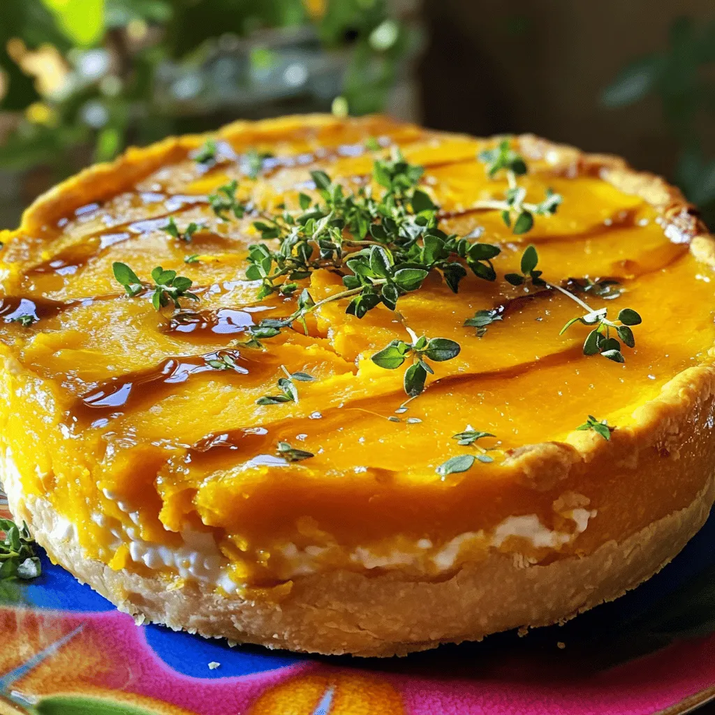 To make a scrumptious crustless squash pie, you need these main ingredients: - 2 cups butternut squash, roasted and pureed - 1 cup creamy cottage cheese - 3 large eggs, at room temperature - 1/2 cup finely grated Parmesan cheese - 1/4 cup all-purpose flour - 1 teaspoon ground nutmeg - 1 teaspoon ground cinnamon - 1/4 teaspoon sea salt - 1 teaspoon pure vanilla extract These ingredients form the base of your pie. The roasted butternut squash gives it a sweet and rich flavor. The cottage cheese adds creaminess, while eggs help with texture. You can add a few optional ingredients to elevate the taste: - 1 tablespoon pure maple syrup (for added sweetness) - Fresh herbs for garnish (thyme or parsley work beautifully) The maple syrup offers a touch of sweetness, while herbs add color and freshness. Both enhance your crustless pie. This crustless squash pie is not only tasty but also nutritious. Here’s a quick look at its benefits: - Butternut squash is high in vitamins A and C, which support your immune system. - Cottage cheese provides protein and calcium, good for bone health. - Eggs offer essential nutrients like choline and vitamin D. Each slice is packed with flavors and health benefits, making it a smart choice for any meal. You can find the full recipe within this guide for a detailed cooking experience. Start by gathering your ingredients. You will need: - 2 cups butternut squash, roasted and pureed - 1 cup creamy cottage cheese - 3 large eggs, at room temperature - 1/2 cup finely grated Parmesan cheese - 1/4 cup all-purpose flour - 1 teaspoon ground nutmeg - 1 teaspoon ground cinnamon - 1/4 teaspoon sea salt - 1 teaspoon pure vanilla extract - 1 tablespoon pure maple syrup (optional) - Fresh herbs for garnish Next, preheat your oven to 350°F (175°C). This step is key for even cooking. Lightly grease a 9-inch pie dish with butter or cooking spray. This will help your pie come out easily after baking. In a large bowl, mix the roasted butternut squash puree with the creamy cottage cheese. You can use a whisk or a hand mixer. Blend until it is smooth and creamy. This will be the base of your pie. Now, crack the eggs into a separate bowl. Add them one at a time to the squash mixture. Make sure to beat well after each egg. This helps the eggs mix in well. Gently fold in the rest of your ingredients: Parmesan cheese, all-purpose flour, nutmeg, cinnamon, sea salt, vanilla, and maple syrup if you want it sweeter. Stir until the batter is even and without lumps. Pour the mixture into your greased pie dish. Use a rubber spatula or the back of a spoon to smooth the top. This helps with the final look of your dish. Place the pie dish in the preheated oven. Bake for 40-45 minutes. The center should be set, and a toothpick inserted should come out clean. The top should look slightly golden. Once your pie is baked, carefully take it out of the oven. Let it cool for about 10 minutes. This makes it easier to slice. You can serve the pie warm or at room temperature. For a lovely touch, garnish the top with fresh herbs. This adds color and flavor. If you like, drizzle a bit more maple syrup on the slices right before serving. Enjoy your delicious Crustless Squash Pie! When making crustless squash pie, many people overlook the quality of the squash. Use fresh, ripe butternut squash for the best taste. Another mistake is not measuring ingredients accurately. Too much or too little can change the pie's texture. Avoid rushing the mixing process. Blend until smooth; lumps can ruin your dish. Lastly, don’t skip letting it cool before slicing. This helps it set up nicely. Roasting squash brings out its natural sweetness. Start by cutting the squash in half and removing the seeds. Brush the cut sides with olive oil and sprinkle with salt. Place it cut-side down on a baking sheet lined with parchment paper. Roast at 400°F (200°C) for about 25 to 30 minutes. Check for tenderness with a fork. Let it cool before pureeing for your pie. The key to a creamy texture is the cottage cheese. Make sure it’s smooth before mixing it with the squash. Blend them well with a whisk or mixer. The eggs also play a vital role in binding the ingredients. Use room temperature eggs, as they mix better. Lastly, fold in the flour gently to avoid over-mixing. A smooth batter will give you a fluffy pie. For the full recipe, check the instructions above. {{image_4}} You can easily change up your crustless squash pie with seasonal ingredients. In fall, use pumpkin instead of butternut squash. For spring, try zucchini or yellow squash. These swaps keep your dish fresh and exciting. Seasonal veggies also add unique flavors and textures. If you need a dairy-free option, swap cottage cheese for silken tofu. It creates a creamy base without the dairy. For a gluten-free version, replace all-purpose flour with almond flour or oat flour. Both will give your pie a nice texture without gluten. You can adjust the flavor to suit your taste. Want a bit of heat? Add a pinch of cayenne pepper or red pepper flakes. For a sweet twist, mix in some chopped apples or pears. Experiment with different herbs, like sage or rosemary, for a new flavor profile. After enjoying your crustless squash pie, store leftovers in the fridge. Let the pie cool to room temperature first. Then, cover it tightly with plastic wrap. You can also place it in an airtight container. This way, it stays fresh for up to 4 days. If you want to keep it longer, freezing is a great option. To reheat your pie, preheat your oven to 350°F (175°C). Place the pie in a baking dish and cover it with foil to prevent drying out. Heat for about 15-20 minutes or until warm. You can also use the microwave, but the oven keeps the texture better. Just heat it in 30-second intervals until it's warm. If you want to freeze the pie, slice it first. Wrap each piece in plastic wrap, then place them in a freezer bag. This method makes it easy to grab a slice later. You can freeze it for up to 3 months. When you're ready to eat, thaw in the fridge overnight before reheating. This keeps the flavors and texture intact, giving you a delicious slice whenever you crave it. To make crustless squash pie, follow these simple steps: 1. Preheat your oven to 350°F (175°C). 2. Grease a 9-inch pie dish with butter or spray. 3. Mix 2 cups of roasted butternut squash puree with 1 cup of creamy cottage cheese until smooth. 4. Add 3 large eggs, one at a time, mixing well after each. 5. Fold in 1/2 cup of grated Parmesan, 1/4 cup of flour, 1 teaspoon of nutmeg, 1 teaspoon of cinnamon, 1/4 teaspoon of salt, 1 teaspoon of vanilla extract, and 1 tablespoon of maple syrup (if you want it sweeter). 6. Pour this mixture into your pie dish. 7. Bake for 40-45 minutes until set and golden. 8. Let it cool for 10 minutes before slicing. Enjoy! For the full recipe, check the provided details. Yes, you can use other squash varieties! While butternut squash is popular, you can also try: - Acorn squash - Pumpkin - Delicata squash Each type will give a unique flavor and texture. Just roast and puree them as you would butternut squash. Crustless squash pie pairs well with various sides. Here are some tasty options: - Green salad with vinaigrette - Sautéed greens like kale or spinach - Roasted vegetables for added nutrition - A dollop of Greek yogurt or sour cream for creaminess These sides will enhance the flavors of your pie and create a balanced meal. This blog covered all you need to know about making crustless squash pie. You learned about key ingredients, baking steps, and ways to avoid common mistakes. We discussed variations for different tastes and how to store leftovers properly. Ultimately, this dish is simple, healthy, and adaptable. Now, you can impress your family and friends with your pie-making skills. Enjoy creating your own delicious crustless squash pie!