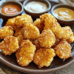To make these nuggets, you need simple and fresh ingredients. Here’s what you will need: - 1 pound chicken breast, cut into bite-sized pieces - 1 cup buttermilk (or substitute with milk, adding 1 tablespoon of lemon juice) - 1 cup all-purpose flour These ingredients form the base of your tasty nuggets. Chicken breast gives you that juicy bite. Buttermilk helps to tenderize the chicken. Flour provides the perfect crunch when fried. Flavor is key to making these nuggets shine. You’ll want to add these seasonings: - 1 teaspoon paprika - 1 teaspoon garlic powder - 1 teaspoon onion powder - 1 teaspoon black pepper - ½ teaspoon salt - ½ teaspoon cayenne pepper (optional for an added kick) These seasonings mix with the chicken in the buttermilk. This step adds depth and flavor. The cayenne pepper is optional, but it gives a nice kick! For frying, you need the right oil. I always recommend using peanut oil. It has a high smoke point, perfect for frying. Here’s why peanut oil is a good choice: - It adds a subtle nutty flavor. - It crisps up the coating nicely. - It can handle high heat without burning. With these ingredients, you are set to create that crispy, juicy copycat Chick-fil-A nugget experience! For the full recipe, check out [Full Recipe]. Start by cutting your chicken breast into bite-sized pieces. In a medium bowl, mix the buttermilk with the chicken. Make sure each piece gets a good coat. This mix adds flavor and keeps the chicken juicy. Cover the bowl with plastic wrap. Let it marinate for at least 30 minutes. If you have time, let it sit for up to 4 hours in the fridge. The longer it sits, the better it tastes. While the chicken marinates, grab another bowl. Combine the flour, paprika, garlic powder, onion powder, black pepper, salt, and cayenne pepper. Whisk all the dry ingredients well until they are mixed evenly. This coating gives the nuggets their crispy texture. Set this bowl aside for later. Get a deep skillet or pot and fill it with about an inch of peanut oil. Heat the oil over medium-high heat. Use a cooking thermometer to check the temperature. You want it to reach 350°F (175°C). Once the oil is hot, take the chicken from the buttermilk. Let any extra liquid drip off. Dredge each chicken piece in the flour mixture, coating it evenly. Carefully place the coated nuggets into the hot oil. Fry them in small batches to avoid overcrowding. Cook each side for about 3-4 minutes. They should turn golden brown. Make sure the internal temperature hits 165°F (74°C). Once done, use a slotted spoon to transfer them to a plate lined with paper towels. This helps drain off extra oil. Serve the nuggets hot for the best taste. Enjoy with your favorite dipping sauces! For the full recipe, check out the earlier section. To get that crispy texture, follow a few key steps. First, you must marinate the chicken in buttermilk. This helps tenderize the meat and adds flavor. Let it sit for at least 30 minutes. If you can, let it sit for up to 4 hours. The longer it marinates, the better it tastes. Next, use the right coating. Mix your flour with spices like paprika and garlic powder. This adds flavor and enhances the crunch. Make sure to coat each chicken piece evenly. Use your fingers to press the flour onto the chicken. This creates a nice, thick layer. Finally, the frying method is crucial. The oil must be hot enough, around 350°F (175°C). If it’s too cool, the nuggets will absorb oil and become soggy. If it’s too hot, they will burn. Use a thermometer to check the oil temperature. When frying, don’t crowd the pan. Fry in small batches. This ensures each nugget has enough space to cook evenly. If you add too many at once, the oil temperature drops. This leads to soggy nuggets instead of crispy ones. Use a slotted spoon to remove the nuggets. This lets the excess oil drip off. Place them on a paper towel-lined plate. This will keep them crispy while you finish frying the rest. Pay attention to cooking time. Each nugget needs about 3-4 minutes per side. Look for a golden brown color. Always check that the internal temperature hits 165°F (74°C) to ensure safety. If you don’t want to fry, you can bake your nuggets. Preheat the oven to 400°F (200°C). Place coated nuggets on a baking sheet lined with parchment paper. Spray them lightly with cooking oil. This helps them crisp up in the oven. Air frying is another great option. Set your air fryer to 400°F (200°C) and cook for about 10-12 minutes. Shake the basket halfway through to ensure they cook evenly. Both methods still give you that crunchy bite without all the oil. For a healthier twist, consider grilling them. Just be sure to watch the cooking time closely to avoid drying them out. Each method has its perks, so try them all and see what you like best! {{image_4}} To make spicy chicken nuggets, add more cayenne pepper. Use one teaspoon instead of half. This gives the nuggets a nice kick. You can also add hot sauce to the buttermilk. Mix in one tablespoon for extra heat. Adjust the spice to your taste. The goal is to balance flavor and heat. If you want to bake the nuggets, preheat your oven to 400°F (200°C). After dredging the chicken in flour, place them on a baking sheet. Spray the nuggets lightly with cooking oil. Bake for 15-20 minutes. Flip them halfway through to ensure even cooking. They won’t be as crispy, but they will still taste great. To make gluten-free nuggets, replace all-purpose flour with gluten-free flour. Use a one-to-one baking blend for best results. Check that your buttermilk and seasonings are gluten-free. Following the same steps will yield tasty results. These nuggets can please everyone at the table. Each variation adds a fun twist to the classic recipe. Enjoy exploring these options while making your Copycat Chick-fil-A Nuggets! For the full recipe, check earlier in this article. To keep your leftover nuggets fresh, let them cool to room temperature. Place them in an airtight container. You can store them in the fridge for up to 3 days. Make sure to separate layers with parchment paper. This helps prevent sticking. When ready to enjoy your leftover nuggets, preheat your oven to 400°F (200°C). Place the nuggets on a baking sheet in a single layer. Heat for about 10-12 minutes until they are hot and crispy. This method keeps them crunchy. You can also use an air fryer at 350°F (175°C) for about 5-7 minutes. If you want to store nuggets for longer, freezing works great. First, let them cool completely. Then, place them in a single layer on a baking sheet. Freeze until solid, about 1-2 hours. Once frozen, transfer them to a freezer-safe bag or container. They will last for up to 3 months. When ready to eat, cook them straight from frozen. Fry or bake them as you normally would, adding a few extra minutes to the cooking time. You can enjoy Chick-fil-A nuggets with many tasty sauces. Popular choices include honey mustard, ranch, and barbecue sauce. You might also like sweet and sour sauce or spicy buffalo sauce. Each sauce adds a unique flavor to the nuggets. Try mixing sauces for a fun twist! Yes, you can prepare some parts of this recipe ahead. Marinate the chicken in buttermilk for up to 4 hours. This helps the chicken stay juicy. You can also coat the nuggets in flour and spices a few hours before frying. Just cover them and keep them in the fridge. Fry them fresh when you are ready to eat! To make sure your chicken is cooked right, use a meat thermometer. The internal temperature should reach 165°F (74°C). This ensures the chicken is safe to eat. Also, fry the nuggets in small batches. This helps them cook evenly and stay crispy. If they don’t seem golden brown, give them a little more time in the oil. Trust your instincts and enjoy the cooking process! In this post, we explored how to make copycat Chick-fil-A nuggets. We covered the main ingredients, seasonings, and recommended cooking oil. I shared step-by-step instructions for marinating, coating, and frying your chicken. You learned tips for a perfect crispy texture and variations for spicy and gluten-free nuggets. We also discussed storage options and answered common questions. Now you can enjoy these tasty nuggets at home anytime. Happy cooking!