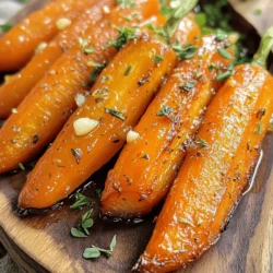 - 1 pound baby carrots (or regular carrots) - 3 tablespoons honey - 2 tablespoons extra virgin olive oil - 4 cloves garlic, finely minced - 1 teaspoon fresh thyme leaves (or ½ teaspoon dried thyme) - Salt and freshly ground pepper to taste - 1 tablespoon balsamic vinegar - Fresh parsley, chopped, for garnishing The main ingredients for honey garlic roasted carrots are simple yet powerful. Carrots offer a sweet base. Honey adds a rich layer of flavor. Olive oil helps everything roast nicely. Next, you need garlic. It gives the dish a savory kick. Fresh thyme adds depth and aroma. Salt and pepper bring all these flavors together. You can enhance this dish further. Balsamic vinegar adds a tangy touch. Fresh parsley not only looks pretty but also adds freshness. Gather these items before you start cooking. You will enjoy the sweet and savory blend in this dish. For the full recipe, check out the details above. - Preheat the oven to 425°F (220°C). - In a large bowl, whisk together honey, olive oil, minced garlic, thyme, salt, and pepper. Whisking these ingredients makes a sweet and savory glaze. This mix helps coat the carrots well, giving them a rich flavor. If you want extra depth, add balsamic vinegar for a tangy twist. - Toss baby carrots with the honey garlic mixture. - Ensure even coating for optimal flavor. Make sure each carrot is coated. This step is key for that delicious taste. When you toss them, look for a shiny finish. - Line a baking sheet with parchment paper. - Roast for 25-30 minutes, turning halfway. Lining the baking sheet keeps the carrots from sticking. Place them in a single layer for even cooking. Turn them halfway through to get that nice brown caramelization. You’ll know they’re ready when they feel tender and have a sweet, golden color. Enjoy this easy recipe from the Full Recipe for a tasty side dish! To get that lovely caramelization, keep some things in mind. First, do not overcrowd the baking sheet. This lets the carrots roast evenly and brown nicely. Second, check for tenderness with a fork. When they feel soft, they are ready to come out. Always taste the carrots before serving. This lets you adjust seasoning as needed. If you want more flavor, consider adding more thyme or a splash of vinegar. A little extra can elevate the dish! Serve the roasted carrots on a pretty platter. Drizzle any remaining glaze on top for added flavor. For a pop of color, garnish with chopped parsley. It makes the dish look fresh and inviting. Enjoy this simple yet elegant side! {{image_4}} You can play with different veggies for this recipe. Try using parsnips or sweet potatoes. They add a nice twist. If you want to mix things up, add seasonal vegetables too. Root vegetables like turnips or beets work well. Each one brings its own taste and texture. You can create a colorful dish this way. The honey garlic glaze will enhance all these flavors. Want to spice things up? Add a pinch of cayenne pepper. It gives the dish a warm kick. If you prefer a fresh taste, try adding citrus zest. Lemon or orange zest can brighten the flavors. You can adjust the sweetness with more honey or less. This makes it fun to experiment with your favorite flavors. Need a vegan option? Swap the honey for maple syrup. It works just as well and tastes great. If you want a lighter dish, reduce the oil. This keeps the carrots tasty without being too rich. These changes let anyone enjoy this dish, no matter their diet. Store any leftover honey garlic roasted carrots in an airtight container. This helps keep them fresh. They can last up to 3-4 days in the fridge. Just make sure the lid is on tight to avoid drying out. For the best texture, reheat your carrots in the oven. Preheat your oven to 350°F (175°C) and place the carrots on a baking sheet. Heat them for about 10-15 minutes. If you're in a hurry, you can use the microwave. Just heat in 30-second bursts, checking often to avoid overcooking. You can freeze your honey garlic roasted carrots before or after roasting. To freeze them, place the cooled carrots in freezer-safe bags. Make sure to squeeze out all the air before sealing. They can stay fresh in the freezer for up to 3 months. When you're ready to eat them, thaw in the fridge overnight and reheat. Yes, just peel and cut them into uniform sticks. This way, they will cook evenly. Regular carrots can offer a great taste too. They should be tender and slightly caramelized. You can test this by poking them with a fork. If they are soft and sweet, they are ready. They pair well with grilled meats, salads, or as a side dish for any meal. The sweet and savory flavors complement many main dishes. Yes, you can prepare the carrots and store them before roasting. Just keep them in the fridge until you are ready to cook. This can save time on busy days. For the full recipe, check out the earlier section. This blog post showed you how to make honey garlic roasted carrots. You learned about the key ingredients, like baby carrots, honey, and olive oil. I provided clear instructions for preparation and cooking, along with helpful tips for the best flavors. You can even try variations with other veggies or seasonings. Finally, I discussed storage options, so your leftovers won’t go to waste. Now, enjoy creating this tasty dish and impress your family or friends with your skills!