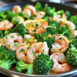 - 1 pound large shrimp, peeled and deveined - 2 cups broccoli florets - 4 cloves garlic, minced - Zest and juice of 1 lemon - 3 tablespoons olive oil - 1 teaspoon red pepper flakes (optional) - Salt and freshly cracked black pepper to taste - Fresh parsley for garnish In this dish, fresh shrimp takes center stage. You want to use large shrimp for the best texture. Make sure they are peeled and deveined to cut down on prep time. Broccoli brings color and crunch. I love using broccoli florets because they soak up the garlic and lemon flavors. Garlic adds a punch, making the dish so tasty. You can mince it finely for a stronger flavor. The zest and juice of a lemon brighten everything up. It gives the dish a fresh taste that balances the richness of the shrimp. For the oil, I prefer olive oil. It adds a nice depth and helps cook the shrimp evenly. If you like heat, add red pepper flakes. They give the dish a fun kick. Don’t forget salt and pepper. They enhance all the flavors. Finally, fresh parsley adds a touch of color and freshness. For the full recipe, check out the details above! - Heat 2 tablespoons of olive oil in a large skillet over medium heat. - Add 4 cloves of minced garlic and sauté for about 1 minute. - Stir often to keep the garlic from burning. - Next, add 2 cups of broccoli florets to the skillet. - Season the broccoli with salt, pepper, and optional red pepper flakes. - Cook the broccoli for 5-7 minutes until it's tender and bright green. - After the broccoli is done, push it to one side of the pan. - Pour the remaining tablespoon of olive oil into the empty side. - Place 1 pound of shrimp in a single layer on the oiled side. - Sprinkle lemon zest on the shrimp. - Cook the shrimp for about 2-3 minutes on each side. - They should turn pink and opaque when done. - Once cooked, mix the shrimp and broccoli together in the pan. - Squeeze fresh lemon juice over the shrimp and broccoli. - Toss everything to blend the flavors well. - Remove the skillet from heat and garnish with fresh parsley. - For serving, place the dish on a large platter. - Drizzle any pan juices over the top and add lemon wedges. For the complete recipe, check the [Full Recipe]. Enjoy your meal! To make your shrimp shine, focus on oil temperature. Heat your olive oil over medium heat. If the oil is too hot, the garlic burns. If it's too cool, the shrimp won't cook well. Start by sautéing the garlic for just one minute. This step releases its rich flavor without burning. Timing for shrimp is key. Cook them for about 2 to 3 minutes on each side. You want them pink and opaque, not rubbery. Want to spice things up? Add red pepper flakes for heat. Fresh herbs like basil or dill can elevate the dish. Consider adding other spices like paprika for depth. You can also toss in extra veggies. Bell peppers, snap peas, or asparagus work well. These add color and nutrients to your meal. Pair your dish with simple sides. A fluffy rice or warm crusty bread complements the shrimp. For a light touch, serve with a green salad. This balances the meal nicely. When it comes to drinks, a chilled white wine works best. A crisp Sauvignon Blanc or a light Pinot Grigio enhances the flavors. You could also serve sparkling water with lemon for a refreshing option. Enjoy this one pan meal with friends or family! {{image_4}} You can change the vegetables in this dish. If you want to skip broccoli, try snap peas, bell peppers, or asparagus. These options add color and crunch. You can also think about using seasonal veggies. In spring, use fresh green beans or zucchini. In fall, consider roasted carrots or Brussels sprouts. Seasonal vegetables not only taste great, but they also keep your dish fresh and exciting. If shrimp is not your thing, you have options. You can use scallops or fish like tilapia or cod. They cook quickly and soak up the lemon flavor well. If you want a heartier meal, try chicken breast. Cut it into bite-sized pieces and sauté the same way as the shrimp. For a plant-based choice, use tofu. Press and cube the tofu before cooking it until golden. This gives a nice texture and a different twist to the dish. Want a zesty kick? Swap lemon for lime. Lime adds a tangy twist that brightens the dish. You can also add creamy elements. Mix in a splash of cream or a dollop of sour cream at the end. This adds richness and balances the dish's brightness. Don't be afraid to play with flavors. Experimenting can lead to a delicious new favorite. For the full recipe, check the earlier section. To keep your One Pan Lemon Garlic Shrimp fresh, follow these steps: - Place leftovers in an airtight container. - Let the dish cool down to room temperature first. - Store it in the fridge within two hours of cooking. Your shrimp will last in the fridge for up to three days. After that, it may lose flavor and texture. Always check for signs of spoilage before eating. When you're ready to enjoy your leftovers, reheating is key to keeping that great taste. Here’s how: - Microwaving Tips: - Use a microwave-safe plate. - Cover the shrimp loosely with a damp paper towel. - Heat in short bursts, about 30 seconds at a time, stirring between each. This method helps maintain moisture and flavor. - Skillet Reheating Methods: - Heat a non-stick skillet over medium heat. - Add a splash of olive oil to keep it juicy. - Place the shrimp in the skillet, stirring gently for about 3-5 minutes. This method revives the shrimp's texture and taste. Enjoy your meal! It takes about 10 minutes to prep and 10 minutes to cook. In total, you’ll spend around 20 minutes on this tasty dish. This quick cooking time makes it a great option for busy weeknights. Yes, you can skip the broccoli if you prefer. You can use other veggies like bell peppers, asparagus, or snap peas instead. Just ensure they cook well with the shrimp. To keep shrimp tender, do not overcook them. Cook until they are pink and opaque, usually about 2-3 minutes on each side. Also, use fresh shrimp for the best texture and taste. Absolutely! You can use frozen shrimp. Just thaw them first in cold water. Once thawed, pat them dry before cooking. This helps them sear better and prevents excess moisture. This blog post covered how to make a tasty One Pan Lemon Garlic Shrimp dish. We discussed key ingredients, step-by-step instructions, and tips for perfecting the meal. You learned how to add your own twist with different vegetables or proteins. In conclusion, this dish is simple and full of flavor. You can easily modify it to fit your taste. So grab your ingredients and start cooking this quick, delicious meal! Enjoy the process and impress your family and friends.