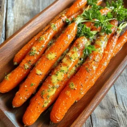 - 1 pound baby carrots, washed and trimmed - 4 tablespoons unsalted butter, melted until lightly browned - 4 cloves of garlic, finely minced - 1 teaspoon fresh thyme leaves (or ½ teaspoon dried thyme) - 1 tablespoon honey - Salt and freshly ground black pepper to taste - Fresh parsley for garnish These ingredients create a truly delightful side dish. The baby carrots shine when roasted, bringing out their natural sweetness. The garlic butter adds rich flavor, making the dish hard to resist. I like to use unsalted butter because it gives you control over the salt. The garlic, when finely minced, releases its bold flavor, mixing perfectly with the butter. Fresh thyme adds an earthy note that balances the sweetness of the carrots. Honey gives a touch of sweetness that enhances the dish. Make sure to season with salt and pepper to taste. A sprinkle of fresh parsley at the end brightens up the plate. For the full details on how to prepare this dish, refer to the Full Recipe. Enjoy the process and the fantastic aroma that fills your kitchen! To start, preheat your oven to 400°F (200°C). This temperature works best for roasting. While the oven heats, grab a large mixing bowl. In this bowl, whisk together the melted butter, minced garlic, thyme, honey, salt, and pepper. You want to mix it well. This garlic butter mixture adds rich flavor to the carrots. Next, add the washed and trimmed baby carrots into the bowl. Toss them gently in the garlic butter mixture. Make sure each carrot gets a good coat. This step is key for flavor. After coating, spread the carrots out on a baking sheet lined with parchment paper. This helps with easy cleanup and prevents sticking. Now, place the baking sheet in the preheated oven. Roast the carrots for 25 to 30 minutes. Halfway through, stir the carrots gently. This ensures even cooking and helps them caramelize beautifully. When they finish roasting, they should be tender and have a lovely golden color. They are now ready to serve. For the full recipe, check out the complete details. To get the best caramelization, start with fresh, young carrots. Their natural sugars will caramelize nicely. Cut them into even sizes. This helps them cook at the same rate. Spacing on the baking sheet is key. If carrots are too close, they will steam instead of roast. Leave space between each carrot. This allows hot air to circulate and create that beautiful golden-brown color. You can customize the garlic butter to your taste. If you love garlic, add an extra clove. For a milder flavor, reduce the amount. Want to enhance sweetness? Honey works great, but you can also use maple syrup. Both options add a delightful touch. For plating, arrange the roasted carrots on a large serving dish. Drizzle any leftover garlic butter from the baking sheet over them. This adds both flavor and visual appeal. These carrots pair well with many dishes. Serve them alongside roasted chicken or grilled fish. They also complement grains like quinoa or rice. Try them with a fresh green salad for a well-rounded meal. For the full recipe, check out the Garlic Butter Roasted Carrots section above. {{image_4}} You can easily change the taste of garlic butter roasted carrots. Adding spices like paprika or cumin gives them a warm kick. These spices blend well with the sweet flavor of the carrots. If you want a fresh touch, try using herbs like rosemary or oregano. Fresh herbs brighten the dish and add depth. Don’t feel tied to just carrots! You can swap them for other root veggies. Try using parsnips or sweet potatoes for a new twist. Mixing carrots with potatoes creates a colorful and tasty blend. Each vegetable brings its own flavor, making the dish even more exciting. Want to make this recipe vegan? Just switch the butter with a plant-based option. Coconut oil or vegan butter works well and keeps the flavor intact. For those with gluten issues, this recipe is naturally gluten-free. You can enjoy these garlic butter roasted carrots without worry! For the full recipe, check out the Garlic Butter Roasted Carrots section above. Once you've enjoyed your garlic butter roasted carrots, let them cool. This keeps them fresh. Place the carrots in an airtight container. Glass or plastic containers work great. You can keep them in the fridge for about three to five days. If you want, you can also wrap them tightly in plastic wrap. Reheating roasted carrots can be quick and easy. The best way is to use the oven. Preheat your oven to 350°F (175°C). Spread the carrots on a baking sheet. Heat them for about 10 to 15 minutes. This will help keep them tender and tasty. You can also use a microwave. Just place the carrots in a microwave-safe dish. Heat them for 1 to 2 minutes, stirring halfway through. If you want to save some for later, freezing works well. First, let the carrots cool completely. Spread them in a single layer on a baking sheet. Freeze them for about an hour. This helps each piece stay separate. Once frozen, transfer the carrots to a freezer bag. Remove as much air as possible before sealing. They can last for up to three months in the freezer. When you’re ready to enjoy them, thaw them in the fridge overnight. Reheat them as described above for the best taste. Garlic butter roasted carrots last about 3 to 5 days in the fridge. Keep them in an airtight container to stay fresh. This way, you can enjoy their rich flavor for a few days after cooking. Yes, you can make these carrots ahead of time. Roast them, then cool and store them in the fridge. To reheat, place them in a 350°F (175°C) oven for about 10-15 minutes. This method helps keep the carrots tender and tasty. Garlic butter roasted carrots pair well with many dishes. Here are some great options: - Grilled chicken or steak for protein - Quinoa or rice for a hearty grain - A fresh salad for added crunch These sides complement the sweet and savory flavors of the carrots. For a full recipe, check the details above. Roasting baby carrots with garlic butter is simple and rewarding. You only need a few ingredients, like baby carrots, butter, and honey. The step-by-step guide makes preparation easy, ensuring great flavor and texture. Try tips for better caramelization and adjustments to suit your taste. Remember, you can enjoy different variations and even store extras for later. This dish pairs well with many meals, making it a flexible side. Overall, garlic butter roasted carrots are a delicious addition to any table. Enjoy your cooking!