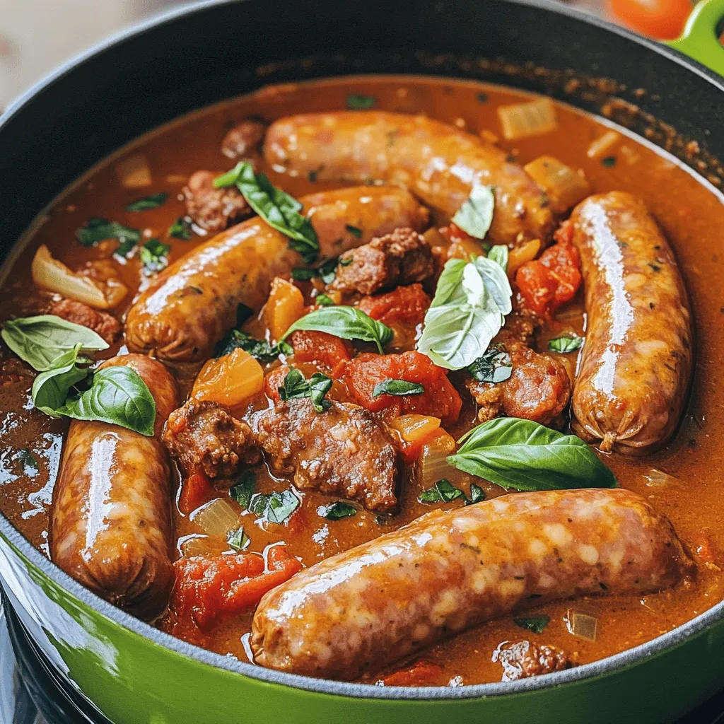 To create a rich and hearty Sunday gravy, you need quality ingredients. Here’s what you need: - 1 large onion, finely chopped - 4 cloves garlic, minced - 1 large carrot, diced - 1 celery stalk, diced - 2 cans (28 oz each) crushed tomatoes - 2 tablespoons tomato paste - 5 Italian sausage links (mild or spicy) - 1 pound beef chuck, cut into large chunks Fresh produce like onion, garlic, carrot, and celery adds depth to the sauce. You can use crushed tomatoes for a smoother texture or whole tomatoes for a chunkier sauce. Both work well, but I prefer crushed for its ease. Dried herbs make your gravy shine. I recommend: - 1 teaspoon dried oregano - 1 teaspoon dried basil These herbs bring a warm flavor to the dish. Adding a teaspoon of sugar balances the acidity of the tomatoes. A bay leaf adds an earthy note that enhances the overall taste. For a finishing touch, consider fresh basil and grated Parmesan cheese. These add brightness and richness. You can serve the gravy over pasta or with crusty bread on the side. Both options let you soak up every drop of that delicious sauce. If you're feeling creative, a simple salad pairs nicely, too, adding freshness to your meal. For a complete guide on how to prepare this dish, check the Full Recipe. To start your Sunday gravy, heat 2 tablespoons of olive oil in a large pot over medium heat. As the oil warms, chop one large onion, one large carrot, and one celery stalk. Add these veggies to the pot. Sauté them for about 5-7 minutes. You want the onion to turn soft and clear. This step builds the flavor base for your sauce. Next, mince 4 cloves of garlic. After the onion is ready, add the garlic to the pot. Stir it for one minute. You want the garlic to become fragrant but not brown. This will enhance the taste of your sauce. Once your base is ready, pour in two cans of crushed tomatoes and 2 tablespoons of tomato paste. Mix everything well. Add in one teaspoon each of dried oregano and dried basil. Also, add one teaspoon of sugar, salt, and pepper to taste. Finally, toss in one bay leaf. Now, bring your sauce to a gentle simmer. This is key! Let it simmer for at least 1.5 to 2 hours. The longer you simmer, the better the flavors blend. If your sauce gets too thick, add a little water until you reach your desired texture. In a separate skillet, heat it over medium heat. First, add five links of Italian sausage. Brown the sausage for about 5-7 minutes, turning it often. You want a nice golden color on all sides. After browning, transfer the sausage to your sauce pot. Next, add one pound of beef chuck cut into large chunks to the same skillet. Sear the beef for 8-10 minutes. You want a brown crust on all sides. This step adds depth to your sauce. Once done, add the beef to the sauce pot. Cover the pot with a lid and let it simmer. Remember to stir occasionally to prevent the sauce from sticking. Keep an eye on the flavors, and adjust salt and pepper if needed. For the full experience, check out the Full Recipe! To get the best taste in your Sunday gravy, choose high-quality ingredients. I recommend using extra virgin olive oil. It adds rich flavor and depth. For tomatoes, go for San Marzano canned tomatoes. They have the right balance of sweetness and acidity. When it comes to herbs, always use fresh where possible. Fresh basil and oregano give a brighter flavor. Dried herbs work, but their taste is less vibrant. One common mistake is overcooking garlic. Garlic should be fragrant but not brown. Browning can lead to a bitter taste. Another mistake is not letting the sauce simmer long enough. A good gravy needs at least two hours to develop full flavor. Don’t rush this step. The longer it simmers, the better it gets. You can enhance your gravy in many ways. Adding a splash of red wine brings depth. A Parmesan rind adds richness too. It melts into the sauce, infusing it with flavor. You can also mix in different meats. Try adding meatballs, pork, or even vegetables like mushrooms. This gives you a unique twist on the classic dish. {{image_4}} You can easily make a meatless version of Sunday gravy. To do this, replace the meat with hearty vegetables or plant-based proteins. Some great substitutes include: - Lentils - Chickpeas - Tempeh - Cauliflower These options add protein and texture. For flavor, use a mix of mushrooms and eggplant. They give a rich taste that mimics meat. You can follow the same Full Recipe, but skip the meat steps. Just add the vegetables when you sauté the onion and garlic. This creates a delicious vegetarian gravy. Sunday gravy can change based on where you are in Italy. In Southern Italy, it often includes more tomatoes and a bit of spice. In Northern Italy, you might find cream or butter added for richness. Here are some key differences: - Southern Italy: Rich tomato base, often with sausage. - Northern Italy: Creamy or buttery textures with less tomato. - Central Italy: A mix of both, using seasonal vegetables. Each region has its own way to serve gravy too. Some serve it over polenta or rice. Others stick to pasta, but the type may vary. You might find spaghetti in one area and rigatoni in another. To enjoy the full flavor of Sunday gravy, consider these pasta pairings: - Spaghetti - Fettuccine - Rigatoni These shapes hold the sauce well. You can also try serving it with: - Garlic bread - A simple green salad - Roasted vegetables These sides complement the meal perfectly. They add freshness and balance. Enjoying Sunday gravy is all about bringing the family together for a hearty feast. To keep your Sunday gravy fresh, store it in an airtight container. This helps lock in flavors. Place the gravy in the fridge if you plan to eat it within a few days. For longer storage, freeze it in freezer-safe bags or containers. Leave some space for expansion. When you’re ready to reheat, thaw in the refrigerator overnight. Heat it on the stove over low heat, stirring often. This way, you won’t lose any of that rich flavor. When stored properly, your Sunday gravy can last in the fridge for about 3 to 4 days. In the freezer, it can stay good for up to 3 months. To check for spoilage, look for any off smells or changes in color. If you see mold, discard the gravy. Always trust your senses; if it seems off, it's best to toss it. Leftover gravy is a great base for many meals. You can use it in baked ziti or over meatballs. It also works well with rice or polenta. For a quick lunch, mix it with veggies for a hearty soup. You can even use it as a dip for breadsticks. Get creative and enjoy your Sunday gravy throughout the week! For the full recipe of this dish, check out the link provided. Sunday gravy is richer than marinara sauce. It has meat, often beef and sausage. Marinara is a simple sauce made mostly from tomatoes, garlic, and herbs. You use it for pasta or pizza. Sunday gravy simmers for hours, allowing the flavors to deepen. Marinara cooks quickly and serves as a base for many dishes. Yes, you can use fresh tomatoes. Use about 2-3 pounds of ripe tomatoes. First, blanch them in boiling water for 30 seconds. Then, cool them in ice water to peel easily. Chop the tomatoes and add them to the pot. Fresh tomatoes need more cooking time, so simmer for an extra 30 minutes. This helps the flavors develop. To thicken your gravy, reduce the heat and let it simmer longer. This cooks off excess liquid. You can also mash some of the vegetables in the pot. Another option is to add a bit of tomato paste. It boosts flavor and thickens the sauce. For a smooth texture, blend a small portion of the gravy and stir it back in. You now have the tools to make authentic Italian Sunday gravy. Remember the key ingredients: fresh produce, quality meat, and seasoning. Follow the step-by-step guide for great results. Avoid common mistakes, and don't hesitate to try variations, like meatless options or regional styles. Store leftovers well to enjoy later. The right preparation and care ensure that your gravy tastes fantastic. Enjoy cooking and savor each bite of your homemade comfort food.