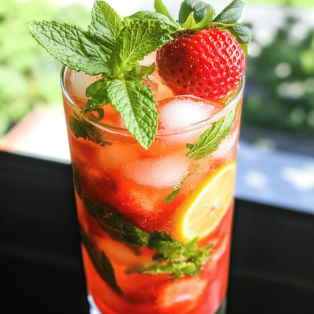 To make a great Strawberry Dirty Sprite, you need fresh strawberries. Choose ripe, juicy berries for the best taste. You will need about 2 cups. Start by hulling and chopping them. This step helps bring out their sweet flavor. Next, you need something bubbly. You can use sparkling water or a citrus-flavored soda. I recommend lemon-lime soda for a zesty kick. You will need 1 cup of this bubbly drink. It adds a refreshing sparkle to your mix. Lastly, if you like your drink sweeter, consider adding a sweetener. Honey or agave syrup works well. Use about 1 tablespoon, but this is optional. A splash of freshly squeezed lime juice adds a nice tang too! For the full recipe, check the details above. Enjoy making this tasty drink! Start by washing the fresh strawberries. Remove the green tops and chop them. Place the chopped strawberries in a blender. Blend on high until smooth. If you like some bits in your drink, pulse until you reach your desired texture. Grab a fine mesh sieve and set it over a mixing bowl. Carefully pour the strawberry puree into the sieve. Use the back of a spoon to press the puree through. This helps separate the juice from the seeds. Discard the seeds left in the sieve. In a large pitcher, combine the fresh strawberry puree with sparkling water or citrus soda. Add in the Sprite and lime juice. If you want a sweeter drink, add honey or agave syrup. Stir gently to mix all the ingredients well. Take your serving glasses and fill each with ice cubes. Pour the strawberry mixture over the ice. Fill each glass to your liking. To make it look great, add a sprig of fresh mint to each glass. For extra flair, you can place a whole strawberry on the rim. Serve right away to enjoy this fizzy, fruity drink. For the full recipe, check out the detailed guide above! When picking strawberries, look for bright red color. They should feel firm and plump. Avoid any berries with white or green spots. Fresh strawberries should smell sweet and fragrant. You can also check for a shiny surface. This means they are juicy and fresh. Local farmers' markets often have the best options. Sweetness is key in this drink. If you prefer it sweeter, add more honey or agave syrup. Start with one tablespoon and taste it. You can always add more if needed. If you want less sugar, skip the sweeteners. The natural sweetness of strawberries can be enough. Lime juice adds a nice tang, balancing the flavors. Serve Strawberry Dirty Sprite in tall glasses for a nice look. Use ice cubes to keep the drink cold and refreshing. Garnishing with mint leaves adds a pop of color. You can also add a whole strawberry on the glass rim. This makes it look fancy and inviting. Enjoy this drink at summer parties or casual gatherings. It’s perfect for cooling off on hot days! For the full recipe, check the main section. {{image_4}} You can turn your drink into a Strawberry Lemonade Dirty Sprite. Just add some lemonade to the mix. Use one cup of lemonade instead of some sparkling water. It adds a nice tartness that pairs well with strawberries. This mix makes it extra refreshing on hot days. Feeling like a fun twist? Try adding vodka to your drink! Mix in one ounce of vodka per glass. This makes it a perfect drink for parties or gatherings. The vodka adds a kick without overpowering the strawberry flavor. It’s easy to enjoy on a summer evening! Want a sugar-free drink? You have options! Use a sugar-free soda in place of Sprite. You can also skip the honey or agave syrup. Instead, try a sugar substitute like stevia. This way, you can enjoy a tasty drink without added sugar. For the full recipe, check out the details above. You can store Strawberry Dirty Sprite in the fridge for up to two days. Use a tight lid to keep it fresh. If you leave it out, the fizz will go away. This drink tastes best when fresh. You can freeze the drink if you want to keep it longer. Pour it into ice cube trays. Once frozen, pop them out and store in a bag. Use these cubes in smoothies or drinks later. This way, you can enjoy the flavor even after some time. To keep your Strawberry Dirty Sprite fresh, avoid mixing too much at once. Make only what you need. If you have leftover strawberries, store them in a sealed bag in the fridge. This will help them last longer. Always check for signs of spoilage before using any ingredients. If you don’t have Sprite, you can use any lemon-lime soda. You can also try ginger ale for a different flavor. Both options give a nice fizz and sweetness. Yes, frozen strawberries work well. Thaw them first and drain any extra liquid. This way, you can still enjoy a fruity taste. Fresh strawberries are great, but frozen ones will still make a lovely drink. You can store Strawberry Dirty Sprite for up to 24 hours in the fridge. Keep it in a sealed container to maintain its fizz. The drink tastes best when fresh, so drink it soon after making it. Dirty Sprite began in the hip-hop culture of the South. It mixes soda with other flavors for a fun twist. While the classic version uses soda and cough syrup, this recipe is a tasty, non-alcoholic spin. You can enjoy the fizzy, fruity delight without worry. For the full recipe, check out the details above! We covered how to make a delicious Strawberry Dirty Sprite. Fresh strawberries bring the best flavor. Mixing them with sparkling water or soda makes for a fun drink. Remember to adjust sweetness to your taste. Use the tips for choosing strawberries and serving suggestions to impress your friends. You can try different variations, even an alcoholic spin. Don’t forget the storage tips to keep your drink fresh. Enjoy creating and sharing this tasty treat!