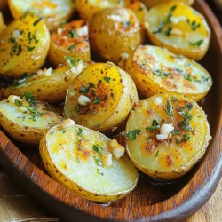 To make Garlic Herb Roasted Potatoes, gather the following ingredients: - 2 pounds baby potatoes, halved - 4 cloves garlic, finely minced - 3 tablespoons extra-virgin olive oil - 2 teaspoons dried rosemary - 2 teaspoons dried thyme - 1 teaspoon smoked paprika - Salt and freshly cracked black pepper, to taste - Fresh parsley, finely chopped (for garnish) These simple ingredients create a dish that is both hearty and flavorful. The baby potatoes are perfect for roasting. They are tender and have a lovely skin that crisps up nicely. Garlic adds a punch of flavor. When you roast it, garlic becomes sweet and mellow. The herbs bring freshness, while smoked paprika gives a warm depth. For garnish, fresh parsley adds a bright touch. It makes the dish look great and adds a hint of freshness. You can find the full recipe [here](#). Start by preheating your oven to 425°F (220°C). This high temperature helps roast the potatoes perfectly. It allows them to get crispy on the outside while staying soft inside. A hot oven is key to great roasted potatoes. Next, grab a big mixing bowl. Add 2 pounds of halved baby potatoes. Toss in 4 minced garlic cloves, 3 tablespoons of olive oil, 2 teaspoons of dried rosemary, 2 teaspoons of dried thyme, and 1 teaspoon of smoked paprika. Now, add salt and black pepper to taste. Use a spatula or your hands to mix everything. Make sure the potatoes get a good coat of oil and herbs. This step is vital for flavor. Spread the seasoned potatoes on a large baking sheet. Keep them in a single layer to allow for even cooking. If they are too crowded, they will steam instead of roast. Bake for 25-30 minutes. Halfway through, flip the potatoes. This helps them brown evenly. You want them golden and crispy on all sides. When they look perfect, take them out and let them cool for a few minutes. This will enhance their texture. For serving, place the potatoes in a nice dish and sprinkle with fresh parsley for color and flavor. For the complete recipe, check out the [Full Recipe]. When making garlic herb roasted potatoes, the right variety matters. I love using baby potatoes. They have a creamy texture and roast well. You can also try Yukon Gold or red potatoes. They hold their shape and soak up flavors nicely. Avoid starchy potatoes like Russets. They can turn mushy instead of crispy. You can boost the flavor of your potatoes with extra herbs and spices. Fresh herbs like rosemary and thyme work well. You can also add parsley for freshness. If you like a little kick, try red pepper flakes. For a smoky twist, add more smoked paprika. Each spice adds its own magic to the dish. To get that perfect crispiness, follow a few simple tricks. First, make sure your oven is hot enough. Preheat to 425°F (220°C). Second, space out the potatoes on the baking sheet. Crowding them makes steaming happen, not roasting. Finally, flip the potatoes halfway through cooking. This helps them brown evenly on all sides. For the best texture, let them cool for a few minutes after roasting. This step makes a big difference in crunch! {{image_4}} When it comes to herbs, you can customize your roasted potatoes. Fresh herbs offer a bright taste. Dried herbs, on the other hand, have a strong flavor. If you have fresh rosemary or thyme, use them. They add a lovely aroma. You can also mix herbs like oregano and basil for a unique twist. Experiment to find your favorite blend. Adding heat is an easy way to spice things up. Red pepper flakes bring a nice kick. Just a pinch can change the whole dish. You can also try spices like cumin or curry powder for a new vibe. These spices add warmth and depth. They can make your Garlic Herb Roasted Potatoes stand out. Combining potatoes with other veggies makes your dish more colorful and tasty. Think about adding carrots, bell peppers, or onions. Just chop them to a similar size as the potatoes. This ensures even cooking. Roasting mixed vegetables not only boosts flavor but also makes a vibrant plate. You can enjoy these tasty variations by following the [Full Recipe]. To store cooked Garlic Herb Roasted Potatoes, let them cool first. Place them in an airtight container. This prevents moisture loss and keeps them fresh. You can store them in the fridge for up to three days. When you’re ready to eat them, you will enjoy their taste and texture. To reheat the potatoes, use an oven or an air fryer. This helps maintain their crispy texture. Preheat your oven to 375°F (190°C). Spread the potatoes on a baking sheet. Heat them for about 10 to 15 minutes until warm. If using an air fryer, set it to 350°F (175°C) for about 5 to 7 minutes. Both methods keep your potatoes delicious. You can freeze Garlic Herb Roasted Potatoes if you want to save them longer. First, let them cool completely. Then, place them in a freezer-safe bag. Remove as much air as possible before sealing. They can last for up to three months in the freezer. To defrost, move them to the fridge overnight. Reheat them in the oven or air fryer for the best results. Enjoy the flavors just like when they were fresh! Garlic Herb Roasted Potatoes can last about 3 to 5 days in the fridge. To store them, place the leftovers in an airtight container. This helps keep them fresh and flavorful. When you are ready to eat, check for any signs of spoilage, like an off smell or changes in texture. Yes, you can use other types of potatoes! While baby potatoes are perfect for this recipe, you can try Yukon Gold or red potatoes. Both types have great flavor and texture. Just make sure to cut them into similar sizes for even cooking. These roasted potatoes pair well with many dishes. They go great with grilled chicken or fish. You can also serve them alongside a fresh salad or roasted vegetables. For a hearty meal, add a steak or a pork chop. The flavors complement each other nicely! Roasting garlic herb potatoes is simple and fun. You start with baby potatoes, garlic, and spices. After roasting, you achieve a crispy, tasty snack or side dish. Use fresh herbs or spices to change the flavor. Store leftovers properly to keep them fresh. Remember, these potatoes pair well with many meals. Enjoy the process, experiment with your ingredients, and savor the delicious results!