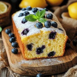 - 1 ½ cups all-purpose flour - 1 teaspoon baking powder - ½ teaspoon baking soda - ¼ teaspoon fine salt - ½ cup unsalted butter, softened to room temperature - 1 cup granulated sugar - 2 large eggs, at room temperature - 1 tablespoon grated lemon zest - ¼ cup lemon juice - 1 teaspoon vanilla extract - ¼ cup plain Greek yogurt - 1 cup fresh blueberries - Optional garnish (powdered sugar, mint leaves) To create the perfect lemon blueberry bread, gather these ingredients. The dry ingredients give the bread structure. Flour, baking powder, baking soda, and salt work together to create a light loaf. Next, the wet ingredients bring flavor and moisture. Butter adds richness, while sugar balances the tartness of lemon. Eggs help bind everything, ensuring the perfect rise. Grated lemon zest and juice give this bread its fresh flavor. Vanilla and Greek yogurt add depth and creaminess. Finally, blueberries offer juicy pops of sweetness. You can use fresh or frozen. If you choose frozen, do not thaw them before adding them to the batter. Once you have all the ingredients ready, you are set to start on the full recipe for this delightful lemon blueberry bread! - Preheat oven to 350°F (175°C). - Prepare a 9x5 inch loaf pan by greasing it with butter or lining it with parchment paper. - Combine 1 ½ cups all-purpose flour, 1 teaspoon baking powder, ½ teaspoon baking soda, and ¼ teaspoon fine salt in a bowl. - Whisk these dry ingredients together until they blend evenly. - In a large bowl, use an electric mixer to cream together ½ cup softened unsalted butter and 1 cup granulated sugar. - Mix until the mixture looks light and fluffy, about 3-5 minutes. - Add 2 large eggs, one at a time, mixing well after each addition until fully combined. - Gradually mix in the dry ingredients with the wet mixture. - Alternate adding the flour mixture and ¼ cup plain Greek yogurt, starting and ending with flour. - Mix just until everything is combined. Be careful not to overmix. - Gently fold in 1 cup of fresh blueberries using a spatula. - This helps keep the blueberries intact and prevents them from bursting. - Transfer the batter into the prepared loaf pan, smoothing the top for even baking. - Bake in the preheated oven for 50-60 minutes. - Check for doneness by inserting a toothpick in the center; it should come out clean. - Once baked, let the loaf cool in the pan for about 10 minutes. - Carefully transfer it to a wire rack to cool completely. Now you have a delicious Lemon Blueberry Bread ready to enjoy! For the complete recipe, check out the Full Recipe. To make your lemon blueberry bread light and fluffy, avoid overmixing. When combining your wet and dry ingredients, mix gently. Overmixing can lead to a dense loaf. Use room temperature ingredients, like eggs and butter. This helps them blend better, giving your bread a nice rise. For extra moisture, incorporate Greek yogurt into your batter. It adds creaminess and keeps the bread soft. Also, remember that ovens vary. Check your bread a few minutes early. If a toothpick comes out clean, it’s done. Adjust the baking time as needed. Slice your bread with a serrated knife for clean, even pieces. A smooth cut keeps everything neat. To elevate your presentation, dust the cooled bread with powdered sugar. Add a few fresh blueberries on top for color. A sprig of mint adds a nice touch and enhances the fresh look of your dish. For the full recipe, refer to the details provided earlier. {{image_4}} You can add some fun twists to your lemon blueberry bread. One great option is to include almond extract. This gives the bread a nice, nutty taste. You only need a teaspoon to make a big difference. Another idea is to mix in nuts. Walnuts or pecans work well. They add a crunchy texture. This makes every bite even more exciting! If you need a gluten-free option, swap out the all-purpose flour. Use gluten-free flour instead. It works just as well, and your bread will still taste amazing. For a dairy-free choice, replace butter with coconut oil. It adds a light coconut flavor. This small change keeps your bread moist and delicious. Change things up by swapping blueberries. Try using strawberries or raspberries instead. They bring a new flavor that is just as tasty. You can also add seasonal spices. A little cinnamon or nutmeg can enhance the bread's taste. These spices add warmth and depth, making the bread perfect for any season. Looking for the full recipe? Check out the [Full Recipe]. Store your lemon blueberry bread at room temperature. Use an airtight container for best results. It will stay fresh for 2-3 days. Keeping it sealed helps prevent it from drying out. For longer storage, freeze the bread. Wrap it tightly in plastic wrap. Place it in a freezer bag to prevent freezer burn. You can freeze the bread for up to 3 months. This is perfect if you want to save some for later. To thaw, move the bread to the fridge overnight. This keeps the texture nice and moist. If you want it warm, heat a slice briefly in the microwave or toaster oven. This brings back the fresh-baked taste. Enjoy your lemon blueberry bread even after storing! Yes, you can use frozen blueberries without thawing. This saves time and keeps the bread moist. A toothpick inserted in the center should come out clean. This means your bread is baked perfectly. Increase the amount of lemon zest or juice in the recipe. This gives the bread a brighter taste. Yes, it stores well and can be made a day in advance. This makes it perfect for planning. Great with coffee, tea, or as part of a brunch spread. It also pairs well with yogurt or fresh fruit. In this blog post, we explored the ingredients and steps to make a delicious Lemon Blueberry Bread. We discussed dry and wet ingredients, along with tips for mixing and baking. You learned about flavor variations and how to store your bread. Now you can bake a moist, flavorful loaf that impresses at any gathering. Enjoy trying different variations, and make this recipe your own!