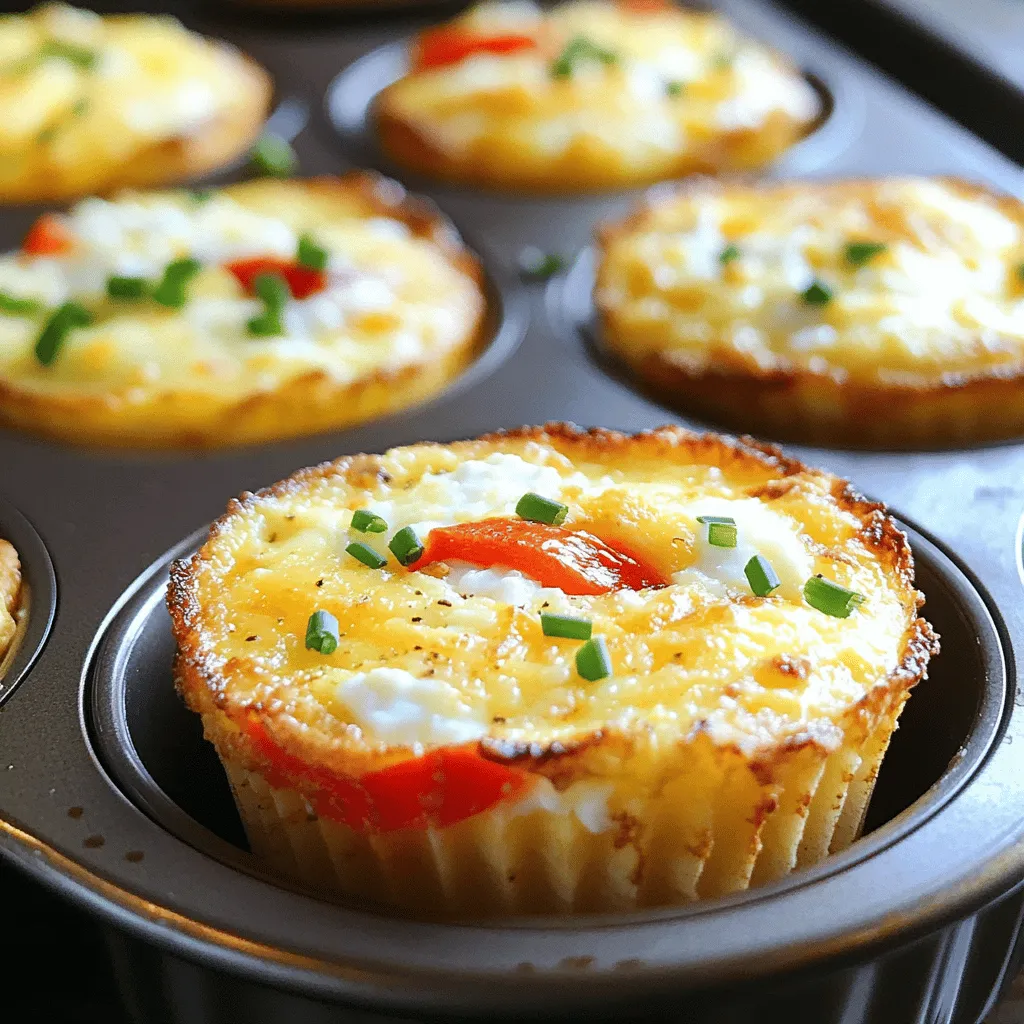 To make these egg bites, you need some basic ingredients. Here’s what you will use: - 6 large eggs - 1/2 cup cottage cheese - 1/2 cup shredded cheese (cheddar or a blend) - 1/4 cup bell peppers, finely diced - 1/4 cup cooked spinach, finely chopped (optional) - 1/4 teaspoon garlic powder - 1/4 teaspoon onion powder - Salt and pepper to taste - Fresh herbs (like chives or parsley) for garnish These key ingredients work together to create a rich and creamy texture. The eggs form the base, while the cheese adds creaminess. The bell peppers and spinach boost flavor and nutrition. You can make these egg bites even better by adding a few extras. Consider these options: - Cooked bacon or sausage for protein - Sun-dried tomatoes for a tangy twist - Feta cheese for a salty kick - Zucchini or mushrooms for more veggies Feel free to mix and match to suit your taste. Each add-in changes the flavor and makes the bites unique. You will need some simple tools for this recipe. Gather these items: - Muffin tin - Cooking spray or silicone muffin liners - Blender or mixing bowl - Spatula - Measuring cups and spoons Having the right tools makes cooking easier. The muffin tin helps shape the egg bites. A blender ensures a smooth mixture, and a spatula helps mix in your add-ins. First, gather all your ingredients. You need: - 6 large eggs - 1/2 cup cottage cheese - 1/2 cup shredded cheese (cheddar or a blend) - 1/4 cup bell peppers, finely diced - 1/4 cup cooked spinach, finely chopped (optional) - 1/4 teaspoon garlic powder - 1/4 teaspoon onion powder - Salt and pepper to taste - Fresh herbs for garnish Next, preheat your oven to 375°F (190°C). Grease a muffin tin with cooking spray or use silicone liners. This helps the egg bites come out easily. In a blender, combine the eggs, cottage cheese, and shredded cheese. Add garlic powder, onion powder, salt, and pepper. Blend on high until smooth and creamy. This step is key for a fluffy texture. After blending, add the diced bell peppers and optional spinach. Use a spatula to fold them in gently. This keeps the veggies intact and evenly mixed. Carefully pour the egg mixture into each muffin cup, filling them three-quarters full. To ensure even cooking, place the muffin tin inside a larger baking dish. Add hot water to the larger dish until it reaches halfway up the sides of the muffin tin. This steam bath keeps the bites moist. Bake in the oven for 25-30 minutes. To check for doneness, insert a toothpick into the center of an egg bite. It should come out clean, and the tops should be lightly golden. Once done, remove the muffin tin from the water bath. Let the egg bites cool in the tin for a few minutes. They can be delicate, so lift them out gently. Garnish with fresh herbs for added flavor and color. Enjoy your homemade Copycat Starbucks Egg Bites warm or store them for a tasty snack later! To get that creamy texture, blend your egg mixture well. Use a blender to combine the eggs and cottage cheese until smooth. This step is key for light and fluffy bites. Fold in the veggies gently to keep air in the mix. This helps them rise nicely while baking. For best results, store your egg bites in an airtight container. They last for about four days in the fridge. When you're ready to enjoy them again, simply pop them in the microwave. Heat for about 30 seconds, or until warm. You can also reheat them in the oven at 350°F for about 10 minutes. One mistake is overfilling the muffin cups. Fill them only three-quarters full to allow for rising. Another pitfall is not using a water bath. This method helps your bites cook evenly and stay moist. Lastly, avoid skipping the blending step; it makes a huge difference in texture! {{image_4}} Cheese can change the taste of your egg bites. You can use different types to find your favorite. Cheddar adds a sharp flavor. Feta gives a tangy twist. Cream cheese makes them rich and creamy. You might also try mozzarella for a milder taste. Mixing cheeses is a fun way to create unique bites. Adding vegetables makes these bites colorful and tasty. Bell peppers bring sweetness and crunch. Spinach adds a nice, earthy flavor and boosts nutrition. You can also use diced tomatoes or zucchini for extra freshness. Mushrooms add a nice umami taste. Just be sure to chop them small so they blend well. Want to make your egg bites even more filling? Adding protein is a great option. Cooked bacon or sausage gives a savory kick. Diced ham works well too. If you prefer a lighter option, try adding smoked salmon. Each protein brings its own flavor and makes the bites hearty. Try different combinations for a fun twist on the classic recipe. For more details, check the Full Recipe. To keep your Copycat Starbucks Egg Bites fresh, store them in an airtight container. Make sure the bites are fully cooled before sealing them. This keeps moisture out and prevents sogginess. Place a paper towel inside the container if you want to absorb extra moisture. It helps maintain the right texture. For longer storage, you can freeze these egg bites. First, let them cool completely. Then, wrap each bite in plastic wrap or foil. Place the wrapped bites in a freezer bag. Be sure to label the bag with the date. They freeze well for up to three months. When you want to eat them, thaw in the fridge overnight before reheating. In the fridge, these egg bites last about 4 to 5 days. If you freeze them, they can last up to three months. Always check for any off smells or changes in texture before eating. Enjoy your bites fresh for the best taste! Yes, you can make egg bites without cheese. Just omit the cheese and add more cottage cheese for creaminess. This keeps the texture nice and smooth. You can also add extra veggies for flavor. Consider adding mushrooms or zucchini to your mix. These will add taste without the cheese. You can tell the egg bites are done by checking their color and texture. They should be lightly golden on top. A toothpick inserted into the center should come out clean. If it has wet egg on it, they need more time. Bake them for 25-30 minutes, but check them at 25 minutes. Yes, you can use egg whites in this recipe. Just remember that using only egg whites will change the flavor and texture. They can be less rich than whole eggs. If you want a fluffier bite, consider mixing in a few whole eggs with the egg whites. This gives you the best of both worlds! For the complete details on making these delicious egg bites, check the Full Recipe. You learned how to make tasty copycat Starbucks egg bites. We covered the key ingredients, preparation steps, and handy tips for the best results. Remember to try different cheese and add veggies for extra flavor. Store them properly to keep them fresh. By avoiding common mistakes, you can enjoy perfect egg bites at home. Experiment with your favorite ingredients to make them yours. Happy cooking!