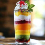 To make this fun treat, you’ll need a few key items: - 1 cup rainbow sherbet - 1 cup lemon-lime soda (or sparkling water) - 1 cup club soda - 1 tablespoon grenadine syrup - Whipped cream, for topping These ingredients blend well together. The rainbow sherbet brings vibrant colors and a fruity taste. The lemon-lime soda adds a tangy fizz that makes it refreshing. Club soda enhances the fizz, while grenadine syrup gives a nice sweet touch. You can make your float even more special with some extras: - Colorful sprinkles, for garnish - Fresh mint leaves, for garnish (optional) Sprinkles add a fun crunch, making the float look festive. Mint leaves can provide a fresh aroma and a pop of green. To whip up your Rainbow Sherbet Soda Float, you’ll need: - A tall glass - A spoon - A straw The tall glass lets you see all those beautiful layers. The spoon helps you scoop the sherbet, while the straw makes sipping easy. If you want more fun, use a colorful straw! For the full recipe, check out the detailed steps in the Full Recipe section. Start by placing 1 scoop of rainbow sherbet at the bottom of a tall glass. This colorful base sets the stage for a fun treat. The bright colors make it exciting for kids and adults alike. The sherbet will melt a bit when you add the soda, creating a creamy layer. Next, carefully pour 1 cup of lemon-lime soda into the glass. Fill it halfway, and watch the fizzy bubbles dance to the top. This soda adds a refreshing kick and balances the sweetness of the sherbet. Add another scoop of rainbow sherbet on top of the fizzy soda. This second layer adds flavor and texture. Then, gently pour 1 cup of club soda over the sherbet. This creates a lovely fizz and distinct layers in your float. Drizzle 1 tablespoon of grenadine syrup into the glass. It will sink and create a stunning rainbow effect. Crown your float with a dollop of whipped cream. This makes it look extra special. Finish with colorful sprinkles for a festive touch. If you want, add a fresh mint leaf on top for color. Serve your delightful creation right away. Include a straw and a long spoon for easy sipping and scooping of the delicious sherbet. Enjoy your Rainbow Sherbet Soda Float! For more details, check out the Full Recipe. Layering makes your float look great. Start with a scoop of rainbow sherbet. Use a tall glass to show off the colors. When you pour soda, do it slowly. This helps keep the layers separate. Add sherbet between the sodas to create a fun look. The more layers, the better! To make it extra tasty, use fresh ingredients. Fresh mint leaves add a nice touch. You can also try flavored sodas to boost taste. For a fun look, use colorful sprinkles. They add joy and crunch. Always serve your float right away. This keeps it fizzy and fresh. Lemon-lime soda works well for a bright taste. You can also use sparkling water for a lighter option. Club soda adds fizz and balances sweetness. Experiment with different sodas to find your favorite flavor. Make sure your sodas are cold for the best experience. You can find the full recipe [here](#). {{image_4}} You can switch out rainbow sherbet for other fun flavors. Try orange, lime, or raspberry sherbet. Each will change the taste and color of your float. You can even mix two flavors for a unique twist. Think about using lemon sherbet for a tart kick. Or go with strawberry for extra sweetness. The options are endless! Changing the soda can also give your float a new vibe. Use root beer for a classic twist. Ginger ale adds a spicy note. If you want a fruity touch, try fruit-flavored sodas. You can even use sparkling water for a lighter version. Just remember, the fizz makes it fun! If you want a healthier version, there are easy swaps. Use low-sugar or sugar-free sherbet. You can also try flavored sparkling water. This way, you can keep the fun without extra calories. For a creamy option, blend yogurt with fruit instead of sherbet. It still tastes great while being a bit healthier! For the full recipe, check out the previous sections and enjoy this refreshing treat! If you have leftover rainbow sherbet, keep it in the freezer. Put it in an airtight container to protect it from freezer burn. This way, it stays fresh and tasty. For the sodas, store them tightly capped in the fridge. They stay fizzy longer this way. Soda floats taste best when fresh. If you have leftovers, drink them within an hour. The sherbet melts and mixes with the soda, changing the flavor and texture. If you must store it, cover it with plastic wrap. However, this can affect the taste. To freeze rainbow sherbet, scoop it into a freezer-safe container. Press it down gently to remove air pockets. This keeps it creamy. Cover the top with plastic wrap before sealing the lid. When you want to use it, let it sit at room temperature for a few minutes. This helps it soften for easy scooping. Yes, you can use diet soda. The taste might change a bit, but it will still be refreshing. Diet soda will keep the float lower in calories. If you enjoy the taste of diet soda, go for it! Just remember that the fizz still gives that fun texture. You can easily scale up the recipe. Just multiply the ingredients by the number of servings you need. For example, use 2 cups of rainbow sherbet for 2 floats. Use a big pitcher to mix the soda and syrup together. Then, serve in individual glasses. This way, everyone gets their own colorful treat! There are many fun toppings to try! You can use: - Chocolate sauce for a sweet twist. - Fresh fruit like berries or banana slices. - Crushed cookies for a crunchy texture. - Nuts for a bit of crunch. - More colorful sprinkles for extra fun. Feel free to get creative with your toppings! Each one adds a new flavor and look to your float. For the full recipe, check out the main section. Rainbow sherbet soda floats are fun treats. We explored the main and optional ingredients, along with the right tools. You learned how to make the base and add fizzy soda. Layering tips helped you create the best float. Don't forget to try different flavors and types of soda! Remember to store leftovers properly to keep them fresh. With these details, you can make a perfect float every time. Enjoy your refreshing treat, and feel free to experiment!