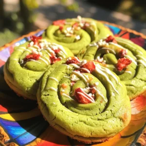 To make these delightful cookies, gather the following ingredients: - 1 cup all-purpose flour - 1/2 cup matcha powder - 1/2 cup unsalted butter, softened - 1 cup granulated sugar - 1 large egg - 1/2 teaspoon pure vanilla extract - 1/4 teaspoon baking soda - 1/4 teaspoon fine sea salt - 1/2 cup freeze-dried strawberries, crushed - 1 tablespoon cornstarch You will need a few items to bake these cookies: - Mixing bowls - Hand mixer or stand mixer - Spatula or wooden spoon - Baking sheet - Parchment paper - Wire rack If you have allergies or dietary needs, consider these swaps: - Use gluten-free flour for a gluten-free option. - Replace the egg with a flax egg (1 tablespoon flaxseed meal + 2.5 tablespoons water). - For dairy-free cookies, try vegan butter or coconut oil. - Use another fruit powder instead of matcha, like cacao powder for a chocolate twist. These options ensure everyone can enjoy your sweet treats. For the full recipe, check out the complete instructions and enjoy baking! First, set your oven to 350°F (175°C). This temperature is key for baking these cookies well. While the oven heats, grab a baking sheet. Line it with parchment paper. This keeps cookies from sticking. Plus, it helps them bake evenly. In a large mixing bowl, cream the softened butter and granulated sugar. I use a hand mixer for about 3-4 minutes. You want it light and fluffy. Next, add one large egg and vanilla extract. Mix until everything is smooth. Now, take a separate bowl. Whisk together the flour, matcha powder, baking soda, cornstarch, and sea salt. Mix these dry ingredients well. Gradually add the dry mix to your wet mix. Stir gently with a spatula until the dough comes together. Don’t overmix, or the cookies might be tough! Divide the dough into two equal parts. In one half, fold in the crushed freeze-dried strawberries. This adds a fruity twist. The other half stays matcha-flavored. To form the cookies, take about 1 tablespoon of each dough. Roll them together to create a swirled look. Press them slightly flat before placing them on the baking sheet. Make sure to leave space between the cookies. They will expand while baking. Now, place the baking sheet in the oven. Bake for 10-12 minutes. The edges should be set, but the centers may look soft. Don’t worry; they will firm up as they cool. Let the cookies cool on the sheet for about 5 minutes. Then, transfer them to a wire rack to cool completely. For the full recipe, check the section above. Enjoy the delicious blend of flavors in your delightful cookies! To make the best swirl in your cookies, follow these tips. First, use equal parts of the matcha and strawberry dough. This helps keep the colors vibrant. When you roll the dough, don’t overwork it. Gently combine the two to keep the swirls visible. You want to see both colors! Press the dough lightly when flattening. This preserves the pretty swirl shape during baking. After baking, let the cookies cool completely. Store them in an airtight container. They’ll stay fresh for up to five days. If you want to keep them longer, freeze them. Wrap each cookie in plastic wrap, then place them in a freezer bag. To reheat, pop them in a warm oven for a few minutes. This restores their chewy texture. Get creative by adding fun flavors! Consider mixing in chopped nuts, like almonds or walnuts. You could also stir in mini chocolate chips for a sweet twist. For a zesty touch, add a bit of lemon zest to the matcha dough. This brightens the flavor and complements the strawberries well. Use the Full Recipe as a base, then make it your own! {{image_4}} You can easily make these cookies gluten-free. Just swap the all-purpose flour for a gluten-free blend. Look for a blend that works well in baking. Make sure it has xantham gum, which helps with texture. This way, you can enjoy the same great taste without gluten. To create a vegan version, replace the egg with a flax egg. Mix one tablespoon of ground flaxseed with two and a half tablespoons of water. Let it sit for five minutes until it thickens. Use vegan butter instead of regular butter. This keeps the delicious flavor while making the cookies vegan-friendly. Feel free to get creative with flavors. Add lemon zest for a bright and zesty twist. The fresh citrus flavor pairs well with both strawberry and matcha. If you love chocolate, mix in some chocolate chips. Dark chocolate or white chocolate adds a rich flavor. Experiment with different combinations to find your favorite blend. For the full recipe, check the beginning of this article. To keep your swirled strawberry matcha cookies fresh, place them in an airtight container. This will help maintain their soft texture and prevent them from drying out. You can layer the cookies with parchment paper. This protects them and keeps them from sticking together. Store them at room temperature for up to a week. If you want them to last longer, refrigerate them for up to two weeks. If you want to save some cookie dough for later, freezing is simple. First, scoop the dough into balls. Place them on a baking sheet and freeze until firm. Once they are solid, transfer the dough balls into a freezer-safe bag. Remove as much air as possible before sealing. You can freeze the dough for up to three months. When you're ready to bake, just let them thaw in the fridge overnight. Bake as usual! The shelf life of these cookies depends on how you store them. At room temperature, they stay fresh for about a week. In the fridge, they can last up to two weeks. If you freeze them, they last for about three months. Always check for any signs of spoilage before enjoying them, especially if stored for a long time. Follow the full recipe for the best results! If you don’t have matcha powder, you can use green tea powder. It gives a nice flavor and color. However, the taste will be less strong. You can also try spirulina for a different color. Both options work well in this cookie recipe. You can use fresh strawberries, but the result may change. Fresh berries add moisture to the dough. This can make your cookies too soft. If you use fresh strawberries, chop them finely and reduce the butter a little. This helps balance the moisture. Watch for the edges of the cookies. They should look set and slightly golden. The centers may still seem soft, but that’s okay. They will firm up as they cool. If you want a firmer cookie, bake them a minute longer. Enjoy the process of baking these cookies and savor the delicious swirls! Swirled Strawberry Matcha Cookies are a fun treat you can easily make at home. You learned about the key ingredients, equipment, and simple steps to prepare them. I shared tips for perfect swirls and how to store your cookies. You can even try gluten-free or vegan options. Baking these cookies brings joy and flavors together. Enjoy your baking adventure, and don't be afraid to experiment with flavors!