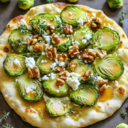For your Maple Brussels Sprout Flatbread, you need the following items: - 1 pre-made flatbread (store-bought or homemade) - 2 cups Brussels sprouts, trimmed and thinly sliced - 1 tablespoon olive oil - 1 tablespoon pure maple syrup - 1/2 teaspoon garlic powder - 1/2 teaspoon salt - 1/4 teaspoon black pepper - 1 cup ricotta cheese - 1/3 cup walnuts, chopped - 1/4 cup crumbled feta cheese - Fresh thyme leaves, for garnish These ingredients provide a mix of sweet, savory, and creamy flavors. The Brussels sprouts bring a nice crunch, while the ricotta offers a smooth texture. You can add a few ingredients to make the flatbread your own: - Red pepper flakes for some heat - Sliced mushrooms for extra earthiness - Arugula for a peppery kick - Grated Parmesan cheese for more richness Feel free to play with these options. They can enhance your flatbread and tailor it to your taste. If you have allergies or dietary restrictions, consider these swaps: - Use a gluten-free flatbread for gluten sensitivity. - Replace ricotta with a dairy-free cheese if lactose intolerant. - Swap walnuts for sunflower seeds if nut-free. - Use olive oil alternatives like avocado oil if needed. These substitutes help keep your meal safe and delicious without losing flavor. Remember, cooking is about making it work for you! For the full recipe, check out the details above. Start by washing the Brussels sprouts well. Trim the ends and slice them thinly. I like to use a sharp knife for this. In a big bowl, combine the sliced Brussels sprouts with olive oil and maple syrup. Add garlic powder, salt, and black pepper. Toss everything together until the sprouts are well coated. This helps the flavors blend together and makes them taste great. Grab your flatbread and place it on a baking sheet. Spread the seasoned Brussels sprout mixture evenly on top. Make sure every part of the flatbread has some sprouts. Next, bake the flatbread in the preheated oven at 425°F. Bake for about 12 to 15 minutes. You want the Brussels sprouts to be tender and slightly brown. While it bakes, mix ricotta cheese with a pinch of salt and pepper in a small bowl. This will be the creamy topping. After baking, take the flatbread out of the oven. Carefully spread the ricotta mixture over the warm sprouts. Then sprinkle walnuts and crumbled feta cheese on top. This adds great texture and flavor. Put it back in the oven for another 5 minutes. This step warms the cheese nicely. Finally, garnish with fresh thyme leaves before slicing. Serve it warm, and enjoy! For the full recipe, check out the details provided. The key to great flavor is balance. In Maple Brussels Sprout Flatbread, sweet and savory work well together. The maple syrup adds a lovely sweetness. Pair it with the garlic powder and black pepper for a savory punch. You can also add a squeeze of lemon juice for a zesty kick. For a more decadent flavor, try adding some crispy bacon or prosciutto. These ingredients will bring out the best in each other. One mistake is not slicing the Brussels sprouts thin enough. Thin slices cook faster and get crispy. Another common error is overloading the flatbread with toppings. Too many ingredients can make it soggy. Stick to the recipe for the best results. Also, don’t skip the final bake. This step melds the flavors together and warms the cheese nicely. To save time, use pre-sliced Brussels sprouts from the store. This cuts down on prep time. You can also prepare the ricotta mix while the flatbread bakes. If you make a big batch, store leftovers in the fridge. Reheat them quickly for a fast meal. This flatbread is easy to whip up for lunch or dinner. You can impress guests with minimal effort. For the full recipe, check out the Maple Brussels Sprout Flatbread section. {{image_4}} You can easily make this flatbread vegetarian. Simply skip the feta cheese. To make it vegan, swap out the ricotta for a dairy-free option. You can use cashew cream or almond-based cheese. This way, you keep the creamy texture without any dairy. You still get that tasty blend of Brussels sprouts and maple syrup. This flatbread is great for using seasonal veggies. In fall, replace Brussels sprouts with roasted butternut squash. In spring, try using asparagus or fresh peas. Each option adds a unique taste while keeping the flatbread fresh and delicious. You can also add fresh herbs like basil or mint for a bright twist. Get creative with your toppings! For a spicy kick, sprinkle some red pepper flakes on top. If you love a nutty flavor, swap walnuts for pine nuts or hazelnuts. You can also try different cheeses, like goat cheese or mozzarella, for new tastes. This flatbread is a blank canvas, so feel free to mix it up! For the full recipe, check out the details above. To keep your leftover flatbread fresh, place it in an airtight container. Cover it tightly with plastic wrap or foil. This will help prevent it from drying out. Store it in the fridge for up to three days. If you want to enjoy it later, freezing is a great option. To reheat your flatbread, preheat your oven to 350°F (175°C). Place the flatbread on a baking sheet. Heat it for about 10 minutes. This will help keep the texture crispy. If you prefer, you can use a skillet over medium heat for a few minutes on each side. If you want to freeze your flatbread, wrap it tightly in plastic wrap. Then, place it in a freezer-safe bag. It can stay in the freezer for up to three months. When you're ready to eat it, thaw it in the fridge overnight before reheating. This keeps the flavor fresh and delicious! For the full recipe, check out the Maple Brussels Sprout Flatbread recipe. Making Maple Brussels Sprout Flatbread takes about 25 minutes. You spend 10 minutes prepping and 15 minutes baking. This quick recipe fits into busy days. You can enjoy a tasty meal in no time. Yes, you can make this flatbread in advance. Prepare the flatbread and toppings ahead of time. Store them in the fridge for up to two days. When ready to eat, just bake it. This makes meal prep easy and fun. Maple Brussels Sprout Flatbread pairs well with many sides. Consider a fresh salad for crunch. A bowl of soup also complements it nicely. For a drink, try a light white wine or herbal tea. This flatbread is flexible and works with various flavors. For the complete experience, check out the Full Recipe. This blog shared how to make Maple Brussels Sprout Flatbread. We covered the essential and optional ingredients and how to customize for allergies. I outlined all the steps from prepping to serving. You gained tips to enhance flavor and avoid common errors. We explored variations and discussed storage and reheating options. This dish is tasty and versatile. It's simple to make, using fresh ingredients or what you have. Enjoy this fun recipe and feel free to explore your own ideas!