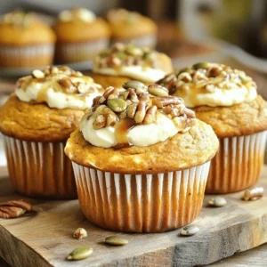 To create the perfect gluten-free pumpkin cream cheese muffins, gather these key ingredients: - 1 cup gluten-free all-purpose flour - 1/2 teaspoon baking powder - 1 teaspoon baking soda - 1/2 teaspoon ground cinnamon - 1/4 teaspoon ground nutmeg - 1/4 teaspoon ginger powder - 1/2 teaspoon salt - 1/2 cup brown sugar, packed - 1/4 cup granulated sugar - 1/2 cup unsweetened applesauce - 1 cup canned pumpkin puree - 2 large eggs, at room temperature - 1 teaspoon pure vanilla extract - 4 oz cream cheese, softened to room temperature - 2 tablespoons pure maple syrup (for filling) - Optional: Pumpkin seeds or chopped pecans for topping These ingredients bring together warm flavors and a creamy filling. The pumpkin puree provides moisture and richness. The cream cheese adds a delightful surprise in each bite. Make sure to use gluten-free all-purpose flour for the best results. You can find it at most grocery stores. Each spice adds depth to the muffins. Cinnamon, nutmeg, and ginger create a cozy fall flavor. Sweeteners help balance the spices and enrich the taste. Feel free to experiment! Swap in your favorite nuts or seeds for a crunch. You can also leave off the cream cheese for a simpler version. But trust me, that creamy center is worth it! For the complete recipe, check out the Full Recipe. Happy baking! First, preheat your oven to 350°F (175°C). This step warms up the oven for even baking. Next, prepare your muffin tin. Line it with paper liners or grease it with cooking spray. This will keep your muffins from sticking. Now, grab a large bowl. In this bowl, mix together these dry ingredients: - 1 cup gluten-free all-purpose flour - 1/2 teaspoon baking powder - 1 teaspoon baking soda - 1/2 teaspoon ground cinnamon - 1/4 teaspoon ground nutmeg - 1/4 teaspoon ginger powder - 1/2 teaspoon salt Whisk these dry ingredients well until they blend completely. Now it's time to work on the wet ingredients. In a separate medium bowl, combine: - 1/2 cup brown sugar, packed - 1/4 cup granulated sugar - 1/2 cup unsweetened applesauce - 1 cup canned pumpkin puree - 2 large eggs, at room temperature - 1 teaspoon pure vanilla extract Mix these ingredients until they become smooth and well blended. Next, we need to mix the wet and dry ingredients. Gradually fold the wet mixture into the dry mixture. Use a spatula or wooden spoon for this. Be gentle. Stir just until combined. Overmixing can make the muffins tough, which we want to avoid. Now, let's fill the muffin cups. Start by filling each cup about halfway with the pumpkin batter. Then, take the cream cheese filling and place a generous teaspoon in the center of each cup. Finally, top it off with more pumpkin batter until the cup is nearly full. This layering adds a delightful surprise to each bite. It's time to bake! Place your muffin tin in the preheated oven. Bake for 18-20 minutes. To check for doneness, insert a toothpick into the center of a muffin. If it comes out clean, the muffins are ready. Once they are baked, let the muffins cool in the pan for about 5 minutes. Then, transfer them to a wire rack to cool completely. Now you have delicious gluten-free pumpkin cream cheese muffins to enjoy! For the full recipe, check the details above. When you bake gluten-free, you need to remember a few key points. First, always weigh your flour. This gives you accurate amounts. Too much flour can make your muffins dense. Next, use a mix of gluten-free flours for better results. A blend of rice flour, almond flour, and tapioca works great. Also, add xanthan gum to help with texture and rise. Avoid overmixing your batter! Mixing too much can make your muffins tough. Stir until the ingredients just come together. Use a spatula to gently fold the wet mix into the dry. This keeps the muffins light and fluffy. If you want more air, try using room temperature eggs. They help create a better rise. Presentation is key for any dish. For these muffins, arrange them on a nice platter. You can drizzle some maple syrup on top or sprinkle with powdered sugar. If you want a crunch, add pumpkin seeds or chopped pecans before baking. These muffins taste best when they are warm, so serve them fresh! Enjoy your delicious treat while they are still soft and sweet. For the full recipe, check out the details above! {{image_4}} You can make these muffins dairy-free and vegan. For a dairy-free option, swap the cream cheese for a vegan cream cheese. Use a plant-based milk in place of the eggs. Applesauce works great as an egg substitute too. - Vegan Cream Cheese: Choose a brand that suits your taste. - Egg Substitute: Use 1/4 cup of applesauce or 1 tablespoon of ground flaxseed mixed with 3 tablespoons of water. These changes keep the flavor while making the muffins suitable for more diets. Feel free to get creative with flavors! You can add nuts, chocolate chips, or spices to enhance the taste. Walnuts or pecans give a nice crunch. Chocolate chips add sweetness and richness. - Nuts: Fold in 1/2 cup of chopped nuts for texture. - Chocolate Chips: Mix in 1/2 cup of dark or semi-sweet chips for a treat. - Spices: A pinch of cloves or cardamom can add warmth to the muffins. Experimenting with flavors keeps every batch exciting. These muffins shine during the fall and winter. For Halloween, add some orange food coloring to the batter. For Thanksgiving, sprinkle some nutmeg on top for a festive touch. - Holiday Spice: Mix in a dash of allspice for the holiday spirit. - Special Occasions: Top with a cream cheese frosting for birthday treats. These seasonal tweaks make your muffins perfect for any occasion. Enjoy these delicious variations with friends and family! For the full recipe, check out the earlier section. Store your muffins at room temperature for up to three days. Place them in an airtight container. If you want to keep them longer, the fridge is a good option. Just remember, they may dry out a bit in the fridge. For maximum freshness, enjoy them at room temperature. To freeze your muffins, first cool them completely. Wrap each muffin in plastic wrap. Then, place them in a freezer-safe bag. They can last for up to three months. When you want to enjoy one, take it out and let it thaw at room temperature. For a warm treat, pop it in the microwave for a few seconds. For the best taste, eat your muffins within three days at room temperature. In the fridge, they stay fresh for up to a week. If frozen, be sure to consume them within three months. Always check for signs of spoilage, like a strange smell or mold. These tips help keep your gluten-free pumpkin cream cheese muffins delightful! You can find the full recipe [here](insert-link). You can use different flours, but each has its own pros and cons. - Almond flour: Adds a nice nutty flavor but may make muffins dense. - Coconut flour: Absorbs a lot of moisture. You need to adjust liquids for balance. - Oat flour: Great for texture but can be crumbly. Mix with other flours for best results. - Rice flour: Common in gluten-free recipes. It may not hold moisture well alone. Each flour brings unique flavors and textures. Experiment to find your favorite! You can use various sugar alternatives in this recipe. - Stevia: A natural sweetener that is much sweeter than sugar. Use less. - Monk fruit: Another great option. It has zero calories and a mild taste. - Erythritol: This sugar alcohol offers sweetness without calories. It may have a cooling effect. - Applesauce: You can replace some sugar with more applesauce for natural sweetness. Each option affects taste and texture, so choose what you enjoy! If you want to swap out cream cheese, several options work well. - Greek yogurt: It adds creaminess and protein. Choose plain for best results. - Silken tofu: Blend it until smooth for a dairy-free option. - Cottage cheese: Blend it for a creamier texture. - Vegan cream cheese: Many brands offer a plant-based alternative that tastes great. These substitutes offer different flavors, so pick one that fits your needs! Checking for doneness is easy with a few simple signs. - Toothpick test: Insert a toothpick into the center. If it comes out clean, they are done. - Golden edges: Look for edges that turn a light golden brown. - Springy tops: Gently press the top. If it springs back, it’s ready. These tips help ensure your muffins come out perfectly every time! Yes, mini muffins are a fun twist on this recipe! - Adjust baking time: Bake them for about 12-15 minutes instead of 18-20. - Portion sizes: Fill mini muffin tins only halfway to allow room for rising. - Check often: Use the toothpick test to ensure they bake through without overcooking. Mini muffins are perfect for snacks or parties! Enjoy making them! This blog post covered a great pumpkin muffin recipe. We discussed ingredient choices, like gluten-free flour and spices. We explored step-by-step instructions and tips for a perfect bake. You learned about variations for different diets and flavors. Remember to store your muffins properly and enjoy their freshness. With practice, your baking skills will grow. Happy muffin making!