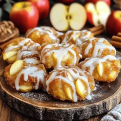 - 2 large apples, peeled and diced - 1 cup all-purpose flour - 1/2 cup granulated sugar - 1 teaspoon baking powder - 1/2 teaspoon baking soda - 1/2 teaspoon ground cinnamon - 1/4 teaspoon ground nutmeg - 1/4 teaspoon salt - 1 large egg - 1/2 cup buttermilk - 1 teaspoon vanilla extract - Oil for frying - 1 cup powdered sugar (for glaze) - 2 tablespoons milk (for glaze) - 1 teaspoon vanilla extract (for glaze) - Additional spices like cardamom or ginger - Alternative sweeteners such as honey or maple syrup - Flavorful extracts like almond or lemon When I make glazed apple fritters, I love using fresh apples. Choose apples that are sweet or tart, based on your taste. The flour and sugars form the base of the batter. Baking powder and baking soda help make the fritters fluffy. Spices like cinnamon and nutmeg add warmth and depth to the flavor. Egg and buttermilk make the batter rich and moist. The glaze, made with powdered sugar, milk, and vanilla, gives that perfect sweet finish. You can add extra spices or different extracts for fun twists. Remember, these optional ingredients can take your fritters from good to great! For the full recipe, check out the complete guide. 1. Start by mixing the dry ingredients. In a large bowl, combine: - 1 cup all-purpose flour - 1/2 cup granulated sugar - 1 teaspoon baking powder - 1/2 teaspoon baking soda - 1/2 teaspoon ground cinnamon - 1/4 teaspoon ground nutmeg - 1/4 teaspoon salt Stir these until well mixed. This helps the flavors blend. 2. Next, combine the wet ingredients in another bowl. Whisk together: - 1 large egg - 1/2 cup buttermilk - 1 teaspoon vanilla extract Mix until smooth. Then pour this into the dry mix. 3. Stir gently until just combined. It’s okay to have some lumps. This keeps the fritters light and fluffy. 1. Prepare the frying oil. Heat oil in a deep fryer or a heavy pot to 350°F (175°C). Use a thermometer to check the heat. This step is key for crispy fritters. 2. Drop the batter into the hot oil. Use a spoon or cookie scoop. Carefully place heaping tablespoons of batter, leaving space between each fritter. This allows them to puff up nicely. 3. Ensure the oil stays at the right temperature. Fry each fritter for about 2-3 minutes per side, until golden brown. Use a slotted spoon to flip them and remove them when done. Let them drain on paper towels. 1. Whisk the glaze ingredients together. In a small bowl, mix: - 1 cup powdered sugar - 2 tablespoons milk - 1 teaspoon vanilla extract Stir until smooth. If it's too thick, add a bit more milk. 2. Dip the fritters in the glaze while they are warm. Let the excess drip off. This gives them a nice, even coat. 3. Set the glazed fritters on a wire rack. Allow them to cool slightly so the glaze can set. This makes them look great for serving. You can find the full recipe above to guide you through each step in detail. Enjoy the process and the delicious results! To get the best texture, don’t overmix the batter. Mix until just combined. Some lumps are okay. Overmixing makes the fritters tough and chewy. Next, the oil temperature is key. Heat your oil to 350°F (175°C). Use a thermometer for accuracy. If the oil is too cold, the fritters will absorb too much oil. If it’s too hot, they can burn quickly. For a lovely presentation, serve the fritters warm on a nice platter. Dust them lightly with cinnamon sugar for an extra touch. Add a few sliced apples as a garnish. This makes the dish look tasty and inviting. Pair your fritters with a cup of coffee or tea. The warm spices in the fritters match well with these drinks. You can also enjoy them with a glass of apple cider for a fun twist. Watch out for the wrong frying temperature. Too high can burn the fritters. Too low will make them soggy. Always check the oil with a thermometer. Also, be careful not to undercook or overcook the fritters. They should be golden brown on both sides. If they are undercooked, they will be doughy inside. If overcooked, they will be dry. Keep an eye on them as they fry. For the full recipe, check the link provided. {{image_4}} You can choose apples based on your taste. Sweet apples like Fuji or Gala give a nice flavor. Tart apples such as Granny Smith add a zing. Mixing sweet and tart apples creates a balance. You can also try adding other fruits like pears or berries. They add unique flavors and textures to your fritters. If you need a gluten-free option, use gluten-free flour. Rice flour or almond flour works well. You may need to adjust the cooking times slightly. Keep an eye on the fritters as they fry. They may cook a bit faster or slower, so test them often. To make vegan fritters, replace the egg with a flax egg or applesauce. Use plant-based milk instead of buttermilk. For the glaze, mix powdered sugar with almond or soy milk. You can still enjoy the sweet, gooey glaze without dairy. These simple swaps make it easy to enjoy fritters for everyone. For the full recipe, check the link provided. To keep your glazed apple fritters fresh, store them at room temperature. Place them in an airtight container. This helps maintain their soft texture and flavor. If you want to keep them longer, you can store them in the fridge. However, they may lose some crispness. For best results, use a container that allows airflow. A simple paper bag works well. You can also layer fritters with parchment paper to avoid sticking. When it's time to enjoy your fritters again, reheating is key. The best method is to use an oven. Preheat it to 350°F (175°C). Place the fritters on a baking sheet. Heat them for about 10 minutes. This method helps restore their crispness. You can also use a skillet. Heat it over medium-low heat. Add a little oil, then warm the fritters for 2 to 3 minutes on each side. This way, they stay nice and tasty. Freezing fritters is a great option for long-term storage. First, let them cool completely. Then, place them on a baking sheet in a single layer. Freeze them for about 1 hour. Next, transfer the fritters to a freezer-safe bag. Remove as much air as possible and seal tightly. They can stay frozen for up to three months. To thaw, move them to the fridge overnight. Reheat them using the oven or skillet methods mentioned earlier. This ensures they taste just as good as fresh. I recommend using a mix of sweet and tart apples. Sweet apples like Fuji or Gala add flavor. Tart apples like Granny Smith bring balance. The mix creates a rich taste and texture. You want a nice bite when you eat the fritters. The apples should hold their shape but still be soft. This blend makes your fritters extra delicious. Yes, you can bake apple fritters! Preheat your oven to 375°F (190°C). Use a baking sheet lined with parchment paper. Place spoonfuls of batter on the sheet, leaving space between them. Bake for about 15-20 minutes. Check for a golden color. Baking gives a lighter fritter, but frying adds a crispy texture. If you prefer a healthier option, baking is great! To make your fritters crispy, focus on oil temperature. Heat your oil to 350°F (175°C) for the best results. If the oil is too cool, they will soak up oil and become soggy. If too hot, they might burn outside and stay raw inside. Fry in small batches to keep oil temperature steady. Drain fritters on paper towels to remove excess oil. This keeps them crispy and light. Apple fritters have a long history worldwide. They likely come from fried dough traditions. Many cultures have their own versions, from Germany to the U.S. In America, apple fritters became popular in the early 19th century. They symbolize comfort and home cooking. Today, they are a favorite treat at fairs and festivals, enjoyed by many. Adjusting the glaze is easy. Start with one cup of powdered sugar and two tablespoons of milk. Mix until smooth. If your glaze is too thick, add a little more milk. If it's too thin, sprinkle in more powdered sugar. Aim for a thick, pourable glaze that coats the fritters well. This gives them that beautiful finish you love! For the full recipe, check the link provided. Making apple fritters is simple and fun. We covered key ingredients, step-by-step prep, and frying tips. Remember to choose sweet or tart apples for the best flavor. Consider gluten-free or vegan options to suit dietary needs. Store fritters properly to keep them fresh, and reheat them for a delicious snack. Try these tips for tasty results every time. Enjoy your cooking journey, and share these delights with others!