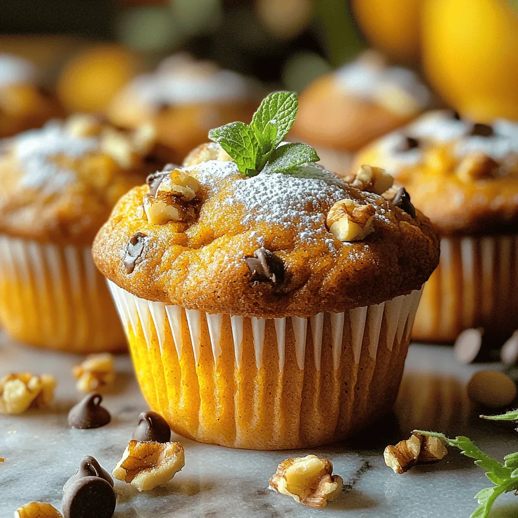 To make the best pumpkin muffins, you need key ingredients. Here’s what you will need: - 1 cup canned pumpkin puree - 1/2 cup vegetable oil - 2 large eggs - 3/4 cup packed brown sugar - 1/2 cup granulated sugar - 1 teaspoon pure vanilla extract - 2 cups all-purpose flour - 1 teaspoon baking soda - 1/2 teaspoon baking powder - 1 teaspoon ground cinnamon - 1/2 teaspoon ground nutmeg - 1/4 teaspoon ground ginger - 1/2 teaspoon salt The star of the show is the canned pumpkin puree. It gives the muffins a rich flavor and moist texture. The combination of brown sugar and granulated sugar adds sweetness and depth. The dry ingredients, including flour, baking soda, and spices, create the perfect base for your muffins. You can make your muffins even better with optional additions. Here are some great ideas: - 1 cup chopped walnuts or pecans - 1/2 cup semi-sweet chocolate chips Adding nuts will give a nice crunch to your muffins. Chocolate chips add sweetness and richness. Feel free to mix and match these options based on your taste. For the full recipe, check out the Ultimate Pumpkin Muffins recipe. First, preheat your oven to 350°F (175°C). This step is key for even baking. While the oven warms up, take your muffin tin. You can line it with paper liners or grease it with non-stick spray. This will help the muffins pop out easily. In a large mixing bowl, add the pumpkin puree, vegetable oil, eggs, brown sugar, granulated sugar, and vanilla extract. Whisk these together until the mix is smooth. This will create a moist base for your muffins. Make sure all ingredients blend well. In another bowl, sift together the all-purpose flour, baking soda, baking powder, ground cinnamon, ground nutmeg, ground ginger, and salt. Sifting helps avoid lumps in your batter. Once sifted, mix these dry ingredients gently to ensure they are well combined. Now it's time to combine everything. Gradually mix the dry ingredients into the wet pumpkin mixture. Stir gently until just combined. Don’t worry if some lumps remain; this will keep your muffins light. If you like, fold in the chopped walnuts or chocolate chips for extra flavor. Carefully fill each muffin cup about two-thirds full. This gives the muffins room to rise. Bake them in the oven for 18-20 minutes. To check if they are done, insert a toothpick into the center. It should come out clean or with a few moist crumbs. Once baked, let them cool in the tin for five minutes. Then, transfer the muffins to a wire rack to cool completely. Enjoy your Ultimate Pumpkin Muffins! For the full recipe, refer to the details above. To make the best muffins, avoid overmixing your batter. When you mix too much, the muffins can turn out tough. Mix just until you see no dry flour. Some lumps are okay; they help keep the muffins fluffy. How do you know when your muffins are done? A toothpick is your best friend. Stick it in the middle of a muffin. If it comes out clean or with a few moist crumbs, they are ready. You can enhance the flavor by adding spices. Ground cinnamon, nutmeg, and ginger work perfectly with pumpkin. These spices give warmth and depth to the muffins. Using fresh ingredients also helps the taste. Fresh eggs and high-quality pumpkin puree make a big difference. Fresh nuts add crunch and flavor. Choose what you love, and it will shine through in your muffins. For the full recipe, check out [Full Recipe]. {{image_4}} You can easily change up the flavor of your pumpkin muffins. One great way is to add cranberries or raisins. These fruits bring a sweet and tart taste that pairs well with pumpkin. You can mix in about 1/2 cup of cranberries or raisins into the batter. This simple addition makes each bite exciting. Another fun option is to play with spices. If you want a twist on the classic pumpkin spice, try using cardamom, allspice, or cloves. Each spice adds a unique flavor that can brighten your muffins. For a bolder taste, use more ground cinnamon or nutmeg. You can adjust the spices in the Full Recipe to find your favorite blend. If you're on a gluten-free diet, you can still enjoy these muffins. Swap out the all-purpose flour for a gluten-free blend. Look for a mix that works well for baking. You can also add a little xanthan gum if needed. This will help with texture and rise. For those looking for vegan substitutions, it's easy to make this recipe plant-based. Replace the eggs with flax eggs. To make one flax egg, mix one tablespoon of ground flaxseed with three tablespoons of water. Let it sit for about five minutes until it thickens. You can also use a plant-based oil instead of vegetable oil. These changes keep your muffins tasty and suitable for everyone. Store your ultimate pumpkin muffins at room temperature. Place them in an airtight container. This keeps them fresh and moist. You can also wrap them in plastic wrap. If you live in a humid area, refrigeration may help. But cold can dry them out. To freeze muffins, let them cool completely. Wrap each muffin in plastic wrap. Then, place them in a freezer bag. This prevents freezer burn. To thaw, take out a muffin and leave it at room temperature. You can also warm it in the microwave for about 15 seconds. This brings back the fresh-baked taste. For reheating, use the oven at 350°F (175°C) for about 5-10 minutes. This makes them warm and soft again. For the full recipe, check out the details above! To keep muffins fresh, store them in an airtight container. This traps moisture and keeps them soft. You can also wrap them in plastic wrap. Place them in a cool, dry place. If you want them to last longer, refrigerate them. Just remember, refrigeration can change their texture. For the best taste, eat them within a few days. Yes, you can use fresh pumpkin! Fresh pumpkin has a bright flavor and unique texture. However, it takes more time to prepare. You need to roast and puree it first. Canned pumpkin is convenient and consistent. It is ready to use right away. Both can work well, depending on your needs. You can tell if muffins are done by looking for a few signs. They should be golden brown on top. The edges pull away from the muffin tin slightly. You can also do the toothpick test. Insert a toothpick into the center of a muffin. If it comes out clean or with a few crumbs, they are done. These muffins have some healthy ingredients. Pumpkin is rich in vitamins and fiber. The sugars add sweetness, but you can adjust the amounts. If you add nuts, they provide healthy fats. Chocolate chips add taste but also extra sugar. Overall, these muffins can fit into a balanced diet if enjoyed in moderation. For the full recipe, check out the Ultimate Pumpkin Muffins. You now have a solid guide for making delicious pumpkin muffins. We covered key ingredients, step-by-step instructions, and useful tips. Remember that options like nuts and chocolate chips can make your muffins even tastier. Storing and freezing correctly will keep them fresh longer. Get creative with flavor variations to suit your taste. I hope you feel inspired to bake. Enjoy every bite of your homemade pumpkin muffins!