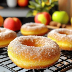 - 2 cups all-purpose flour - 1 cup apple cider - 1/2 cup granulated sugar - 1/4 cup brown sugar, packed - 2 teaspoons baking powder - 1 teaspoon baking soda - 1 teaspoon ground cinnamon - 1/2 teaspoon ground nutmeg - 1/2 teaspoon salt - 1 large egg - 1/4 cup unsalted butter, melted - 1 teaspoon vanilla extract - Cinnamon sugar for coating To get the best results, use a kitchen scale. This helps you measure ingredients accurately. For common substitutions, you can swap the all-purpose flour for whole wheat flour. This will add a nice nutty flavor. If you don't have apple cider, you can use apple juice instead. Just remember, this may change the taste a bit. When measuring brown sugar, pack it firmly into the cup to get the right amount. This adds more sweetness to your donuts. A teaspoon of baking powder can replace baking soda if you run out. Keep these tips in mind to make your donuts great! For the full recipe, you can check the details above. To start, pour 1 cup of apple cider into a medium saucepan. Heat it over medium heat. Once it boils, reduce the heat. Let it simmer for about 10 to 15 minutes. You want it to reduce to about 1/2 cup. This step makes the flavor stronger. After simmering, take it off the heat and let it cool. Next, grab a large mixing bowl. Add the dry ingredients: 2 cups of all-purpose flour, 1/2 cup of granulated sugar, 1/4 cup of brown sugar, 2 teaspoons of baking powder, 1 teaspoon of baking soda, 1 teaspoon of ground cinnamon, 1/2 teaspoon of ground nutmeg, and 1/2 teaspoon of salt. Use a whisk to mix well. Make sure there are no lumps. Proper whisking helps blend evenly and gives great texture. In a separate bowl, crack one large egg. Whisk it with 1/4 cup of melted unsalted butter, 1 teaspoon of vanilla extract, and the cooled apple cider. Mix until smooth. Then, pour this wet mixture into the bowl with the dry ingredients. Stir gently until just combined. Do not overmix! It's okay if there are a few lumps. Overworking the batter can make the donuts tough. Now, preheat your air fryer to 350°F (175°C). This usually takes about 5 minutes. While it heats, lightly grease your donut pan or silicone molds. Spoon the batter into the donut cavities. Fill each one about three-quarters full. This allows the donuts to rise properly. Place the pan in the air fryer. Cook for 6 to 8 minutes. They should have a light golden color and spring back when pressed. After cooking, carefully take out the donuts from the pan. Let them cool slightly on a wire rack. When they are warm but not hot, roll them in a mixture of cinnamon sugar. To make this, mix 1/4 cup of granulated sugar with 1 tablespoon of ground cinnamon. Ensure the donuts are well coated. Let them cool completely before serving. This will help them set perfectly! For more details, check out the Full Recipe. To get the best results, do not overcrowd the air fryer. If you stack or pack the donuts too tightly, they won’t cook properly. The hot air needs space to move around. For even cooking, place the donuts in a single layer. This way, they will brown nicely and cook through without any soggy spots. To make fluffy and moist donuts, follow a few secrets. First, do not overmix the batter. Stir until just combined. A few lumps are okay! Second, use fresh ingredients. Old baking powder and spices can make your donuts dense. Finally, let the donuts cool on a wire rack. This allows steam to escape, keeping them light and airy. For a great look, arrange the finished donuts on a nice platter. You can sprinkle extra cinnamon sugar on top for flair. Another idea is to drizzle a simple glaze made from powdered sugar and milk over them. This adds sweetness and makes your donuts shine. The more attractive they look, the more fun they will be to eat! Check out the Full Recipe for more details on how to make these delightful treats. {{image_4}} You can spice up your donuts with different flavors. Try adding chocolate or vanilla to the mix. For chocolate, use cocoa powder. Replace some flour with it. This adds a rich, sweet taste. For vanilla, add a teaspoon of pure vanilla extract. This gives your donuts a warm, sweet aroma. Coatings make a big difference. You can roll your donuts in powdered sugar or a glaze. To make a glaze, mix powdered sugar with milk. Drizzle this over the warm donuts. You can also dip them in melted chocolate. Each coating changes the flavor and look of your treats. You can switch things up with seasonal spices. Try adding pumpkin spice for a fall twist. You can also use different apple varieties. Honeycrisp apples give a sweet bite. Granny Smith apples add a tart flavor. These changes bring out new flavors in your donuts. For the full recipe, check out the [Full Recipe]. To keep your apple cider donuts fresh, place them in an airtight container. This helps seal in moisture and flavor. You can also line the container with paper towels. This absorbs extra moisture and keeps the donuts from getting soggy. Store them at room temperature for the best taste. To freeze your donuts, let them cool completely first. Wrap each donut in plastic wrap. Then, place them in a freezer-safe bag. Try to remove as much air as possible. When you want to enjoy them, simply take one out and let it thaw at room temperature. For a warm treat, pop it in the air fryer for a few minutes. At room temperature, your apple cider donuts last about 2-3 days. If you store them in the fridge, they can last up to a week. However, the fridge may change their texture, making them less soft. For the best taste, enjoy them fresh! Check the Full Recipe for more details on making these delicious treats. You can use apple juice or white grape juice. Both will add sweetness. For a tangy twist, try lemon juice mixed with water. Each choice will change the flavor a bit. Apple juice gives a sweeter taste. Lemon juice adds a zesty note. Yes, you can bake these donuts. Preheat your oven to 350°F (175°C). Bake for about 12-15 minutes. Check for a light golden color. You might need to adjust the cooking time. Using a donut pan helps shape them well. The donuts are done when they spring back when pressed. They should be light golden brown. A toothpick inserted should come out clean. If it has wet batter, cook for a few more minutes. Yes, whole wheat flour works well. It changes the flavor and texture. Your donuts will be denser and nuttier. They may need a bit more liquid too. Start with adding a tablespoon of cider. To avoid soggy donuts, cool them on a wire rack. This lets air circulate around them. Avoid stacking donuts until they are cool. You can also store them in a paper bag. This helps absorb moisture and keeps them fresh. For the full recipe, check out the Apple Cider Donuts in the Air Fryer. You now have a complete guide to making delicious apple cider donuts. We covered all the ingredients, from flour to spices, and detailed each step, including air frying and glazing techniques. Remember, it’s all about precision and care in every stage. You can also tweak the recipe with different flavors or presentations to make it your own. With these tips, you’ll bake fresh and tasty donuts to share. Enjoy your cooking!