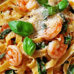 Creamy Tomato Spinach Shrimp Pasta Delightful Dinner