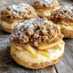 To make Apple Cheesecake Crumble Buns, you need these ingredients: - 2 cups all-purpose flour - 1/4 cup granulated sugar - 1 tablespoon baking powder - 1/2 teaspoon salt - 1/2 cup unsalted butter, softened - 2/3 cup milk - 1 large egg - 1 teaspoon pure vanilla extract - 2 cups Granny Smith apples, peeled and diced - 1 teaspoon ground cinnamon - 1/2 cup cream cheese, softened - 1/4 cup powdered sugar - 1/2 teaspoon fresh lemon juice - 1/4 cup rolled oats - 1/4 cup brown sugar, packed - 1 tablespoon butter, melted Choosing the best ingredients makes a big difference. Here are some tips: - Fresh Apples: Use Granny Smith apples. They are tart and perfect for baking. - Butter: Use unsalted butter to control the salt flavor. - Cream Cheese: Buy full-fat cream cheese for a rich, creamy filling. - Flour: All-purpose flour works well, but check for freshness. - Spices: Use fresh ground cinnamon for the best flavor. You can swap ingredients if needed. Here are some easy substitutes: - Flour: Use whole wheat flour for a healthier option. - Butter: Coconut oil works well for a dairy-free option. - Milk: Almond milk or oat milk can replace regular milk. - Cream Cheese: Vegan cream cheese is a great dairy-free choice. - Sugar: Use honey or maple syrup for a natural sweetener. Start by preheating your oven to 350°F (175°C). This helps the buns bake evenly. Next, get your muffin tin ready. Grease each cup with butter or use paper liners. This makes it easier to take the buns out later. In a large bowl, combine 2 cups of all-purpose flour, 1/4 cup granulated sugar, 1 tablespoon baking powder, and 1/2 teaspoon salt. Mix these well. Now, add 1/2 cup of softened unsalted butter. Use your fingers or a pastry blender to blend until it looks like coarse crumbs. In a separate bowl, whisk together 2/3 cup milk, 1 large egg, and 1 teaspoon vanilla extract. Pour this into the flour mix. Stir gently until combined. Do not overmix! For the apple filling, take 2 cups of diced Granny Smith apples. Toss them with 1 teaspoon ground cinnamon in a medium bowl. This adds great flavor. Set this aside. For the cheesecake mix, in another bowl, blend 1/2 cup softened cream cheese, 1/4 cup powdered sugar, and 1/2 teaspoon fresh lemon juice. Use a hand mixer or a whisk until smooth and creamy. Now it’s time to build your buns. For each one, scoop about 1 tablespoon of dough into a muffin cup. Press it down to form a base. Add a spoonful of the cheesecake mix on top. Then, add a generous spoonful of the cinnamon apple filling. Finally, add another tablespoon of dough on top to seal it in. This keeps everything tasty and together. To make your buns light and fluffy, focus on the dough. First, use fresh ingredients. Check your baking powder; it should be active. Mix the dry and wet ingredients until just combined. Overmixing can lead to dense buns. When you scoop the dough, don’t pack it tightly. This keeps air in and helps the buns rise. One common mistake is skipping the cooling time. Let the buns cool for 10 minutes in the tin. This helps them hold their shape. Another mistake is not measuring the apples correctly. Too many apples can make the buns soggy. Lastly, avoid opening the oven too early. This can cause the buns to deflate. For the best bake, place your muffin tin in the center of the oven. This ensures even heat. Keep an eye on the buns during the last few minutes. They should be golden brown. When serving, dust with powdered sugar for a nice touch. Arrange on a pretty plate with apple slices for flair. Enjoy your delicious creation! {{image_4}} You can change the fruit in these buns. Try pears or peaches for a twist. Berries also work well. Just chop them up and toss them with the cinnamon. The fruit will add nice flavor and color. Mix and match to find your favorite combo. If you prefer less sweetness, cut back on the sugar. Use half the amount of granulated sugar in the dough. You can also reduce the powdered sugar in the cheesecake mix. Taste as you go to find your perfect level of sweetness. You can always add more sugar later if needed. For a gluten-free option, swap all-purpose flour with a gluten-free blend. Make sure your baking powder is gluten-free too. To create a vegan recipe, use plant-based butter and non-dairy milk. Replace the egg with a flax egg or applesauce. These swaps keep the buns tasty and suitable for everyone. To keep your apple cheesecake crumble buns fresh, place them in an airtight container. This helps prevent them from drying out. You can store them at room temperature for up to two days. If you want to keep them longer, refrigerate them. Just make sure they are well-sealed to avoid any moisture loss. When you’re ready to enjoy your leftover buns, reheating is key. Preheat your oven to 350°F (175°C). Place the buns on a baking sheet lined with parchment paper. Heat them for about 10 minutes, or until they are warm all the way through. This keeps the crust crisp and the filling gooey. You can also use a microwave for quick reheating, but this may make the buns softer. If you want to save your buns for later, freezing is a great choice. Let the buns cool completely before freezing. Wrap each bun tightly in plastic wrap, then place them in a freezer bag. They can last up to three months in the freezer. When you're ready to eat, thaw them in the fridge overnight and reheat as described above. Enjoy the fresh taste even after some time! Yes, you can make these buns ahead of time. You can prepare the dough and fillings a day before. Store them in the fridge until needed. Just assemble and bake when you are ready to enjoy them. The best way to serve these buns is warm. You can dust them with powdered sugar for a nice touch. Pair them with a scoop of vanilla ice cream for an extra treat. Fresh apple slices on the side add color and crunch. You can find the full recipe right here in this article. Just scroll back to the recipe section for all the details. It has everything you need, from ingredients to step-by-step instructions. You can easily customize these buns to your taste. Try adding nuts like walnuts or pecans for crunch. You can also swap Granny Smith apples for other apples, like Honeycrisp. For a twist, add a pinch of nutmeg or allspice to the apple filling. You learned how to make apple cheesecake crumble buns from scratch. We covered key ingredients, tips for cooking, and fun variations. Remember, using quality ingredients matters. A few small steps can lead to ideal results. Don't forget to store your buns well for later enjoyment. These tips should make your baking fun and easy. Enjoy your tasty treats! Happy baking!