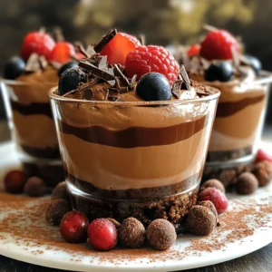To make these delicious Nutella mousse cups, you need a few simple ingredients. Here’s the detailed list: - 1 cup Nutella - 1 cup heavy whipping cream - 1/2 cup powdered sugar - 1 teaspoon vanilla extract - 1/4 cup chocolate shavings (for garnish) - Fresh berries (such as strawberries or raspberries, for garnish) - Mini chocolate cookies (optional) Each ingredient plays a key role in creating the perfect mousse. Nutella gives the mousse its rich, chocolate-hazelnut flavor. Heavy whipping cream adds a light and airy texture that makes the mousse melt in your mouth. Powdered sugar sweetens the mix, balancing the flavors perfectly. Vanilla extract enhances the overall taste, adding a warm, inviting note. Chocolate shavings provide a beautiful garnish that adds a touch of elegance. Fresh berries not only brighten the dish but also add a burst of flavor. You can add mini chocolate cookies at the bottom for a crunchy base if you like. This step adds a fun texture and makes your mousse cups even more special. With these ingredients ready, you’re all set to create a treat that everyone will love! - In a mixing bowl, add 1 cup of heavy whipping cream. - Next, sprinkle in 1/2 cup of powdered sugar. - Add 1 teaspoon of vanilla extract for flavor. - Use a whisk or an electric mixer to beat the mixture. - Keep whisking for about 3-5 minutes. - You want to see soft peaks form, which means it’s ready. - Take a big spoonful of whipped cream and mix it with 1 cup of Nutella. - This lightens the Nutella and makes it smooth. - Stir until the mixture is fully combined. - Now, gently fold in the rest of the whipped cream. - Do this in small batches to keep it airy. - If you want a crunchy base, crumble mini chocolate cookies. - Add this layer at the bottom of each cup. - Now, spoon the Nutella mousse into each cup, filling them up. - Give each cup a gentle tap to remove air pockets. - Cover the cups and refrigerate for at least 2 hours. - This helps the mousse set well before you serve. - Just before serving, top with chocolate shavings and fresh berries. - Avoiding overwhipping: Whip the cream until soft peaks form. Stop once it looks fluffy. Overwhipping makes the cream grainy. - Ensuring maximum airiness: Use a chilled bowl and whisk for best results. Whip quickly and gently fold in the Nutella. - Garnishing options: Add chocolate shavings and fresh berries on top. They look great and taste amazing. You can also use whipped cream for an extra touch. - Serving tips: Serve mousse cups chilled on a nice dessert platter. Dust cocoa powder around the cups for a classy look. - Fixing overly thick or thin mousse: If your mousse is too thick, gently fold in a bit more whipped cream. If it's too thin, chill it longer to help it set. - Flavor adjustments: If you want more flavor, add a splash of coffee or a pinch of salt. This can enhance the chocolate taste. {{image_4}} You can make Nutella mousse cups even more special by adding flavors. Try adding espresso or coffee. This will give the mousse a rich, deep taste. Just mix in one or two teaspoons of espresso powder when you combine the Nutella with the whipped cream. It enhances the chocolate flavor and adds a nice kick. Another option is to use different types of chocolate. Dark chocolate or milk chocolate can change the taste. You can mix in melted chocolate while blending with Nutella. This way, you can create a custom flavor that fits your mood! If you want a lighter version, consider swapping heavy cream for a lighter cream alternative. You can use whipped coconut cream or Greek yogurt. This keeps the mousse creamy but less heavy. Just make sure to pick options that whip well. Reducing sugar content is another great swap. You can cut the powdered sugar in half or use a natural sweetener like honey. This keeps the mousse tasty but lowers the sugar amount. Pairing Nutella mousse cups with other desserts can make for a fun treat! Serve them with fresh fruit, like strawberries or raspberries. The fruit adds a bright flavor that balances the richness of the mousse. You can also use the Nutella mousse as a cake filling. It works great between layers of sponge cake or brownies. This adds a creamy layer that everyone will love. To keep your leftover mousse fresh, cover each cup tightly with plastic wrap. This helps prevent air from getting in. You can also use airtight containers if you have them. Always store the mousse cups in the fridge. To maintain the fluffy texture, avoid mixing the mousse again before serving. Just scoop out what you need. If you notice some liquid at the top, gently fold it back in before serving. Nutella mousse cups can stay fresh in the fridge for about 3 to 5 days. After that, they may lose their texture and flavor. Look for signs of spoilage. If you see any mold or an odd smell, it's best to throw them away. If the mousse becomes watery or has a grainy texture, it's time to say goodbye. Nutella mousse cups can stay fresh in the fridge for about 3 days. Make sure to cover them well. This keeps them from absorbing other smells in the fridge. Yes, you can use dark, milk, or white chocolate. Each type brings its own taste. Dark chocolate adds a rich flavor, while white chocolate is sweeter. Just melt the chocolate and mix it with the whipped cream like you do with Nutella. Yes, you can make vegan Nutella mousse cups. Use a dairy-free whipped cream alternative. There are many brands available now. Also, choose a vegan chocolate spread instead of Nutella. This keeps the taste similar while being plant-based. If you don’t have chocolate cookies, try graham crackers or digestive biscuits. You can also use crushed nuts for a crunchy base. Just crumble them and layer at the bottom of your cups. Yes, you can freeze Nutella mousse cups. They can stay in the freezer for up to a month. Before serving, let them thaw in the fridge overnight. This keeps the texture smooth and creamy. This blog gave you a clear guide to making Nutella mousse cups. You learned about the ingredients, preparation steps, and creative tips to make your dessert shine. I shared ways to customize the flavor and how to store your treats. Remember, small adjustments can improve your mouse. Enjoy making these delicious cups and impressing your friends and family. With a little care, you can create a delightful dessert every time.