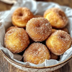 - 1 cup all-purpose flour - 1/2 cup granulated sugar (plus extra for rolling) - 2 teaspoons baking powder - 1/2 teaspoon salt - 1 teaspoon ground cinnamon (plus extra for rolling) - 1/4 cup unsalted butter, melted - 1/2 cup milk (preferably whole) - 1 large egg - 1 teaspoon vanilla extract To make Air Fryer Cinnamon Churro Donut Holes, you need simple ingredients. All-purpose flour is the base. It gives the donut holes their structure. Granulated sugar adds sweetness. You will need some sugar to coat the donut holes later. Baking powder helps them rise. Salt balances the flavors. Ground cinnamon gives that classic churro taste. Melted unsalted butter adds richness. Whole milk makes the dough moist. A large egg binds everything together. Lastly, vanilla extract adds a lovely aroma. With these ingredients, you can create a delicious treat that is both fun to make and eat! Mixing dry ingredients Start by taking a medium bowl. Add 1 cup of all-purpose flour. Next, add 1/2 cup of granulated sugar. Then, include 2 teaspoons of baking powder, 1/2 teaspoon of salt, and 1 teaspoon of ground cinnamon. Whisk these dry ingredients well. This helps mix them evenly. Set this bowl aside for later use. Combining wet ingredients In another bowl, melt 1/4 cup of unsalted butter. Then, whisk in 1/2 cup of milk, 1 large egg, and 1 teaspoon of vanilla extract. Mix until smooth. This will create a tasty base for your dough. Forming the dough Slowly pour the wet mixture into the dry ingredients. Use a spatula to stir gently. Mix until just combined. Be careful not to overmix. The dough should stay slightly sticky for the best texture. Preheating the air fryer Set your air fryer to 350°F (175°C). Preheat it for about 5 minutes. This helps ensure even cooking. Rolling donut holes Lightly grease your hands with cooking spray. Scoop small dough portions and roll them into balls. Aim for golf ball-sized pieces. Handle the dough gently to keep it tender. Cooking time and temperature Place the rolled donut holes in the air fryer basket. Make sure they have space around them. If needed, cook in batches. Cook for 8-10 minutes. Check for a lovely golden brown color. Shake the basket halfway through for even cooking. Making the cinnamon sugar coating While the donut holes cook, mix 1/4 cup of granulated sugar with 1 tablespoon of ground cinnamon in a small bowl. Stir well to combine. Coating the donut holes Once cooked, remove the donut holes from the air fryer. While warm, roll each one in the cinnamon sugar mixture. Ensure they are coated on all sides. Cooling instructions Place the churro donut holes on a wire rack. Allow them to cool slightly before serving. This helps keep their delightful texture. Enjoy them warm for the best taste! - Ensuring the right dough consistency The dough should be slightly sticky but smooth. Mix the wet and dry parts gently. Overmixing can make the donut holes tough. - Best practices for cooking in batches Do not overcrowd the air fryer. Leave space around each donut hole. This lets hot air circulate and cook evenly. If you have a lot, cook them in two or three rounds. - Monitoring doneness Check the donut holes after 8 minutes. They should look golden brown. If not, give them a couple more minutes. Always shake the basket halfway through for even cooking. - Presentation ideas Serve the warm donut holes in a cute bowl. Line it with parchment paper for a nice touch. Dust with extra cinnamon sugar for fun. - Dipping sauce recommendations Pair these churro donut holes with chocolate sauce or caramel. A creamy dip makes them even more delightful. You can also serve a scoop of vanilla ice cream on the side! {{image_4}} You can add fun flavors to your churro donut holes. Try mixing in chocolate chips or nuts. This adds a tasty surprise in each bite. Chopped walnuts or pecans work great for a crunchy texture. You could also use flavored extracts. Almond or orange extract adds a unique twist. Experiment with spices too! Instead of just cinnamon, try nutmeg or cardamom. These spices give a warm and cozy flavor. You can even add a pinch of cayenne pepper for a little heat. Get creative and find your favorite mix! If you need gluten-free options, switch to a gluten-free flour blend. This keeps the texture light and fluffy. Just check that your baking powder is also gluten-free. For dairy-free alternatives, use almond milk or oat milk instead of regular milk. You can also use coconut oil in place of butter. This gives a lovely flavor while keeping it dairy-free. These swaps help everyone enjoy your churro donut holes! After making your air fryer cinnamon churro donut holes, let them cool. Place them in an airtight container. This keeps them fresh for up to three days. You can store them at room temperature. Make sure they are not stacked on top of each other. This prevents them from getting soggy. If you want to save them for later, freezing is a great option. To freeze, first, let the donut holes cool completely. Then, place them in a single layer on a baking sheet. Freeze them for about two hours. Once frozen, transfer them to a freezer-safe bag or container. They can last for up to three months in the freezer. When you are ready to eat them, there are easy reheating suggestions. You can reheat them in the air fryer at 350°F (175°C) for about 3-5 minutes. This warms them up and keeps them crispy. Alternatively, you can use a microwave for 15-20 seconds. However, this may make them a bit softer. Enjoy your tasty treats anytime! Can I use frozen dough for this recipe? Yes, you can use frozen dough. Just let it thaw first. Make sure to follow the steps to mix and form the dough as usual. How do I know when the donut holes are done? Look for a golden brown color on the outside. You can also insert a toothpick. If it comes out clean, they are done! What can I use instead of an air fryer? You can bake these donut holes in a regular oven. Preheat your oven to 350°F (175°C) and bake for about 12-15 minutes. What if my dough is too sticky? If your dough is too sticky, sprinkle a little flour on your hands and the dough. This will help you handle it better without adding too much flour. How can I prevent the donut holes from drying out? To keep the donut holes moist, do not overcook them. Remove them as soon as they turn golden. Store them in an airtight container right after they cool. This blog post covered how to make delicious air fryer donut holes. We explored essential ingredients, preparation steps, and cooking instructions. I shared handy tips for storing and serving your treat. You can even try different flavors or adjust for dietary needs. With simple steps and easy ingredients, you can enjoy warm, sweet donut holes anytime. Now it’s time to get cooking and enjoy your tasty creation!