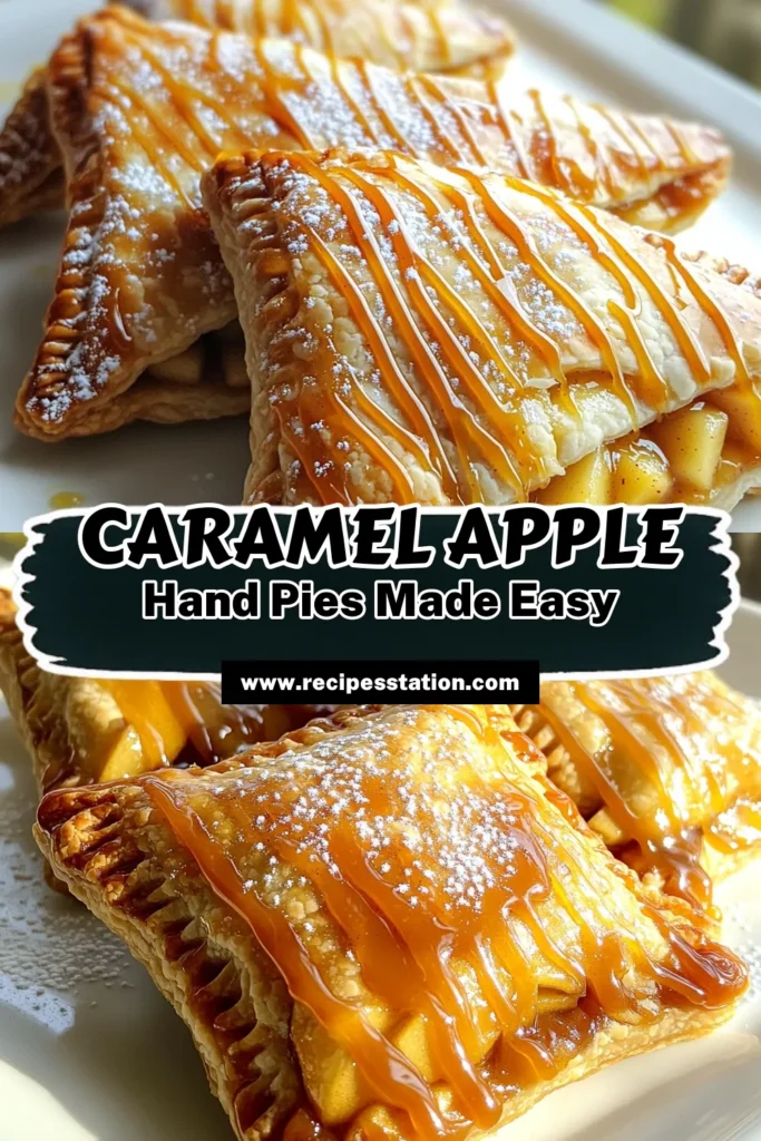Indulge in the sweetness of Caramel Apple Hand Pies with this easy recipe! Perfectly spiced apples are enveloped in a flaky crust, drizzled with rich caramel, and baked to golden perfection. Whether you're enjoying them as a treat or dessert, these hand pies are sure to impress. Click through for the full recipe and step-by-step instructions to create this delightful dessert that everyone will love! #DessertRecipes #FallBaking #ApplePies #CaramelTreats