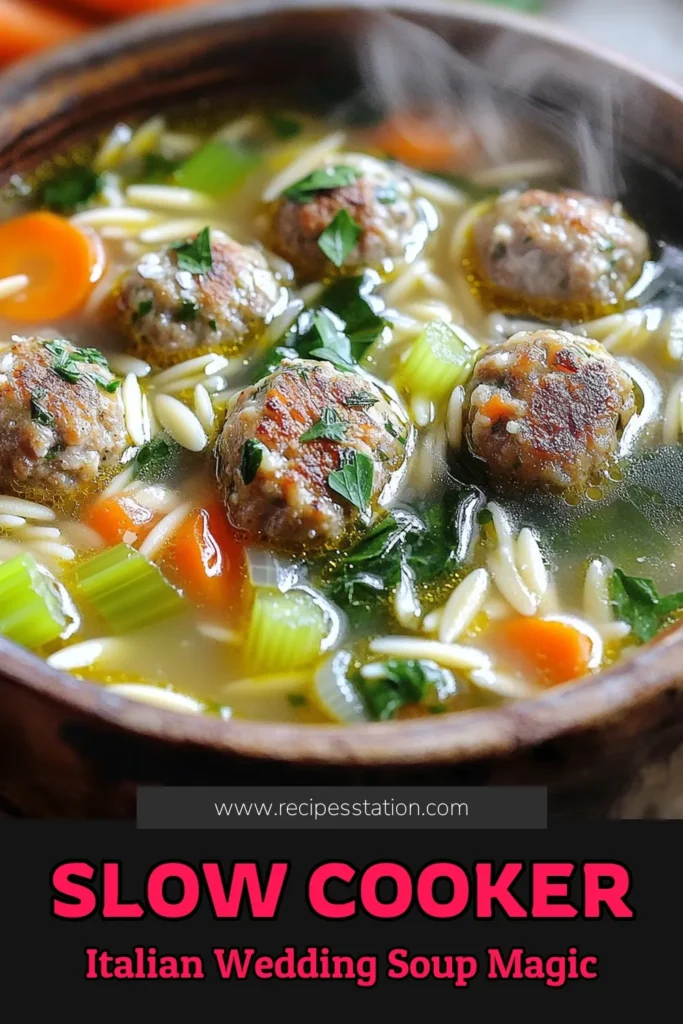 Indulge in the warm flavors of Savory Slow Cooker Italian Wedding Soup that’s perfect for any occasion! With tender meatballs, fresh spinach, and hearty orzo pasta, this comforting bowl of goodness is easy to make and packed with deliciousness. Follow our simple steps to create a delightful meal that your family will love. Click through to explore this tempting recipe and bring a slice of Italy to your table tonight!