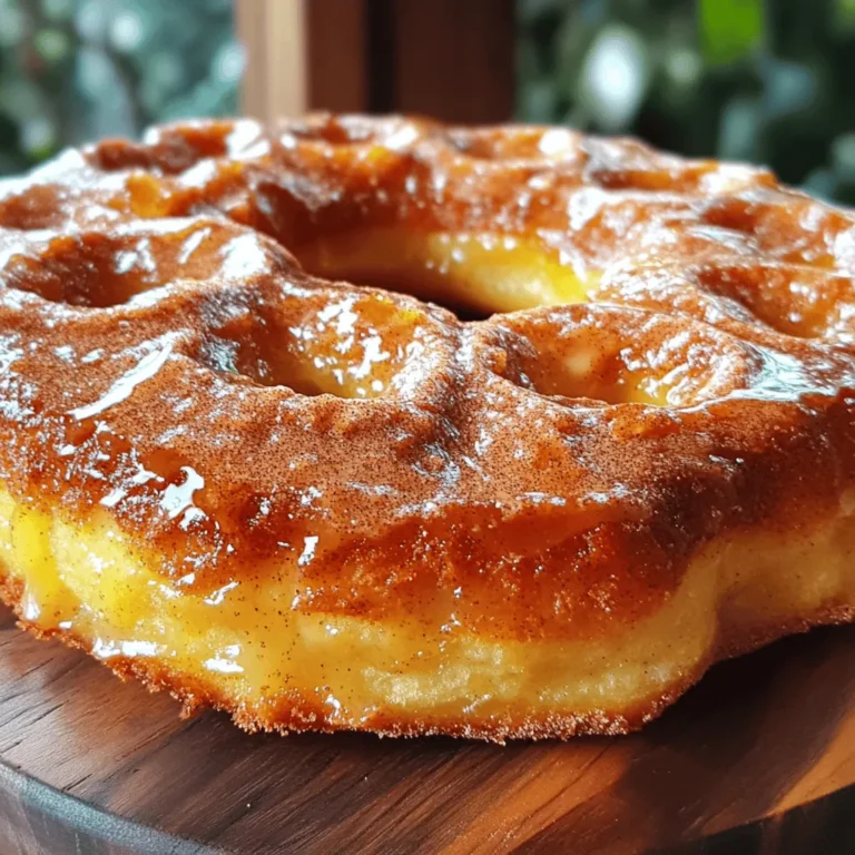 - 2 cups apple cider - 1 cup all-purpose flour - 1 cup whole wheat flour - ¾ cup granulated sugar - ½ cup brown sugar, packed Apple cider is the star here. It gives the cake its rich, warm flavor. I love using fresh cider when I can find it. All-purpose flour and whole wheat flour provide a great texture. The mix of granulated and brown sugar adds sweetness and depth. Brown sugar helps keep the cake moist. - 1 teaspoon ground cinnamon - ½ teaspoon ground nutmeg - ¾ cup unsweetened applesauce - ½ cup vegetable oil - 2 large eggs - 1 teaspoon vanilla extract Ground cinnamon and nutmeg bring that cozy, fall vibe. They make the cake smell amazing while it bakes. Unsweetened applesauce keeps the cake moist and adds a bit of fruit flavor. Vegetable oil adds richness. The eggs bind everything together, while vanilla gives a nice boost to the flavor. With these ingredients, you will create a cake that is soft, sweet, and full of apple goodness. Each bite feels like a warm hug. 1. Preparing the Oven and Pan: First, preheat your oven to 350°F (175°C). This step warms up the oven for even baking. Next, get a 9-inch Bundt pan or tube pan. Lightly grease it with cooking spray or butter. This helps the cake come out easily later. 2. Reducing Apple Cider: In a medium saucepan, pour in 2 cups of apple cider. Heat it over medium heat until it boils. Once it boils, lower the heat and let it simmer. Cook for 15-20 minutes, until it reduces to about 1 cup. This step makes the flavor rich and sweet. After that, take it off the heat and let it cool a bit. 1. Dry Ingredients Preparation: In a large mixing bowl, take 1 cup all-purpose flour and 1 cup whole wheat flour. Add 1 teaspoon baking powder, 1 teaspoon baking soda, 1 teaspoon ground cinnamon, ½ teaspoon ground nutmeg, and ½ teaspoon salt. Whisk these ingredients together until they mix well. This gives your cake a nice rise and flavor. 2. Wet Ingredients Incorporation: In another large bowl, mix ¾ cup granulated sugar and ½ cup packed brown sugar. Add ¾ cup unsweetened applesauce, ½ cup vegetable oil, and 2 large eggs. Also, whisk in 1 teaspoon vanilla extract. Make sure everything is smooth and well blended. This mixture will keep your cake moist and sweet. 1. Combining Wet and Dry Mixtures: Slowly pour the cooled apple cider into your wet mixture. Stir gently as you pour to mix everything. Next, take the dry ingredients and fold them into the wet mixture using a spatula. Mix just until combined. Avoid overmixing to keep your cake tender and fluffy. 2. Pouring Batter into the Pan and Baking Tips: Pour the batter into the prepared Bundt pan. Use a spatula to smooth the top. This helps the cake bake evenly. Now, place the pan in the oven. Bake for 30-35 minutes. Check if it’s done by inserting a toothpick in the center. If it comes out clean, your cake is ready! Reducing the apple cider is key. It concentrates the sweet and tangy flavors. Start by boiling 2 cups of cider until it reduces to about 1 cup. This step adds depth to your cake. The right spices make a big difference. Use ground cinnamon and nutmeg. They enhance the warm flavors and bring comfort to each bite. A little goes a long way, so measure carefully. Mixing is where many cooks go wrong. Avoid overmixing your batter. This can make your cake tough instead of soft. Mix just until the dry and wet ingredients are combined. To keep your cake moist, use unsweetened applesauce and vegetable oil. They add moisture without making the cake too dense. Also, don’t skip the cooling step. Let the cake cool in the pan for 10 minutes before flipping it. Presentation can elevate your cake. Slice it into wedges and place them on a decorative platter. A garnish of thin apple slices adds a nice touch. A light dusting of powdered sugar also looks beautiful. For the best pairing, serve your cake with a warm drink. Apple cider or hot tea complements the flavors well. Enjoy it with a scoop of vanilla ice cream for a special treat! {{image_4}} You can easily change up your apple cider donut cake for fun. Here are two tasty ideas: - Adding Nuts or Chocolate Chips: You can mix in ½ cup of chopped nuts, like walnuts or pecans, for crunch. Or add ½ cup of chocolate chips for sweetness. These flavors will blend well with the spices and cider. - Incorporating Different Fruits: Try mixing in fruits like diced pears or cranberries. They add a surprising twist and a fresh taste. Just make sure to keep the fruit pieces small. This helps them cook evenly. Making this cake fit different diets is simple. Here are two popular options: - Gluten-Free Options: Swap the all-purpose flour with a gluten-free blend. Make sure it has xanthan gum to help the cake hold together. This way, you can still enjoy the cake without gluten. - Vegan Substitutes: To make the cake vegan, replace eggs with flax eggs. Mix 1 tablespoon of flaxseed meal with 2.5 tablespoons of water for each egg. Use a plant-based oil instead of vegetable oil and make sure your applesauce is unsweetened. This keeps the cake moist and delicious. These variations let you enjoy the cake in many ways, so feel free to get creative! To keep your apple cider donut cake fresh, store it in an airtight container. This helps to lock in moisture and prevent it from drying out. If you don't have a container, wrap the cake tightly in plastic wrap. Place it at room temperature for up to three days. If you want to store it longer, the fridge is a good option, but be aware it may dry out a bit. - Use an airtight container for best results. - Wrap tightly in plastic wrap if no container is available. - Store at room temperature for up to three days. - Refrigerate for longer storage, but expect slight dryness. To freeze the cake, first, allow it to cool completely. After cooling, slice the cake into individual pieces. Wrap each piece tightly in plastic wrap. Then, place the wrapped pieces in a freezer-safe bag. Remove as much air as possible before sealing. This way, you can enjoy your cake later without losing flavor. - Cool the cake completely before freezing. - Slice it into pieces for easy access. - Wrap each piece in plastic wrap. - Store in a freezer-safe bag, removing excess air. When you’re ready to enjoy the cake, take out a piece and let it thaw in the fridge overnight. For a quicker thaw, leave it out at room temperature for about an hour. Reheat in the oven for a few minutes to regain that fresh-baked taste. - Thaw in the fridge overnight for best flavor. - For quick thawing, leave it at room temperature for an hour. - Reheat in the oven for a few minutes to restore freshness. How can I tell when the cake is done baking? To check if your cake is done, insert a toothpick into the center. If it comes out clean, the cake is ready. The top should look golden and slightly springy. Can I use store-bought apple cider? Yes, you can use store-bought apple cider. It saves time and still adds great flavor. Just make sure to pick a brand that tastes good to you. What to do if the cake is too dry? If your cake turns out dry, check your oven's temperature. It may have been too hot. Next time, try adding a little extra applesauce or oil to the batter. This adds moisture and helps soften the cake. How to avoid a dense cake? To keep your cake light, mix the batter gently. Don’t overmix when you combine wet and dry ingredients. Overmixing can lead to a tough texture. What drinks pair well with apple cider donut cake? Hot apple cider is a perfect match. You can also serve it with coffee or tea. A glass of cold milk is great too. Each drink complements the cake's sweet and spicy flavors. Can I add frosting or glaze to this cake? You can add a light glaze if you like. A simple mix of powdered sugar and milk works well. Just drizzle it over the top for a sweet touch without overpowering the cake. In this post, we explored the essential ingredients for apple cider donut cake. You learned about key components, from apple cider to flour types. I shared tips for mixing and baking to ensure your cake turns out great. We also discussed flavor variations and storage methods. Remember, this cake is both fun to make and enjoy. With a little practice, you can create a dessert that impresses everyone. Enjoy each slice and share it with friends!