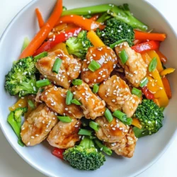 To make a tasty Chicken and Broccoli Stir Fry, you need fresh and simple ingredients. Here’s what you will need: - 2 boneless, skinless chicken breasts, thinly sliced - 2 cups broccoli florets - 1 red bell pepper, sliced into thin strips - 1 large carrot, julienned - 3 cloves garlic, minced - 1 tablespoon fresh ginger, finely minced These main ingredients bring great flavor and nutrition. The chicken gives protein, while the veggies add color and crunch. - 3 tablespoons soy sauce (or tamari for a gluten-free option) - 2 tablespoons sesame oil, divided - 1 tablespoon honey - 1 tablespoon cornstarch - 1/4 cup chicken broth (or vegetable broth for a vegetarian option) These sauces and seasonings create a flavorful base. The soy sauce adds saltiness, and honey gives a touch of sweetness. - Sesame seeds, for garnish - Green onions, thinly sliced, for garnish Garnishes add a nice look and extra flavor. Sesame seeds give a nutty crunch, while green onions add freshness. {{ingredient_image_2}} To start, grab a large bowl. Add thinly sliced chicken breasts, 1 tablespoon of soy sauce, and 1 tablespoon of cornstarch. Mix well until the chicken is fully coated. Cover the bowl and set it aside for 15 minutes. This step helps tenderize the meat and adds flavor. Heat 1 tablespoon of sesame oil in a large pan over medium-high heat. Once hot, add the marinated chicken. Stir-fry for about 4 to 5 minutes. Cook until the chicken turns golden brown and is fully cooked. When done, transfer the chicken to a plate and set it aside. In the same pan, pour in the remaining tablespoon of sesame oil. Add 3 minced garlic cloves and 1 tablespoon of finely minced ginger. Sauté them for about 30 seconds. This step releases their amazing aroma without burning the garlic. Next, add 2 cups of broccoli florets, 1 sliced red bell pepper, and 1 julienned carrot to the pan. Stir-fry the veggies for 3 to 4 minutes. Cook until they are tender-crisp. They should keep their bright color. Return the chicken to the pan. In a small bowl, whisk together the leftover soy sauce, 1 tablespoon of honey, and 1/4 cup of chicken broth. Pour this sauce over the chicken and veggies. Stir well to coat everything. Cook for 1 to 2 more minutes to let the sauce thicken. Once everything is heated through and mixed, take the pan off the heat. This keeps the dish fresh and bright. Spoon the stir-fry onto plates or bowls. For a lovely presentation, sprinkle sesame seeds and sliced green onions on top. You can serve this over steamed rice or quinoa. A drizzle of extra sesame oil adds a nice touch. For a zesty kick, consider adding lime wedges on the side. To stir-fry well, heat is key. Use a hot pan or wok to cook fast. This helps seal in flavors and keeps food from getting soggy. Here are some best practices: - Prep First: Gather all your ingredients. Cut them up before you start cooking. - Don’t Overcrowd: Cook in batches if your pan is small. Too much food lowers the heat. - Keep It Moving: Stir often to cook evenly. This prevents burning and ensures all sides get nice and brown. If you need gluten-free options, use tamari instead of soy sauce. This gives the same great taste without gluten. For veggies, you can swap broccoli with snap peas or bell peppers. Here are more ideas: - Protein Variations: Use tofu, shrimp, or beef for different flavors. - Veggie Alternatives: Try zucchini or mushrooms for a twist. To keep your veggies crunchy, cook them for a short time. Stir-fry them just until they are bright and tender-crisp. Here’s how: - Cut Evenly: Make sure all veggies are cut to the same size. This helps them cook evenly. - Add at the Right Time: Cook harder veggies, like carrots, first. Then add softer ones, like bell peppers, later. - Quick Cooking: Stir-fry for just 3-4 minutes. This keeps them vibrant and crisp. Pro Tips Marinating Matters: Allowing the chicken to marinate for at least 15 minutes not only enhances flavor but also helps tenderize the meat, making it more succulent. High Heat is Key: Stir-frying at medium-high heat ensures that the chicken and vegetables cook quickly, preserving their texture and flavor. Veggie Variations: Feel free to swap out the vegetables based on your preferences or what's in season. Snap peas, bell peppers, or zucchini can add a delightful twist! Garnish for Greatness: A sprinkle of sesame seeds and sliced green onions not only adds flavor but also elevates the dish's presentation, making it more appealing when served. {{image_4}} You can easily switch the chicken for beef, tofu, or shrimp. Beef adds a rich taste. Use thin strips of flank steak for best results. Tofu is a great choice for a vegetarian meal. Press it first to remove excess water. Shrimp cooks fast and adds a nice flavor. Just be careful not to overcook it. Feel free to add more veggies for color and taste. Snap peas, bok choy, or water chestnuts work well. Mushrooms add an earthy note, while bell peppers bring sweetness. You can also use zucchini or snow peas for a fresh crunch. Experiment with what you have on hand! Spices and sauces can take your dish to the next level. Try adding red pepper flakes for heat. A splash of rice vinegar will brighten up the taste. You can also mix in a little hoisin sauce for a sweet kick. Fresh herbs like basil or cilantro add a burst of flavor. Don't forget a squeeze of lime for extra zing! To store leftovers properly, let the stir fry cool first. Place it in an airtight container. You can keep it in the fridge for up to three days. Always label the container with the date. This way, you know when to eat it. If you want to freeze it, pack the stir fry in a freezer-safe bag. Remove as much air as you can. It can last up to three months in the freezer. When ready to eat, thaw it in the fridge overnight before reheating. To reheat for the best taste and texture, use a skillet over medium heat. Add a splash of water or broth to keep it moist. Stir occasionally until it’s hot. You can also use the microwave; heat in short bursts and stir in between. Enjoy your stir fry just like fresh! To make this dish gluten-free, swap regular soy sauce for tamari. Tamari is a gluten-free soy sauce. You can also use coconut aminos. These options keep the flavor but remove gluten. Always check labels to ensure no hidden gluten is present. Yes, you can use frozen broccoli. It saves time and works well. Frozen broccoli may cook faster, so watch it closely. If you like fresh broccoli, use that for better texture. Fresh broccoli stays crisp and bright. For stir fry, slice chicken breasts thinly. Cut against the grain for tender pieces. Aim for strips about 1/4 inch thick. This helps the chicken cook quickly and evenly. A sharp knife makes cutting easier and safer. You can store leftovers in the fridge for about three days. Use a sealed container for best results. If you want to keep it longer, freeze it. Frozen stir fry can last up to three months. Just make sure it’s cool before freezing. Absolutely! You can add bell peppers, snap peas, or carrots. Broccoli pairs well with many veggies. Zucchini and mushrooms work great too. Feel free to mix and match based on what you have. This blog post covered the key ingredients and step-by-step instructions for a tasty Chicken and Broccoli Stir Fry. You learned how to marinate chicken, sauté vegetables, and create a flavorful sauce. I also shared helpful tips on cooking techniques and ingredient swaps for your preferences. Remember, you can add your unique touch with different proteins or veggies. Enjoy your cooking journey!