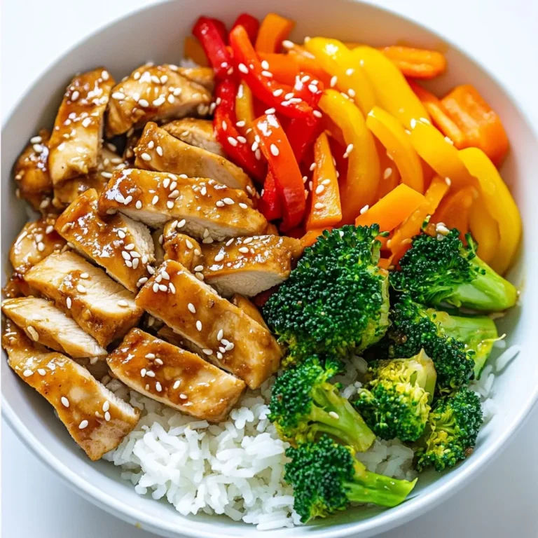 Here’s what you need for a tasty chicken stir fry: - 2 boneless, skinless chicken breasts, thinly sliced - 2 cups mixed bell peppers (red, yellow, green), cut into strips - 1 cup fresh broccoli florets - 2 medium carrots, julienned - 3 cloves garlic, minced - 1-inch piece of ginger, grated - 3 tablespoons low-sodium soy sauce - 1 tablespoon sesame oil - 1 tablespoon vegetable oil - 2 teaspoons cornstarch - 1 tablespoon cold water - Salt and pepper, to taste - Sesame seeds, for garnish - Cooked rice or noodles, for serving Using fresh ingredients makes the dish bright and flavorful. The chicken adds protein, while the veggies bring color and crunch. You can even switch up the veggies based on what you have. Think about adding snap peas or zucchini for extra flavor. Always remember to season well for the best taste! {{ingredient_image_2}} To start, slice the chicken breasts thinly. This helps them cook faster. I like to season the chicken with salt and pepper. You can also marinate it in soy sauce for extra flavor. Heat vegetable oil in a large skillet over medium-high heat. Once the oil is hot, add the chicken. Cook it for about 5 to 7 minutes. Stir often until it's browned and no longer pink. Then, set the chicken aside on a plate. Next, add minced garlic and grated ginger to the same skillet. This step adds great flavor. Stir them for about 30 seconds. You want them aromatic but not burnt. This is where the magic happens! Now it’s time for the veggies! Add the mixed bell peppers, broccoli florets, and julienned carrots. Stir-fry them for about 4 to 5 minutes. This keeps their color bright and texture crisp. You want them tender but still crunchy. Once they look good, it's time to add the chicken back into the skillet. Combine everything well. Pour the soy sauce and sesame oil over the chicken and veggies. Stir to mix the flavors evenly. Now, take the cornstarch and cold water mixture you made earlier. Pour it into the skillet while stirring continuously. This helps to thicken the sauce. Cook for another 1 to 2 minutes. Once it’s thick and bubbly, remove the skillet from heat. Lastly, sprinkle sesame seeds on top for a fun crunch. Enjoy your easy chicken stir fry! High heat is key for a great stir-fry. It helps the food cook fast and keeps it from getting soggy. Always preheat your pan until it’s hot. This way, your chicken will brown nicely. To avoid overcooking your veggies, keep them moving. Stir them often for about four to five minutes. They should be tender but still bright and crisp. This makes your dish colorful and fresh. To amp up the taste, try adding more spices. A pinch of red pepper flakes can add heat. You can also use a splash of rice vinegar for a tangy kick. For umami, consider making a simple homemade sauce. Mix soy sauce, honey, and a bit of lime juice. This blend enhances the dish’s depth and flavor. You can even experiment with peanut butter for a creamy texture! Pro Tips Use High Heat: Cooking at a high temperature helps to sear the chicken quickly and preserve its juiciness while giving the vegetables a nice crunch. Prep Ingredients Ahead: Having all your ingredients prepped and ready to go will make the stir-fry process smoother and quicker, allowing you to enjoy your meal sooner. Mix and Match Vegetables: Feel free to substitute the vegetables based on what you have on hand or your personal preferences. Snow peas, snap peas, or zucchini work wonderfully too! Garnish for Flavor: Don't skip the sesame seeds! They add a delightful nutty flavor and a nice crunch, enhancing the overall dish. {{image_4}} You can switch up the protein in your stir fry. Shrimp cooks quickly and adds a nice flavor. Tofu is a great choice for a plant-based meal. It soaks up the sauce well and gives a satisfying texture. Beef is another option. Use thin cuts, like flank steak, for quick cooking. These alternatives keep the dish exciting and cater to different diets. Feel free to play with seasonal vegetables. Asparagus, snap peas, and zucchini can bring fresh flavors. Think about what you have on hand. For a gluten-free option, use tamari instead of soy sauce. This keeps the taste while meeting dietary needs. Colorful veggies not only taste great but also make the dish look beautiful. Always aim for a mix of textures and colors for the best results. To keep your Easy Chicken Stir Fry fresh, store leftovers right. Use airtight containers. This helps lock in flavor and moisture. Place your stir fry in the fridge if you eat it within a few days. It stays good for about 3 to 4 days. For longer storage, use your freezer. Freeze leftovers in small portions. This way, you can heat only what you need later. When reheating, keep your stir fry tasty and fresh. The best method is using a skillet. Heat it on medium and add a splash of water. This helps steam the dish and keeps it moist. Stir often to prevent sticking. You can also use a microwave. Put your stir fry in a microwave-safe bowl. Cover it with a damp paper towel and heat in short bursts. This keeps the flavor and texture just right. To make chicken stir fry from scratch, follow these steps: 1. Prep the chicken: Slice two boneless, skinless chicken breasts thinly. 2. Heat the pan: Use a large skillet or wok. Heat vegetable oil over medium-high heat. 3. Cook the chicken: Add the chicken to the skillet. Season with salt and pepper. Cook for 5-7 minutes until browned. 4. Sauté garlic and ginger: In the same skillet, add minced garlic and grated ginger. Sauté for about 30 seconds. 5. Add vegetables: Stir in mixed bell peppers, broccoli, and julienned carrots. Cook for 4-5 minutes. 6. Combine: Return the chicken to the skillet. Pour in soy sauce and sesame oil. 7. Thicken the sauce: Mix cornstarch with cold water. Add to the skillet and stir for 1-2 minutes. 8. Serve: Garnish with sesame seeds and enjoy over rice or noodles. Watch out for these common pitfalls: - Don’t overcrowd the pan; it can steam the chicken. - Avoid burning the garlic and ginger; they cook quickly. Yes, you can use frozen vegetables in your stir fry. However, they may change the cooking time and flavor. - Cook time: Frozen veggies take longer to heat. Add them earlier than fresh ones. - Flavor impact: Frozen vegetables can lose some texture. They might not be as crisp as fresh ones. If using frozen, make sure to thaw them before cooking. Pat them dry to reduce excess moisture. The best sauce for stir fry often includes soy sauce and sesame oil for that classic flavor. Here are some recommendations: - Soy sauce: A must for seasoning. - Teriyaki sauce: Adds sweetness and depth. - Oyster sauce: Brings umami flavor. - Homemade sauce: Combine soy sauce, ginger, garlic, and a splash of rice vinegar. Feel free to mix and match sauces to find your perfect blend! You've learned how to make a tasty chicken stir fry. We covered ingredients, step-by-step cooking, and useful tips. You can also customize the recipe with different proteins and veggies. Remember, using high heat keeps veggies crisp. Store any leftovers in the fridge or freezer for later. With this guide, you can create a delicious dish with ease. Enjoy making this meal!