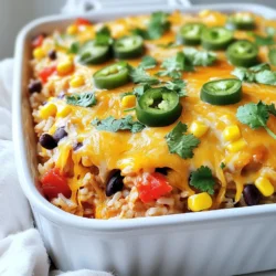 - 2 cups cooked rice (white or brown) - 2 cups shredded cooked chicken - 1 can (10 oz) enchilada sauce Chicken is the star of this dish. I use shredded cooked chicken, which makes prep easy. You can use leftover rotisserie chicken or cook your own. Rice is the base of the casserole. It absorbs all the great flavors. You can choose white or brown rice based on your taste. The enchilada sauce brings the heat and flavor. You can pick mild or spicy, depending on your family’s preference. - 1 can (15 oz) black beans, rinsed and drained - 1 cup corn kernels (fresh, canned, or frozen) - 1 cup diced tomatoes (with their juice) - 1 bell pepper (any color), diced - 1 teaspoon ground cumin - 1 teaspoon paprika - 1 cup shredded cheddar cheese - 1 cup shredded Monterey Jack cheese - Salt and pepper to taste - 1 tablespoon olive oil I like to add black beans for protein and fiber. Corn adds a sweet crunch. Diced tomatoes give moisture and flavor. Bell peppers add color and taste. I always use cumin and paprika for a warm flavor. Both cheeses melt nicely, creating a gooey topping. Don’t forget to season with salt and pepper! - Fresh cilantro - Sour cream For garnishes, fresh cilantro adds a burst of color and flavor. It gives a fresh taste that brightens the dish. A dollop of sour cream serves as a cool contrast to the spices. It also adds creaminess that everyone loves. {{ingredient_image_2}} - Preheating the oven Start by preheating your oven to 350°F (175°C). This step is key to getting that perfect bake for your casserole. - Sautéing the vegetables In a large skillet, heat 1 tablespoon of olive oil over medium heat. Add 1 diced bell pepper and sauté for about 5 minutes. You want it soft and slightly see-through. - Mixing the sautéed mixture with rice Next, add 2 cups of shredded cooked chicken, 1 can of black beans, 1 cup of corn, and 1 cup of diced tomatoes with their juice to the skillet. Stir it together with 1 teaspoon ground cumin and 1 teaspoon paprika. Season with salt and pepper. Cook for an extra 3 to 4 minutes until it’s all warm and mixed well. Then, in a large bowl, combine this mixture with 2 cups of cooked rice and half of the enchilada sauce. Mix until everything is well blended. - Preparing the baking dish Grease a 9x13-inch baking dish with cooking spray or a little olive oil. Transfer the rice and chicken blend into the dish, spreading it evenly. - Pouring sauce and topping with cheese Pour the remaining enchilada sauce over the top of your casserole. Make sure it covers everything. Then, sprinkle 1 cup of shredded cheddar cheese and 1 cup of shredded Monterey Jack cheese evenly over the top. - Baking time and temperature Place your casserole in the preheated oven. Bake for 25 to 30 minutes. Look for the cheese to be melted, bubbly, and lightly golden. Once done, take it out and let it cool for about 5 minutes before serving. This lets the flavors settle and keeps you from burning your mouth! To get the best texture, use cooked rice. This can be white or brown. If you want fluffy rice, rinse it before cooking. This helps remove excess starch. For even cooking, mix the ingredients well. When you combine the sautéed mixture with the rice, stir until everything is coated. This ensures all flavors blend nicely. To add more spices, try chili powder or oregano. These spices can give the dish a nice kick. You can adjust the amount based on your taste. For extra toppings, consider sliced olives or diced avocado. These add freshness and texture. You can also use jalapeños for some heat. Don't forget to sprinkle fresh cilantro on top for a burst of color and flavor! Pro Tips Use Leftover Chicken: This recipe is perfect for using up leftover rotisserie chicken or any cooked chicken you have on hand, saving you time and effort. Customize Your Heat: Adjust the spiciness of your enchilada casserole by choosing a milder or spicier enchilada sauce and adding jalapeños if you like extra heat. Mix Your Cheeses: For a more complex flavor, try mixing different types of cheese, such as pepper jack or queso blanco, with the cheddar and Monterey Jack. Let It Rest: Allow the casserole to rest for a few minutes after baking. This helps the layers set and makes serving easier. {{image_4}} - Using different proteins: You can switch chicken for beef, turkey, or even shrimp. Tofu is a great plant-based choice too. Each protein brings its own taste. So feel free to mix things up! - Alternative vegetables: Add your favorite veggies. Zucchini, mushrooms, or spinach work well. They add color and nutrients. You can even toss in some jalapeños for a spicy kick! - Gluten-free options: This casserole is easy to make gluten-free. Just check the enchilada sauce for gluten. Most brands are safe, but always read labels. Use gluten-free rice to keep it safe for all. - Vegetarian adaptations: Replace chicken with more beans or lentils. You can use extra veggies or a meat substitute. This keeps the dish hearty and filling without meat. - Pairing with sides: This casserole pairs nicely with a fresh salad or tortilla chips. You can serve it with guacamole or salsa for extra flavor. These sides add crunch and brightness. - Adjusting portion sizes: This dish serves 6-8, but you can easily scale it. If you need smaller portions, use a smaller dish. You can also freeze leftovers for later. Just reheat for a quick meal! To keep your Chicken Enchilada Rice Casserole fresh, store it properly. First, let the casserole cool down to room temperature. Then, transfer it to an airtight container. You can keep it in the fridge for up to four days. If you want to store it longer, freezing is a great option. For freezing, place the casserole in a freezer-safe container. It can stay frozen for up to three months. Make sure to label the container with the date. This will help you keep track of how long it has been in the freezer. When it's time to enjoy your leftovers, you have two great options: the oven or the microwave. Using the oven is often best for reheating casseroles. Preheat your oven to 350°F (175°C). Place the casserole in a baking dish and cover it with foil. Bake for about 20-25 minutes until it's heated through. This method helps keep the cheese melty and the dish moist. If you're short on time, the microwave works too. Put a portion on a microwave-safe plate. Heat it in short bursts, about 1-2 minutes at a time. Stir between intervals to ensure even heating. To maintain the flavor and texture, cover the dish with a microwave-safe lid or wrap. This keeps moisture in and prevents it from drying out. Can I prepare this casserole in advance? Yes, you can prepare this casserole ahead of time. Make it, then cover it and store it in the fridge for up to 24 hours. When ready to bake, just pop it in the oven. You may need to add a few minutes to the baking time if it is cold. How can I make this dish spicier? To add spice, use a spicy enchilada sauce instead of mild. You can also add fresh chopped jalapeños or a pinch of cayenne pepper. Try adding some crushed red pepper flakes for a little kick. Caloric content and serving sizes This casserole serves about 6-8 people. Each serving has around 350-400 calories, depending on the cheese you use and any added toppings. Key nutritional benefits This dish offers protein from the chicken and beans. It also has fiber from the beans and corn. The tomatoes and peppers add vitamins, making this meal both tasty and nutritious. How to modify for various serving sizes If you need more or fewer servings, simply adjust the ingredients. For 4 servings, use 1.5 cups of rice and 1 cup of chicken. For 10 servings, double all ingredients. Tips for meal prep and batch cooking This recipe is great for meal prep. Make a large batch and portion it into containers for lunch or dinner. You can freeze any leftovers for quick meals later. Just reheat and enjoy! This blog post detailed how to make a tasty casserole. We covered main ingredients, like chicken and rice, plus beans and cheese. After outlining easy preparation steps, we shared baking tips for perfect results. We explored variations for different diets and storage tips for leftovers. Casseroles are versatile and great for any meal. Feel free to get creative with flavors and ingredients. Remember, the right spices can elevate any dish. Enjoy cooking and share this recipe with others!